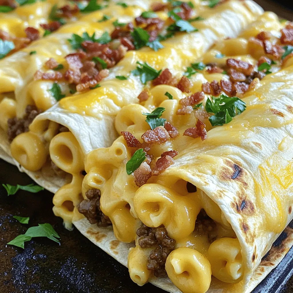 Für den Bacon Mac’n’Cheese Burger Wrap brauchst du einige wichtige Zutaten. Hier ist, was du benötigst: