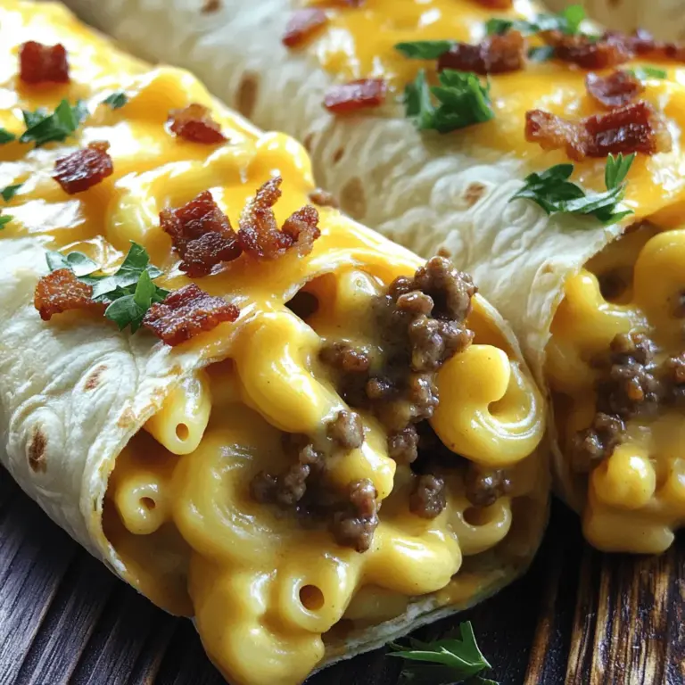 Für den Bacon Mac’n’Cheese Burger Wrap brauchst du einige wichtige Zutaten. Hier ist, was du benötigst: