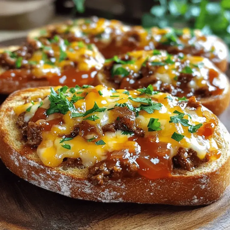 Für die perfekte Cheesy Garlic Bread Sloppy Joe Melts brauchst du einige Hauptzutaten. Diese Zutaten machen das Gericht herzhaft und lecker. Hier ist, was du benötigst: - 1 lb (450g) Rinderhackfleisch - 1 kleine Zwiebel, fein gehackt - 2 Knoblauchzehen, fein gehackt - 1/2 Tasse Ketchup - 2 Esslöffel Worcestershire-Sauce - 1 Teelöffel Senf - 1 Teelöffel brauner Zucker - Salz und Pfeffer nach Geschmack