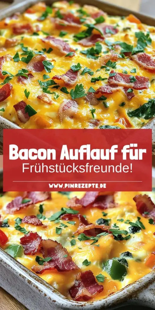Entdecken Sie das köstliche Bacon Frühstücksauflauf Rezept, das perfekt für jede Gelegenheit ist! Mit knusprigem Speck, frischem Gemüse und geschmolzenem Käse zaubern Sie ein herzhaftes Frühstück, das Ihre Familie und Freunde lieben werden. Die einfache Zubereitung macht es zu einem idealen Gericht, das in nur 50 Minuten servierbereit ist. Klicken Sie jetzt, um das vollständige Rezept zu entdecken und Ihren eigenen leckeren Auflauf zuzubereiten!