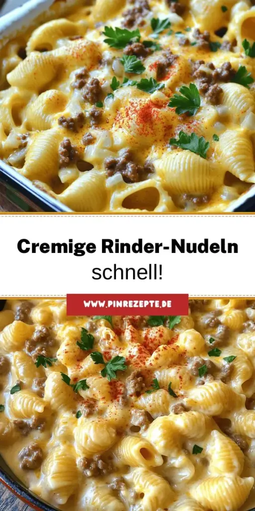 Entdecke das perfekte Rezept für cremige Rinder-Nudeln, das schnell und einfach zubereitet ist! Mit zartem Rinderhackfleisch, leckeren Muschelnudeln und einer köstlichen Sahnesauce wird dieses Gericht zur Lieblingsspeise für die ganze Familie. Hol dir kreative Tipps und Anpassungsmöglichkeiten für deinen eigenen Geschmack. Klicke jetzt durch und lasse dich von den Rezeptideen inspirieren!