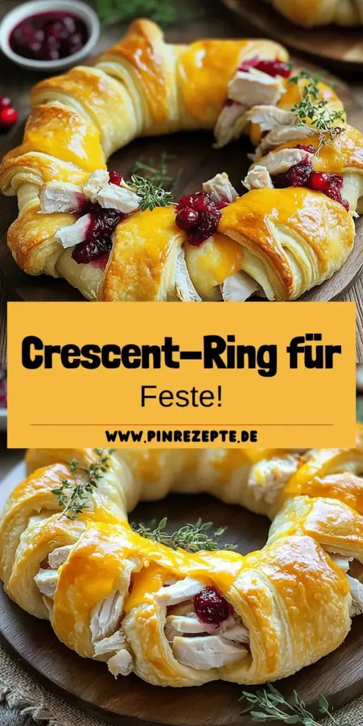 Entdecken Sie das perfekte Rezept für einen herzhaften Truthahn-Cranberry-Crescent-Ring, der bei jedem Fest begeistert! Dieser köstliche Croissant-Ring kombiniert zarten Truthahn, süß-sauer Cranberry-Sauce und cremigen Frischkäse für ein unvergessliches Geschmackserlebnis. Ideal für Feiertage oder gesellige Runden, eignet sich das Rezept auch für kreative Variationen. Klicken Sie hier, um die einfachen Schritte und Tipps zur Zubereitung zu entdecken und Ihr nächstes Festessen zu bereichern!