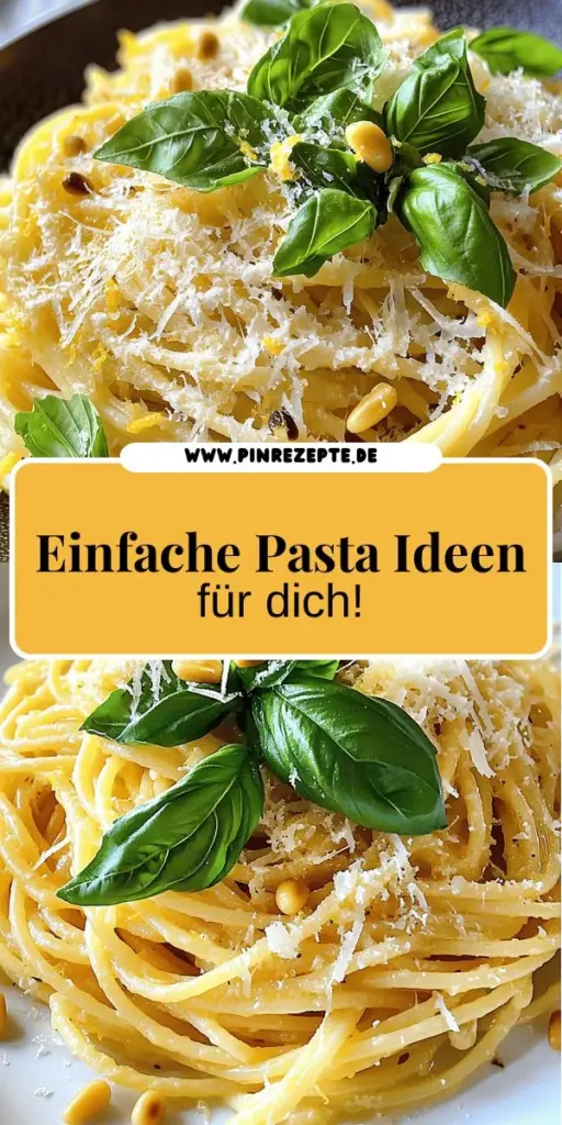 Entdecke die Welt der einfachen Pasta Rezepte mit unserem köstlichen Zitronen-Basilikum-Gericht! In nur wenigen Schritten und mit frischen Zutaten verwandelst du deine Küche in ein wahres Geschmacksparadies. Perfekt für schnelle Abendessen oder besondere Anlässe, diese Rezepte sind einfach zuzubereiten und machen aus jedem Essen ein Fest. Klicke jetzt, um all die köstlichen Ideen zu erkunden und deine nächste Lieblingspasta zu finden!