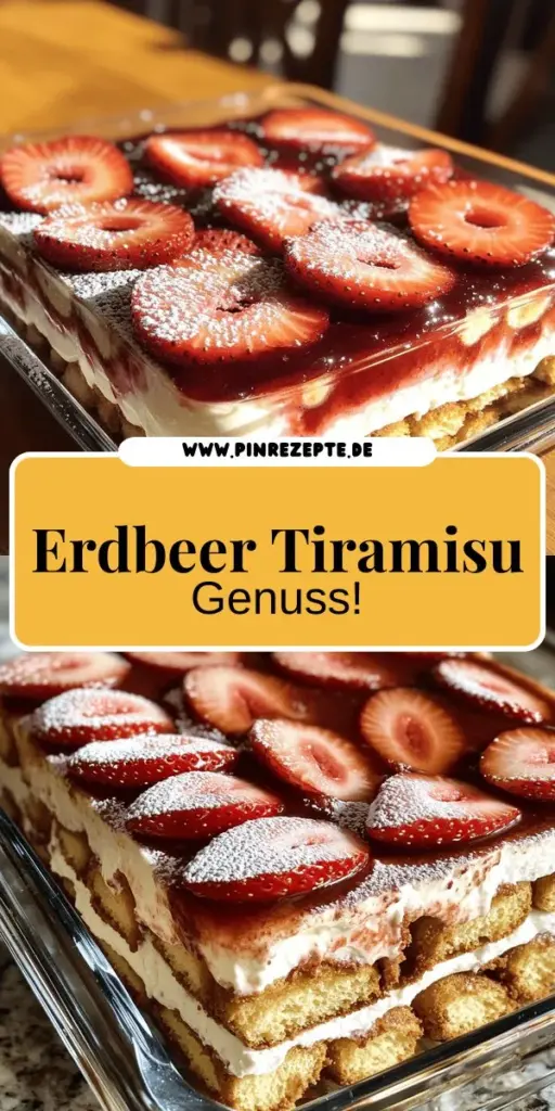 Verwöhne deine Geschmacksknospen mit diesem himmlischen Erdbeer Tiramisu! Das einfache Dessert-Rezept kombiniert frische Erdbeeren und cremigen Mascarpone für ein unwiderstehliches Genusserlebnis. Ideal für besondere Anlässe oder einfach zum Schlemmen, wird dieser Genuss alle begeistern. Klicke jetzt, um die Schritt-für-Schritt-Anleitung und wertvolle Tipps zu entdecken, die dein Tiramisu perfekt machen!