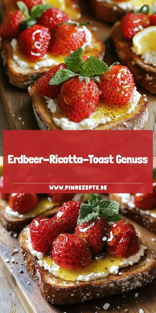 Entdecke das unwiderstehliche Rezept für gerösteten Erdbeer-Ricotta-Toast! Diese köstliche Kreation vereint frische Erdbeeren, cremigen Ricotta und knuspriges Vollkornbrot zu einem gesunden Genuss, perfekt für Frühstück oder Snack. Lass dich von der einfachen Schritt-für-Schritt-Anleitung inspirieren und verwandle deine Küche in eine feine Genusswelt. Klicke jetzt, um das volle Rezept und weitere Tipps zu entdecken!