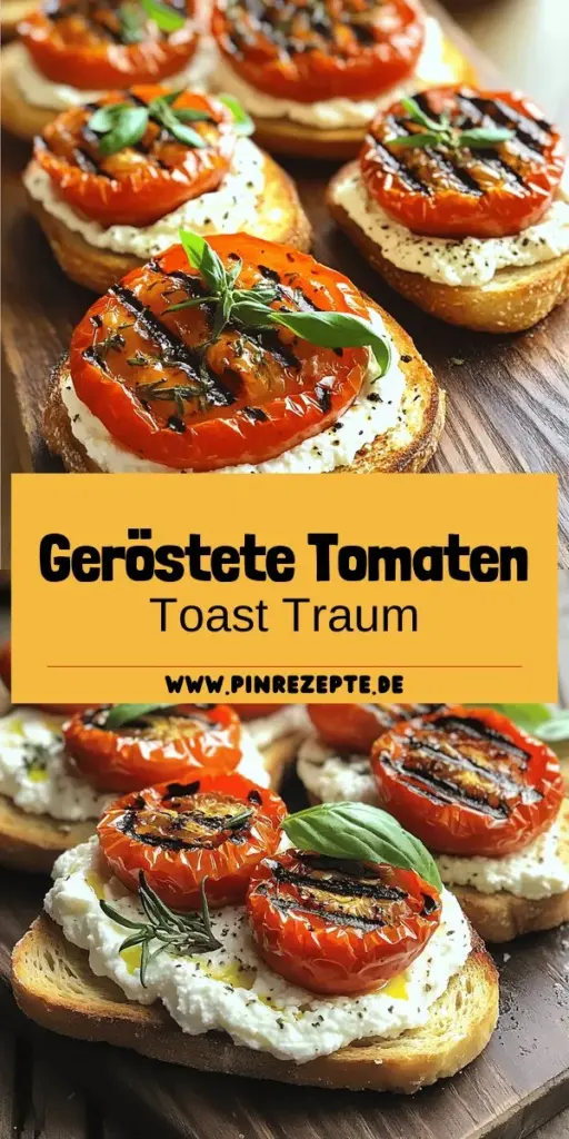 Verwandle dein Essen mit köstlichen Roast Tomato & Whipped Ricotta Toasts! In diesem Rezept erfährst du, wie du mit frischen Zutaten und einfachen Schritten einen fantastischen Snack oder eine Vorspeise zubereitest. Die perfekte Kombination aus gerösteten Tomaten und cremigem Ricotta bringt Geschmack und Farbe auf deinen Tisch. Klicke jetzt, um das vollständige Rezept zu entdecken und deine Gäste zu beeindrucken!