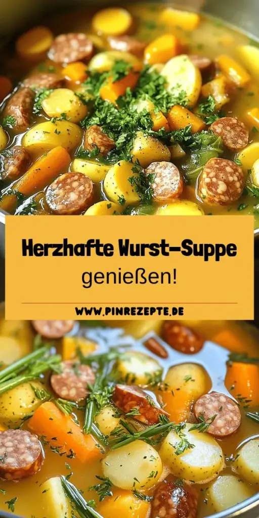 Entdecke die köstliche Welt der herzhaften Wurst-Suppe mit diesem einfachen Rezept! Perfekt für eine nahrhafte Mahlzeit, vereint diese Suppe frische Würste, aromatisches Gemüse und Gewürze zu einem vollen Geschmackserlebnis. Egal, ob du eine cremige oder pikante Variante suchst, hier findest du viele Tipps zur Zubereitung und Lagerung. Lass dich inspirieren und klicke jetzt, um das vollständige Rezept zu entdecken!