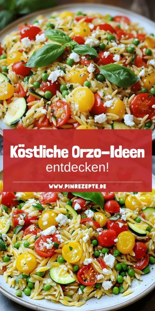 Entdecke die köstliche Welt der Orzo Pasta! Diese vielseitige, reisförmige Teigware passt perfekt in Salate, Suppen und Beilagen. In meinem Artikel findest du alles, was du über Orzo wissen musst: von der richtigen Zubereitung über viele kreative Rezepte bis hin zu nützlichen Tipps. Lass dich inspirieren und entdecke, wie du Orzo Pasta köstlich zubereiten und genießen kannst. Klicke hier und erlebe die Vielfalt der Orzo-Rezepte!