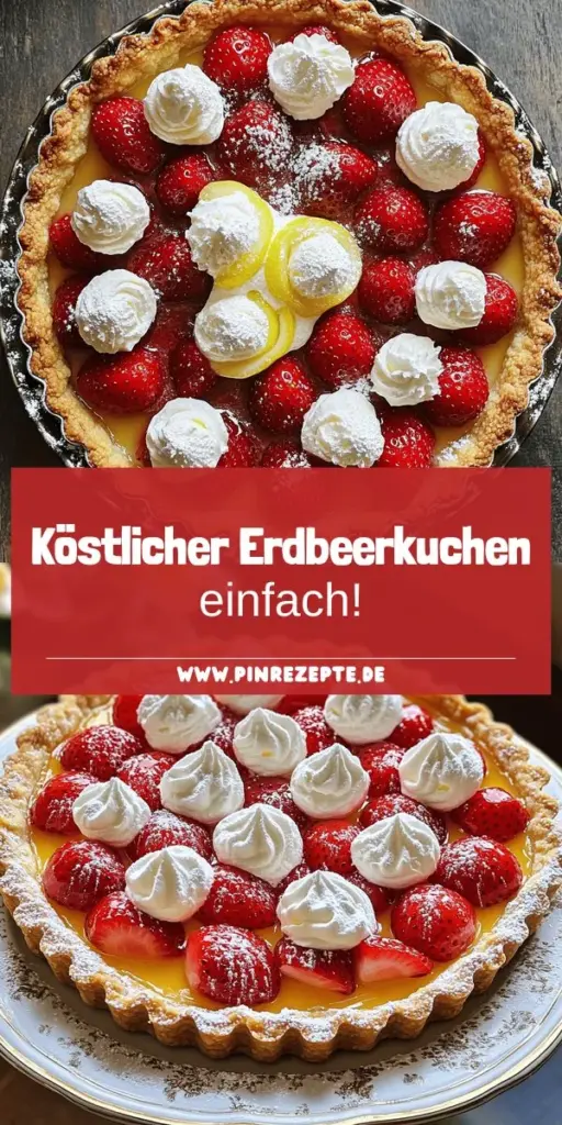 Erdbeerkuchen ist der perfekte Genuss für den Sommer! Entdecke in meiner einfachen Schritt-für-Schritt-Anleitung, wie du diesen köstlichen Kuchen ganz leicht selbst zubereitest. Von der Auswahl der besten frischen Erdbeeren bis hin zu kreativen Alternativen für Zucker und Mehl – hier findest du alles, was du brauchst. Klicke jetzt, um dein Rezept zu entdecken und deinen eigenen Erdbeerkuchen zum Hit zu machen!