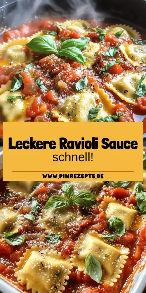 Suchst du nach einer schnellen und einfachen Ravioli Sauce? In diesem inspirierenden Rezept zeigen wir dir, wie du mit geschälten Tomaten, Zwiebeln und Gewürzen in nur 30 Minuten eine köstliche Sauce zauberst. Perfekt für Kochanfänger und Profis! Verwandle dein Gericht mit frischem Basilikum und Parmesan und entdecke köstliche Variationen. Klicke durch, um die vollständige Anleitung und viele Tipps zu entdecken und deine Ravioli zum Highlight zu machen!