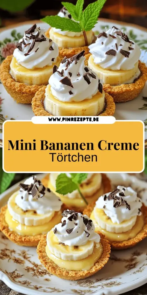 Entdecke das perfekte Rezept für Mini Banana Cream Pie – eine einfache und köstliche Nachspeise, die du lieben wirst! Diese kleinen Törtchen sind schnell zubereitet und ideal für jeden Anlass. Mit einer knusprigen Kruste, cremigem Vanillepudding und frischen Bananen sind sie ein wahrer Genuss. Lass dich von meiner Schritt-für-Schritt-Anleitung inspirieren und kreiere diese süße Leckerei in deiner Küche. Klicke jetzt, um das vollständige Rezept zu sehen und gleich loszulegen!