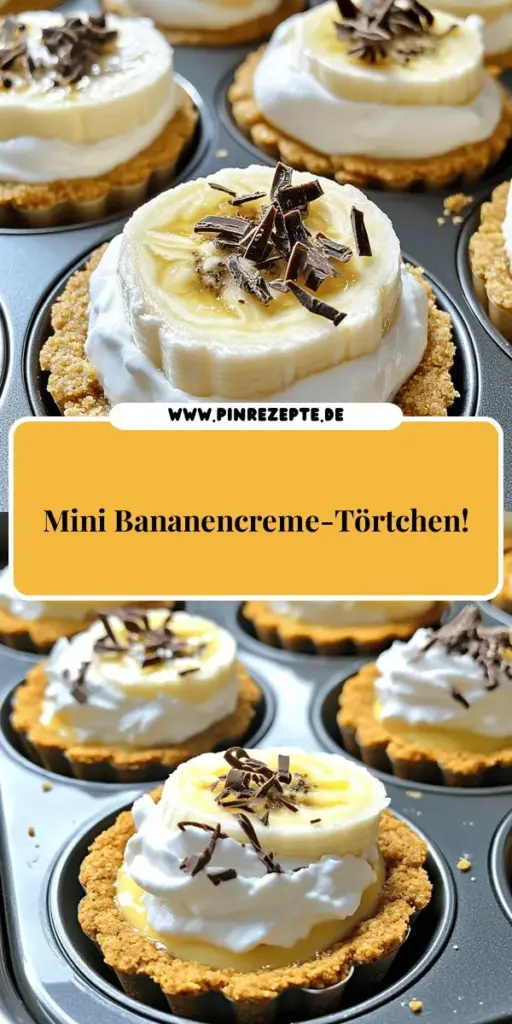 Entdecke das köstliche Rezept für einfache No-Bake Mini Bananencreme-Törtchen, die perfekt für jede Gelegenheit sind! Diese leckeren Törtchen sind schnell zubereitet und benötigen kein Backen. Mit einer knusprigen Keksbasis, frischen Bananen und einer cremigen Füllung sind sie ein Hit bei jedem Dessert. Klicke jetzt, um die vollständige Anleitung zu sehen und deine Gäste mit diesen süßen Köstlichkeiten zu überraschen!