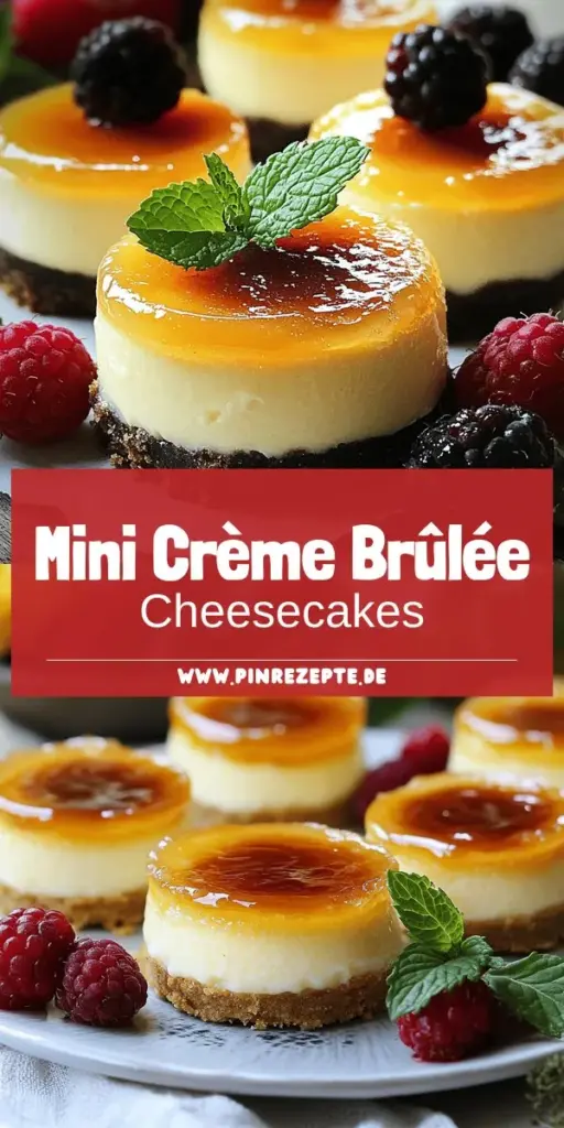 Entdecken Sie das köstliche Rezept für Mini Crème Brûlée Cheesecakes, das einfach und voller Geschmack ist. Kombinieren Sie die cremige Textur von Käsekuchen mit dem unverwechselbaren Karamellgeschmack der Crème Brûlée. In nur wenigen Schritten kreieren Sie dieses traumhafte Dessert, das Ihre Gäste begeistern wird. Klicken Sie hier, um die vollständige Anleitung und die Zutatenliste zu erhalten und zaubern Sie Ihr eigenes Mini-Kunstwerk in der Küche!