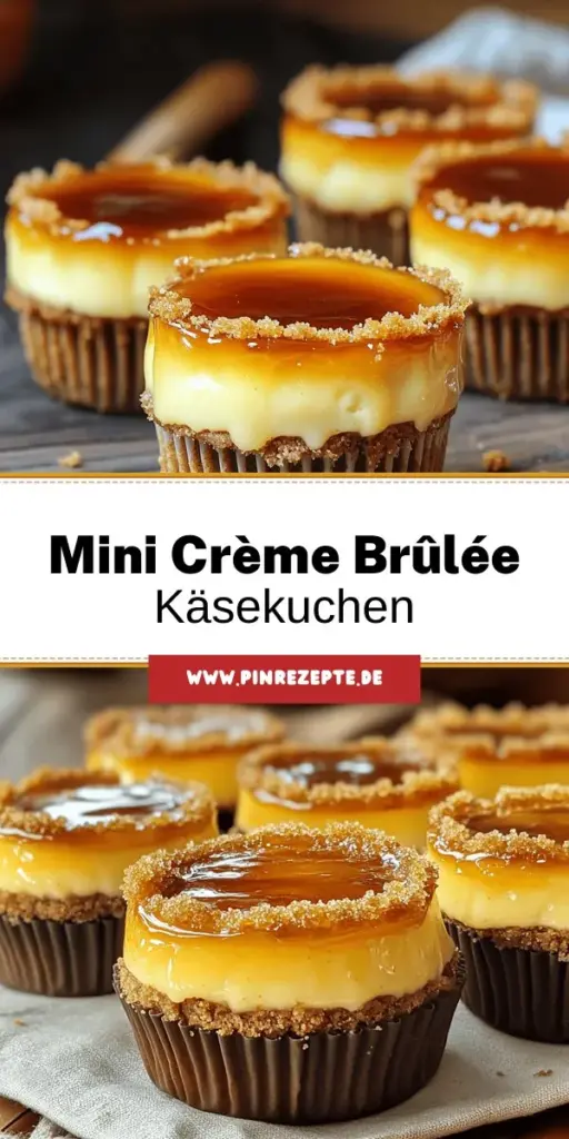 Entdecken Sie das köstliche Rezept für Mini Crème Brûlée Cheesecakes, das zwei Klassiker in einem kleinen Leckerbissen vereint! Mit einem knusprigen Keksboden und einer perfekten Karamellkruste sind diese Desserts ideal für jeden Anlass. Ob für eine Feier oder einfach nur zum Genießen, diese Mini-Käsekuchen werden Ihre Gäste begeistern. Klicken Sie hier, um das vollständige Rezept zu erkunden und Ihren Gaumen zu verwöhnen!