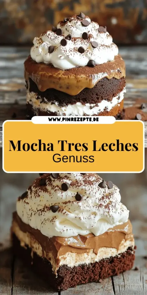 Erlebe den ultimativen Genuss mit meinem Decadent Mocha Tres Leches Cake! Diese einfache Anleitung zeigt dir, wie du einen fluffigen und saftigen Kuchen mit köstlichem Kaffee- und Milchgeschmack zauberst. Perfekt für besondere Anlässe oder einfach nur so! Entdecke kreative Dekorationsideen und Variationen, die deine Gäste begeistern werden. Klicke hier, um die vollständige Anleitung und das Rezept zu entdecken!