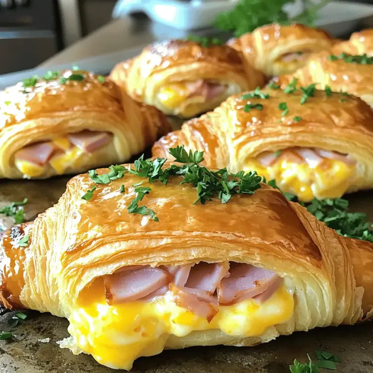 - 4 große Croissants - 200g dünn geschnittener Schinken - 200g Käse (z.B. Emmentaler oder Gouda) - 2 Eier - 100ml Milch