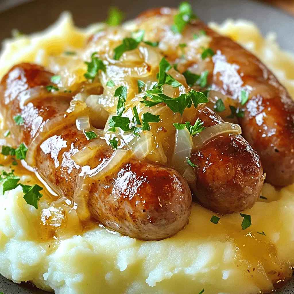 - 500 g würzige Schweinswürstchen oder Rinderwürstchen - 1 kg Kartoffeln, geschält und gewürfelt - 150 ml Milch - 50 g Butter
