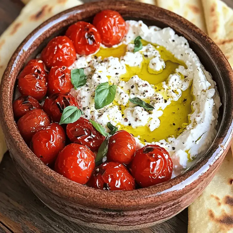Die Hauptzutaten für den Dip sind einfach und frisch. Sie benötigen 200 g Feta-Käse und 250 g Kirschtomaten. Feta bringt einen tollen, salzigen Geschmack. Kirschtomaten sorgen für Süße und Frische.