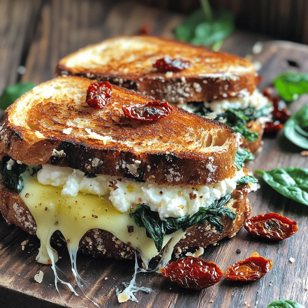 Für das perfekte Sun-Dried Tomato, Spinach, and Ricotta Grilled Cheese benötigst du: