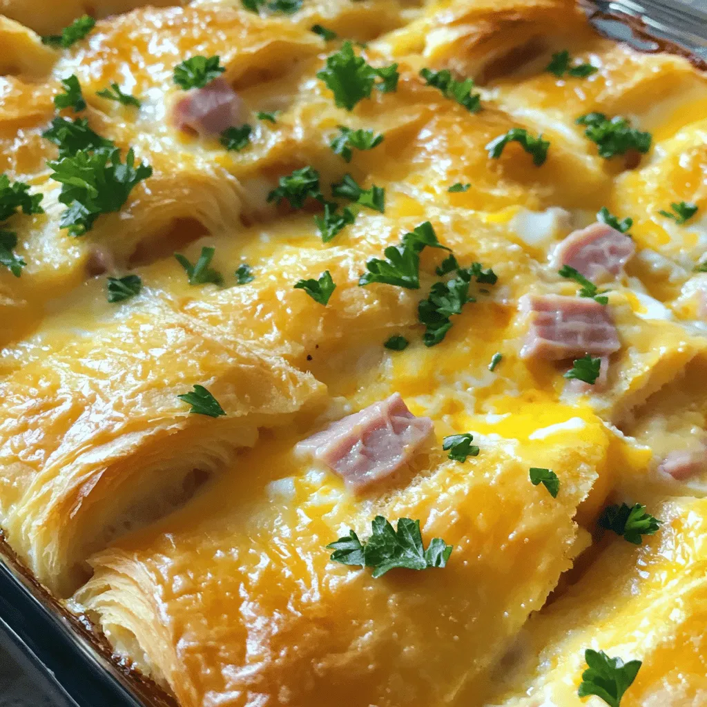 - 6 große buttrige Croissants - 200 g gekochter Schinken - 200 g geriebener Käse