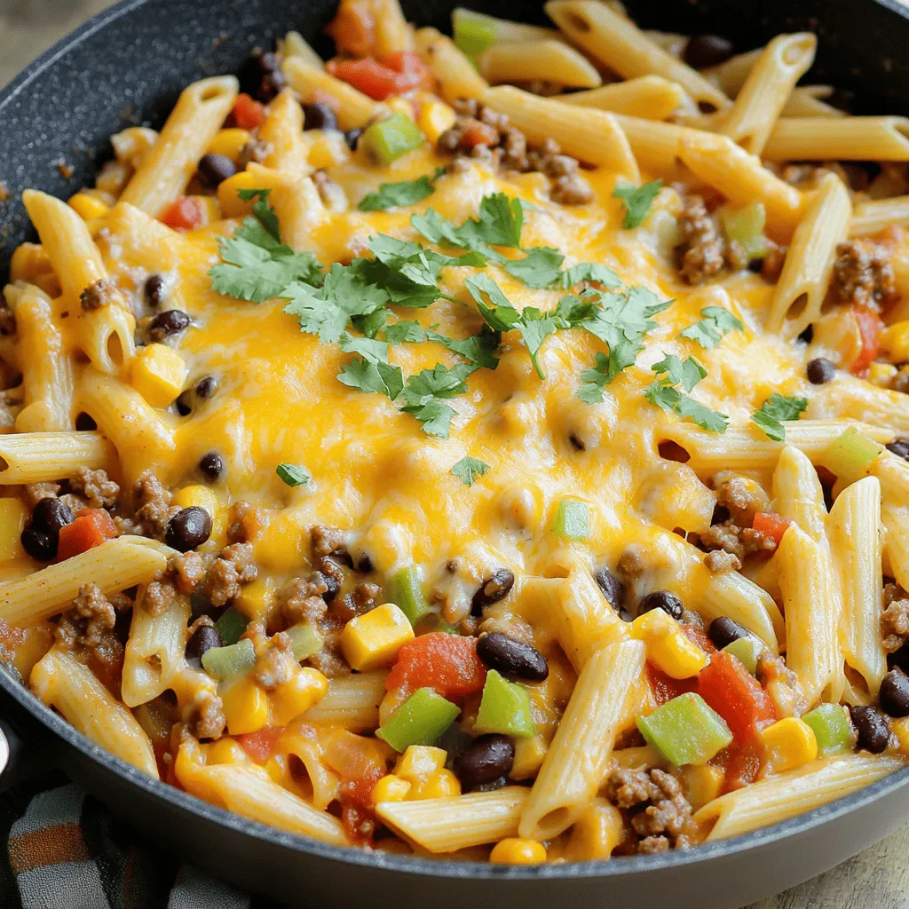 Hier sind die Zutaten für Cowboy Pasta. Diese sind einfach zu finden und lecker. - 225 g Penne-Nudeln - 450 g Rinderhackfleisch - 1 mittelgroße Zwiebel, gewürfelt - 3 Knoblauchzehen, fein gehackt - 1 rote Paprika, gewürfelt - 1 Dose (425 g) schwarze Bohnen, abgespült und abgetropft - 1 Dose (425 g) gewürfelte Tomaten mit grünen Chilis - 240 ml Maiskörner (frisch oder gefroren) - 2 Teelöffel Chilipulver - 1 Teelöffel Kreuzkümmel - 1/2 Teelöffel geräuchertes Paprikapulver - Salz und Pfeffer nach Geschmack - 1 Tasse geriebener Cheddar-Käse - Frischer Koriander oder Petersilie, zum Garnieren Frische Zutaten bringen oft mehr Geschmack. Sie sind knackiger und gesünder. Zum Beispiel, frische Paprika hat mehr Vitamine. Konservierte Zutaten sind jedoch praktisch und zeitsparend. Wenn du wenig Zeit hast, sind sie eine gute Wahl. Achte darauf, die Bohnen und Tomaten gut abzuspülen. So reduzierst du den Natriumgehalt. Cowboy Pasta ist nahrhaft und sättigend. Das Rinderhackfleisch liefert viel Protein. Es hilft beim Muskelaufbau und hält dich lange satt. Die Bohnen sind reich an Ballaststoffen. Sie fördern die Verdauung und halten den Blutzucker stabil. Die Paprika bringt Vitamine, vor allem Vitamin C. Mais liefert gesunde Kohlenhydrate. Achte auf die Portionsgröße, um die Kalorien im Blick zu behalten. Diese Pasta ist eine vollwertige Mahlzeit, die dir Energie gibt. Für das vollständige Rezept, schau dir die [Full Recipe] an und zaubere dein eigenes Cowboy Pasta Gericht. Um die Penne-Nudeln perfekt zu kochen, bringe zuerst in einem großen Topf genügend Wasser zum Kochen. Füge dann eine gute Menge Salz hinzu. Das Salz hilft, den Geschmack der Nudeln zu verbessern. Gib die Penne-Nudeln ins kochende Wasser. Koche sie gemäß der Packungsanweisung bis sie bissfest, also „al dente“, sind. Das dauert meist etwa 10 bis 12 Minuten. Wenn sie fertig sind, gieße die Nudeln ab und stelle sie beiseite. Nimm eine große Pfanne und stelle sie auf mittlere Hitze. Gib das Rinderhackfleisch hinein. Brate es 6 bis 8 Minuten lang an. Rühre es gut um, damit es gleichmäßig bräunt. Achte darauf, das überschüssige Fett abzugießen, wenn nötig. So bleibt das Gericht nicht zu fettig. Das Fleisch sollte schön braun und gut durchgegart sein. Jetzt ist es Zeit für das Gemüse! Füge die gewürfelte Zwiebel und den gehackten Knoblauch zum Rinderhackfleisch hinzu. Brate sie 3 bis 4 Minuten an, bis die Zwiebeln glasig sind. Danach kommt die gewürfelte rote Paprika dazu. Streue auch das Chilipulver, den Kreuzkümmel und das geräucherte Paprikapulver hinein. Rühre alles gut um und lasse es weitere 3 bis 4 Minuten köcheln. Die Paprika sollte weich werden, aber nicht zerfallen. Jetzt sind wir fast fertig! Gib die abgetropften schwarzen Bohnen, die gewürfelten Tomaten mit ihrem Saft und die gekochten Penne-Nudeln in die Pfanne. Mische alles gut durch und erhitze die Mischung weitere 5 Minuten. Der letzte Schritt: Streue den geriebenen Cheddar-Käse gleichmäßig darüber. Decke die Pfanne ab und lasse sie 2 bis 3 Minuten ruhen, damit der Käse schmelzen kann. Garnieren kannst du das Ganze mit frisch gehacktem Koriander oder Petersilie. Für das vollständige Rezept schau dir die Full Recipe an. Um die perfekte Konsistenz der Pasta zu erreichen, koche ich die Penne-Nudeln al dente. Das bedeutet, dass sie leicht fest sind. Bringe einen großen Topf mit gesalzenem Wasser zum Kochen. Achte darauf, genug Wasser zu verwenden. So kleben die Nudeln nicht zusammen. Nach der angegebenen Kochzeit, probiere eine Nudel. Sie sollte weich sein, aber noch einen kleinen Biss haben. Nach dem Abgießen, lasse die Nudeln kurz ruhen. Das hilft, die Konsistenz zu bewahren. Beim Anbraten des Rinderhackfleischs gibt es einige Dos und Don’ts. Zuerst, benutze eine große Pfanne. So bleibt das Fleisch gleichmäßig in der Hitze. Achte darauf, das Fleisch gut zu zerbrechen. So brät es gleichmäßig an. Rühre es regelmäßig um. Das verhindert, dass es anbrennt. Lass das Fett nicht zu lange in der Pfanne. Gieße überschüssiges Fett ab, um die Sauce nicht zu schwer zu machen. Vermeide es, das Fleisch zu früh zu würzen. Das kann den Geschmack beeinträchtigen. Die Gewürze sind der Schlüssel zu Cowboy Pasta. Ich kann die Gewürze leicht anpassen. Für eine mildere Version, verwende weniger Chilipulver. Wer es schärfer mag, kann mehr Chilis hinzufügen. Kreuzkümmel bringt einen tollen Geschmack. Du kannst auch andere Gewürze ausprobieren, wie Oregano oder Thymian. Das macht das Gericht noch interessanter. Ein Spritzer frischer Limettensaft kann dem Gericht Frische geben. So kannst du Cowboy Pasta immer wieder neu erfinden. Für die vollständige Anleitung, schau dir das Full Recipe an. {{image_4}} Du kannst Cowboy Pasta leicht vegetarisch machen. Ersetze das Rinderhackfleisch durch eine Mischung aus Pilzen und Linsen. Diese Zutaten geben dir einen herzhaften Geschmack. Verwende auch mehr Gemüse, wie Zucchini oder Karotten. Diese sorgen für Farbe und Nährstoffe. Du kannst die Gewürze gleich lassen. Das Rezept bleibt einfach und lecker. Wenn du es schärfer magst, füge frische Chilis hinzu. Du kannst Jalapeños oder Serrano-Chilis verwenden. Schneide sie klein und brate sie mit der Zwiebel und dem Knoblauch an. Das gibt der Pasta einen extra Kick. Du kannst auch mehr Chilipulver oder Cayennepfeffer hinzufügen. Achte darauf, die Schärfe nach deinem Geschmack anzupassen. Für eine glutenfreie Version wähle glutenfreie Penne-Nudeln. Diese findest du in vielen Supermärkten. Achte darauf, auch die anderen Zutaten zu überprüfen. Einige Dosenprodukte können Gluten enthalten. Es ist wichtig, die Etiketten zu lesen. So bleibt deine Cowboy Pasta für alle Diäten geeignet. Du kannst das Rezept immer noch genießen! Wenn du mehr über die Zubereitung erfahren möchtest, sieh dir das [Full Recipe] an. Es ist wichtig, Cowboy Pasta gut aufzubewahren, um die Frische zu erhalten. Lass die Pasta zuerst auf Raumtemperatur abkühlen. Verwende dann einen luftdichten Behälter. Fülle die Pasta hinein und schließe den Behälter fest. So bleibt die Pasta bis zu fünf Tage frisch. Um die Cowboy Pasta wieder aufzuwärmen, benutze eine Pfanne oder die Mikrowelle. In der Pfanne füge einen Spritzer Wasser hinzu. Das hilft, die Pasta feucht zu halten. Erhitze sie bei mittlerer Hitze und rühre oft um. In der Mikrowelle decke die Pasta ab, um Spritzer zu vermeiden. Erhitze sie in kurzen Intervallen von 30 Sekunden. So bleibt die Pasta lecker und frisch. Im Kühlschrank hält die Cowboy Pasta etwa fünf Tage. Du kannst sie auch einfrieren. Fülle die Pasta in einen gefrierfesten Behälter. So bleibt sie bis zu drei Monate haltbar. Achte darauf, beim Einfrieren nicht zu viel Luft im Behälter zu lassen. Das verhindert Gefrierbrand und sorgt für besseren Geschmack. Die Zubereitung von Cowboy Pasta dauert etwa 30 Minuten. Du brauchst 10 Minuten, um alles vorzubereiten, und 20 Minuten zum Kochen. Diese Zeit ist perfekt, wenn du einen schnellen, leckeren Abendessenplan brauchst. Es ist einfach und macht Spaß! Ja, du kannst Cowboy Pasta im Voraus zubereiten. Koche die Pasta und die Sauce separat. Du kannst sie dann in einem luftdichten Behälter im Kühlschrank aufbewahren. Wenn du bereit bist zu essen, erhitze alles zusammen. So sparst du Zeit und hast trotzdem ein tolles Essen. Zu Cowboy Pasta passen viele Beilagen gut. Hier sind ein paar Ideen: - Ein frischer grüner Salat - Knoblauchbrot oder Baguette - Gegrilltes Gemüse - Ein cremiges Dressing für den Salat Diese Beilagen ergänzen den Geschmack und machen das Essen noch besser. Probiere sie aus! Diese Anleitung zeigt, wie man Cowboy Pasta zubereitet. Wir betrachteten die Zutaten, Kochschritte und Tipps für das perfekte Gericht. Du lernst auch, wie du die Pasta aufbewahrst und aufwärmst. Variationen bieten dir viele Geschmäcker, von vegetarisch bis scharf. Du hast jetzt alle Infos, um eine köstliche Cowboy Pasta zu machen. Probiere es aus, experimentiere mit Zutaten und finde deinen Lieblingsgeschmack! Viel Spaß beim Kochen!