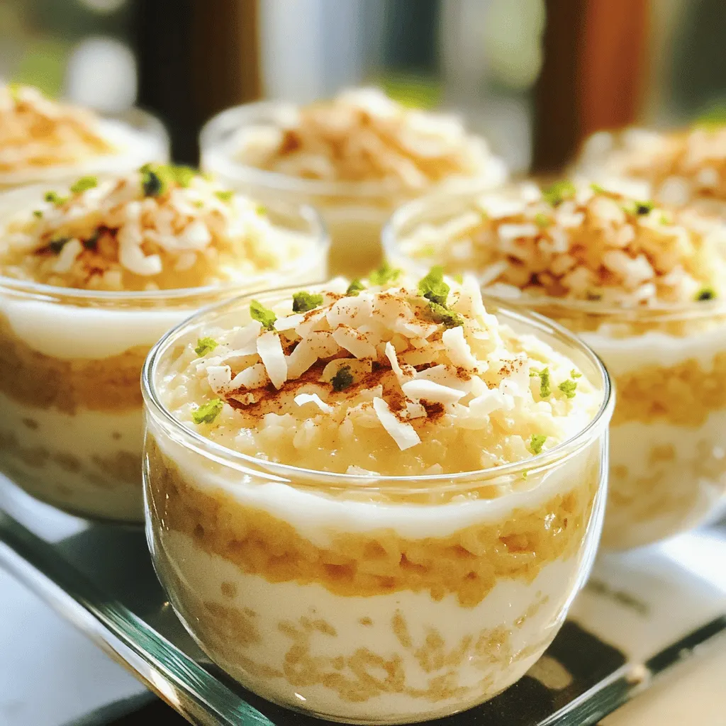 Für diesen leckeren Kokosnuss Tres Leches Reis Pudding brauchst du folgende Zutaten: - 1 Tasse Arborio-Reis (oder Rundkornreis) - 2 Tassen Kokosmilch - 1 Tasse Vollmilch - 1 Tasse gesüßte Kondensmilch - 1/2 Tasse Kristallzucker - 1 Teelöffel Vanilleextrakt - 1/4 Teelöffel Salz - 1/2 Teelöffel gemahlener Zimt - Abrieb von 1 Limette - Geröstete Kokosflocken zum Garnieren Diese Zutaten geben dem Pudding seinen tollen Geschmack und die cremige Textur. Der Arborio-Reis sorgt für die perfekte Konsistenz. Kokosmilch und Vollmilch machen ihn besonders reichhaltig. Achte darauf, hochwertigen Arborio-Reis zu wählen. Dieser Reis hat mehr Stärke und macht deinen Pudding cremiger. Kokosmilch ist wichtig für den tropischen Geschmack. Gesüßte Kondensmilch gibt dem Pudding die nötige Süße. Du kannst die Menge an Kristallzucker nach deinem Geschmack anpassen. Wenn du die Limettenschale hinzufügst, erhält der Pudding eine frische Note. Der gemahlene Zimt sorgt für Wärme und Tiefe im Geschmack. Falls du keinen Arborio-Reis hast, kannst du Rundkornreis verwenden. Dieser Reis hat ähnliche Eigenschaften. Du kannst auch die gesamte Milch durch Kokosmilch ersetzen, wenn du noch mehr Kokosgeschmack möchtest. Wenn du keine gesüßte Kondensmilch findest, kannst du auch normale Milch mit mehr Zucker verwenden. Achte darauf, dass du die Süße anpasst. Vegane Alternativen sind auch möglich. Nutze einfach pflanzliche Milch und süße nach Bedarf. Für die Garnitur kannst du auch frische Früchte statt Kokosflocken verwenden. Mango oder Ananas passen gut zu diesem Pudding. Für das vollständige Rezept, schau dir den Full Recipe an. Um den perfekten Kokosnuss Tres Leches Reis Pudding zuzubereiten, folge diesen Schritten: 1. Reis vorbereiten: Spüle 1 Tasse Arborio-Reis unter kaltem Wasser ab. Du willst, dass das Wasser klar ist. So entfernst du überschüssige Stärke. Lass den Reis gut abtropfen. 2. Mischung ansetzen: Nimm einen mittelgroßen Topf. Vermenge dort den Reis, 2 Tassen Kokosmilch, 1 Tasse Vollmilch und 1 Teelöffel Salz. 3. Köcheln lassen: Bringe die Mischung bei mittlerer Hitze langsam zum Köcheln. Rühre dabei gelegentlich um. 4. Hitze reduzieren: Wenn die Mischung köchelt, reduziere die Hitze auf niedrig. Decke den Topf ab und koche ihn 20-25 Minuten. Rühre ab und zu um, bis der Reis zart ist und die meisten Flüssigkeiten aufgesogen hat. 5. Zutaten hinzufügen: Füge nun 1 Tasse gesüßte Kondensmilch, 1/2 Tasse Kristallzucker, 1 Teelöffel Vanilleextrakt, 1/4 Teelöffel gemahlenen Zimt und den Abrieb von 1 Limette hinzu. Rühre gut um. 6. Eindicken lassen: Lass die Mischung weitere 5 Minuten bei niedriger Hitze kochen. So dickt der Pudding schön ein. 7. Abkühlen lassen: Nehme den Topf vom Herd. Lass den Pudding etwas abkühlen, bevor du ihn in Servierbecher oder eine große Schüssel umfüllst. 8. Kühlen: Stelle den Pudding für mindestens 2 Stunden in den Kühlschrank. Das hilft, die Aromen zu vermischen und ihn zu kühlen. 9. Servieren: Vor dem Servieren jede Portion mit gerösteten Kokosflocken bestreuen. Das gibt eine tolle Textur und zusätzlichen Geschmack. Die gesamte Zubereitungszeit beträgt etwa 2 Stunden und 35 Minuten. Hier ist ein einfacher Zeitplan: - Vorbereitung: 10 Minuten für das Abspülen und Messen der Zutaten. - Kochen: 25 Minuten für das Köcheln und Eindicken des Puddings. - Kühlen: Mindestens 2 Stunden im Kühlschrank. Achte darauf, den Reis nicht zu lange zu kochen. Er sollte zart, aber nicht matschig sein. Hier sind einige Tipps: - Rühren: Rühre den Reis regelmäßig um, damit er gleichmäßig gart. - Flüssigkeitsverhältnis: Halte dich an das Verhältnis von Reis zu Flüssigkeit. Zu viel Flüssigkeit kann den Pudding wässrig machen. - Deckel verwenden: Decke den Topf ab, um den Dampf zu halten. Das hilft dem Reis, gleichmäßig zu garen. Wenn du diese Schritte befolgst, wird dein Kokosnuss Tres Leches Reis Pudding sicher ein Hit! Du findest das vollständige Rezept hier: [Full Recipe]. Ein häufiger Fehler ist, den Reis nicht abzuspülen. Dies hinterlässt überschüssige Stärke. Spülen Sie den Arborio-Reis gründlich ab. So bleibt der Pudding schön cremig. Achten Sie darauf, die Hitze richtig zu regulieren. Wenn die Mischung zu stark köchelt, kann der Reis anbrennen. Kochen Sie bei mittlerer Hitze und decken Sie den Topf ab. So bleibt die Feuchtigkeit im Topf. Um die Textur zu verbessern, rühren Sie den Pudding regelmäßig um. Dies verhindert, dass der Reis am Boden kleben bleibt. Ein weiterer Tipp ist, die Mischung nach dem Kochen etwas ruhen zu lassen. Das macht den Pudding dicker und cremiger. Für einen besonders cremigen Pudding können Sie etwas mehr Kokosmilch hinzufügen. Dies verleiht mehr Geschmack und macht ihn noch reichhaltiger. Für den besten Geschmack empfehle ich, frische Limetten zu verwenden. Der Abrieb bringt frische Noten in den Pudding. Zimt ist ein weiteres wichtiges Gewürz. Er fügt Tiefe hinzu und harmoniert gut mit Kokos. Seien Sie großzügig mit den gerösteten Kokosflocken. Sie bringen einen tollen Crunch und zusätzlichen Kokosgeschmack. Diese Flocken machen den Pudding auch optisch ansprechender. Für das Rezept finden Sie die vollständige Anleitung im Full Recipe. {{image_4}} Eine tolle Idee ist, frische Früchte hinzuzufügen. Mangos oder Ananas passen gut. Schneiden Sie die Früchte klein und mischen Sie sie unter den Pudding. Dies gibt dem Gericht eine fruchtige Note. Sie können auch Beeren wie Himbeeren oder Erdbeeren verwenden. Diese haben einen süßen und leicht säuerlichen Geschmack. Sie bringen Farbe und Frische in den Pudding. So wird Ihr Kokosnuss Tres Leches Reis Pudding lebendiger und noch köstlicher. Wenn Sie eine vegane Option suchen, gibt es einfache Anpassungen. Verwenden Sie statt Vollmilch eine pflanzliche Milch wie Mandel- oder Hafermilch. Ersetzen Sie die gesüßte Kondensmilch durch eine vegane Version. Viele Marken bieten Alternativen an. Achten Sie darauf, dass sie die gleiche Süße haben. So bleibt der Pudding cremig und lecker. Diese Anpassungen sorgen dafür, dass jeder den Pudding genießen kann. Um den Geschmack des Puddings zu variieren, können Sie verschiedene Gewürze hinzufügen. Eine Prise Muskatnuss bringt Wärme und Tiefe. Ein wenig Ingwer kann eine spannende Schärfe geben. Auch ein Spritzer Rum oder Kokoslikör kann den Pudding aufpeppen. Experimentieren Sie mit Aromen, die Sie mögen. Ein Hauch von Zitrone oder Orange kann ebenfalls erfrischend wirken. Diese kleinen Änderungen machen den Pudding noch interessanter und einzigartig. Für das vollständige Rezept schauen Sie bitte auf die [Full Recipe]. Um den Kokosnuss Tres Leches Reis Pudding frisch zu halten, ist die richtige Lagerung wichtig. Verwenden Sie einen luftdichten Behälter. So bleibt der Pudding bis zu einer Woche frisch. Achten Sie darauf, den Pudding gut abkühlen zu lassen, bevor Sie ihn lagern. Dies verhindert Kondensation und eine matschige Textur. Im Kühlschrank hält der Pudding bis zu sieben Tage. Lagern Sie ihn immer abgedeckt. Wenn Sie ihn länger als sieben Tage aufbewahren möchten, sollten Sie ihn einfrieren. Achten Sie darauf, die Puddingportionen in kleinen Behältern zu lagern. So können Sie nur das auftauen, was Sie brauchen. Um den Pudding einzufrieren, teilen Sie ihn in Portionen auf. Verwenden Sie gefriergeeignete Behälter oder Beutel. Lassen Sie etwas Platz, da der Pudding beim Gefrieren ausdehnt. Zum Auftauen den Pudding über Nacht im Kühlschrank lassen. Rühren Sie ihn danach gut um, um die Konsistenz wiederherzustellen. So bleibt der Geschmack frisch und lecker. Tres Leches Reis Pudding hat seine Wurzeln in Lateinamerika. Der Name bedeutet „drei Milchsorten“. Diese Milchsorten sind normale Milch, Kondensmilch und Sahne. Der Pudding ist eine beliebte Süßspeise in vielen Ländern, wie Mexiko und Peru. Die Kombination von Milch und Reis macht ihn besonders cremig und lecker. Diese Tradition hat sich im Laufe der Jahre weiterentwickelt. Heute fügen viele Köche ihren eigenen Twist hinzu, wie Kokosmilch. Dies gibt dem Pudding einen tropischen Geschmack, den viele lieben. Ja, Sie können die Zuckermenge anpassen. Wenn Sie weniger Süße mögen, verwenden Sie einfach weniger Zucker. Beginnen Sie mit der Hälfte der Menge. Sie können auch Zuckeralternativen nutzen, wie Honig oder Agavendicksaft. Diese Optionen bieten auch einen anderen Geschmack. Denken Sie daran, dass die gesüßte Kondensmilch bereits süß ist. Das bedeutet, dass der Pudding auch ohne viel zusätzlichen Zucker gut schmeckt. So können Sie ihn nach Ihrem Geschmack anpassen. Um den Pudding ohne Milchprodukte zu machen, verwenden Sie pflanzliche Milch. Kokosmilch eignet sich am besten. Sie können auch Mandel- oder Hafermilch nehmen. Statt gesüßter Kondensmilch können Sie eine vegane Version verwenden. Es gibt viele Rezepte dafür online. Achten Sie darauf, dass alle Zutaten pflanzlich sind. So gelingt der Pudding gut und bleibt lecker. Damit können auch Menschen mit Laktoseintoleranz den Pudding genießen. Kokosnuss Tres Leches Reis Pudding ist vielseitig und lecker. Wir haben die besten Zutaten und Alternativen betrachtet. Die Schritt-für-Schritt-Anleitung hilft dir, den Pudding perfekt zuzubereiten. Tipps und Tricks zeigen dir, wie du häufige Fehler vermeidest. Du kannst das Rezept anpassen und variieren. Achte auf die Lagerung, damit der Pudding frisch bleibt. Jetzt bist du bereit, ein köstliches Dessert zu machen! Viel Freude beim Ausprobieren und Genießen!