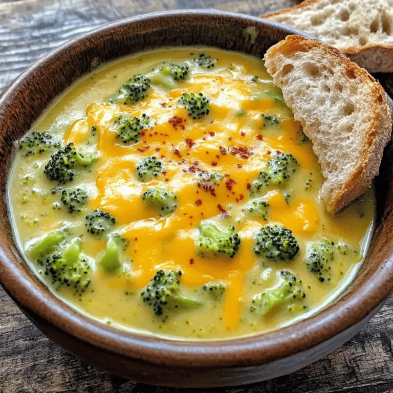 - 4 Tassen frische Brokkoliröschen - 1 mittlere Zwiebel, gehackt - 2 Knoblauchzehen, fein gehackt Die Hauptzutaten sind der Schlüssel zu jedem Rezept. Hier haben wir frischen Brokkoli, Zwiebeln und Knoblauch. Diese Zutaten geben der Suppe einen starken, leckeren Geschmack. Brokkoli ist gesund und voll von Nährstoffen. Zwiebeln und Knoblauch bringen eine tolle Tiefe in die Suppe. - 4 Tassen Gemüsebrühe - 1 Tasse Sahne - Salz, Pfeffer und getrockneter Thymian Für die Flüssigkeiten verwenden wir Gemüsebrühe und Sahne. Die Brühe gibt einen herzhaften Geschmack, während die Sahne die Suppe cremig macht. Salz und Pfeffer heben die Aromen hervor. Der Thymian fügt einen feinen, würzigen Hauch hinzu. Diese Kombination macht die Suppe besonders köstlich. - 2 mittlere Karotten, in Stücke geschnitten - 2 mittlere Kartoffeln, geschält und gewürfelt - Rote Pfefferflocken zur Garnierung Um die Suppe noch bunter und nahrhafter zu machen, können Karotten und Kartoffeln hinzugefügt werden. Diese Gemüsesorten bringen Süße und zusätzliche Textur. Rote Pfefferflocken sind toll für alle, die etwas Schärfe mögen. Sie machen die Suppe nicht nur schmackhafter, sondern auch optisch ansprechend. Für das vollständige Rezept schauen Sie sich das [Full Recipe] an. - Beginne mit dem Schneiden des Brokkolis in kleine Röschen. - Hacke die Zwiebel fein und schneide die Karotten in Stücke. - Schäle die Kartoffeln und würfle sie. - Lege alle geschnittenen Zutaten beiseite. - Gebe dann die Brokkoliröschen, Zwiebel, Knoblauch, Karotten und Kartoffeln in den Slow Cooker. - Gieße die Gemüsebrühe über die Zutaten. - Streue den getrockneten Thymian darüber. - Würze mit Salz und Pfeffer nach Geschmack. - Setze den Deckel auf den Slow Cooker. - Koche die Suppe bei niedriger Hitze 6-8 Stunden oder bei hoher Hitze 3-4 Stunden. Das Gemüse sollte weich sein. - Nach dem Kochen püriere die Suppe mit einem Stabmixer. - Püriere sie bis sie glatt ist, oder püriere nur die Hälfte für eine stückige Konsistenz. - Rühre die Sahne und den geriebenen Cheddar-Käse unter die pürierte Suppe. - Erhitze die Suppe für weitere 20 Minuten auf niedriger Stufe, bis der Käse schmilzt. - Probiere die Suppe und passe die Gewürze nach Bedarf an. - Serviere die Suppe heiß und genieße sie! Für das vollständige Rezept schau dir die Käse-Brokkoli-Glücks-Suppe an. Um die perfekte Konsistenz deiner Brokkoli Cheese Soup zu erreichen, hast du zwei Optionen. Du kannst die Suppe komplett pürieren. So wird sie schön glatt. Oder du kannst die Hälfte pürieren und die andere Hälfte stückig lassen. Das gibt der Suppe Textur und mehr Biss. Wenn du eine stückige Variante magst, püriere nur die Kartoffeln und Karotten. So bleibt der Brokkoli schön erhalten. Die Aromen deiner Suppe sind wichtig. Du kannst mit Gewürzen spielen, um den Geschmack zu ändern. Für mehr Schärfe füge etwas Cayennepfeffer hinzu. Magst du es eher herzhaft? Dann probiere geräucherte Paprika. Ein Spritzer Zitronensaft bringt Frische in die Suppe. Wenn du frische Kräuter magst, verwende Basilikum oder Petersilie. Diese Kräuter geben der Suppe ein neues Leben. Für das perfekte Serviererlebnis empfehle ich, die Suppe mit frischem Brot zu genießen. Knuspriges Brot oder Croûtons passen gut dazu. Diese Beilagen geben dem Gericht einen tollen Crunch. Du kannst auch extra Käse darüber streuen. Das sieht nicht nur schön aus, sondern schmeckt auch fantastisch. Ein Hauch von roter Pfefferflocken kann der Suppe einen tollen Farbtupfer verleihen. {{image_4}} Für eine vegetarische oder vegane Suppe können Sie die Sahne ersetzen. Verwenden Sie anstelle von Sahne Kokosmilch oder Cashewcreme. Diese geben der Suppe eine schöne Textur. Für den Käse nehmen Sie vegane Käsealternativen. Diese schmelzen gut und bieten einen ähnlichen Geschmack. Möchten Sie mehr Geschmack und Nährstoffe? Fügen Sie Blumenkohl oder Spinat hinzu. Blumenkohl bringt eine cremige Konsistenz. Spinat gibt einen frischen Geschmack. Schneiden Sie das Gemüse klein, damit es gut kocht. Diese Optionen machen die Suppe noch bunter und gesünder. Für mehr Protein können Sie Schinken oder Hühnerfleisch hinzufügen. Kochen Sie den Schinken leicht vor, bevor Sie ihn in die Suppe geben. Wenn Sie Hühnerfleisch verwenden, kochen Sie es zuerst und schneiden es in kleine Stücke. Beide Varianten geben der Suppe mehr Fülle und einen herzhaften Geschmack. Für das vollständige Rezept schauen Sie bitte in den [Full Recipe]. Bewahren Sie die Suppe in einem luftdichten Behälter auf. So bleibt sie frisch. Sie können die Suppe bis zu fünf Tage im Kühlschrank lagern. Warten Sie, bis die Suppe abgekühlt ist, bevor Sie sie in den Kühlschrank stellen. Das hilft, die Qualität zu erhalten. Um die Suppe einzufrieren, verwenden Sie einen gefrierfesten Behälter. Lassen Sie etwas Platz oben, damit die Suppe sich ausdehnen kann. Sie können die Suppe bis zu drei Monate einfrieren. Zum Auftauen stellen Sie die Suppe über Nacht in den Kühlschrank. Erwärmen Sie sie dann auf dem Herd oder in der Mikrowelle. Um die beste Qualität zu erreichen, erwärmen Sie die Suppe langsam. Gießen Sie sie in einen Topf und erhitzen Sie sie bei mittlerer Hitze. Rühren Sie gelegentlich um, damit sie gleichmäßig warm wird. Fügen Sie etwas Wasser oder Brühe hinzu, wenn die Suppe zu dick ist. Achten Sie darauf, die Suppe nicht zu überhitzen, um den Geschmack zu bewahren. Für das komplette Rezept schauen Sie sich die Full Recipe an. Sie können die Suppe bis zu fünf Tage im Kühlschrank aufbewahren. Achten Sie darauf, die Suppe in einem luftdichten Behälter zu lagern. Vor dem Servieren einfach gut umrühren und aufwärmen. Wenn Sie die Suppe länger aufbewahren möchten, können Sie sie einfrieren. So bleibt sie bis zu drei Monate frisch. Lassen Sie die Suppe vor dem Einfrieren vollständig abkühlen, um die beste Qualität zu gewährleisten. Ja, das Rezept ist sehr anpassbar. Verschiedene Slow Cooker haben unterschiedliche Heizstufen. Die Kochzeit kann je nach Modell variieren. Wenn Ihr Slow Cooker sehr heiß kocht, können Sie die Kochzeit verkürzen. Bei einem langsameren Modell sollten Sie eventuell die Zeit verlängern. Fühlen Sie sich frei, die Gemüsemengen zu ändern oder sogar zusätzliches Gemüse hinzuzufügen. Dies kann die Suppe noch schmackhafter machen. Auf jeden Fall! Wenn Sie Käseliebhaber sind, fügen Sie mehr geriebenen Käse hinzu. Scharfer Cheddar ist eine gute Wahl, aber auch Gouda oder Gruyère sind lecker. Experimentieren Sie mit verschiedenen Käsesorten, um neue Geschmäcker zu entdecken. Denken Sie daran, dass mehr Käse die Suppe cremiger macht. Achten Sie darauf, die Suppe gut zu rühren, damit sich der Käse gleichmäßig verteilt. Für das vollständige Rezept schauen Sie sich die Käse-Brokkoli-Glücks-Suppe an. Diese Brokkolisuppe ist einfach und lecker. Du hast frisches Gemüse, Brühe und Gewürze genutzt. Die Anleitung macht das Kochen leicht. Du kannst die Suppe nach deinem Geschmack anpassen und variieren. Achte darauf, sie richtig zu lagern und aufzubewahren. Ob für eine Mahlzeit oder Reste, diese Suppe bietet viele Optionen. Probiere verschiedene Gemüsesorten und Variationen aus. So bleibt das Rezept spannend und lecker. Viel Spaß beim Kochen und genießen!