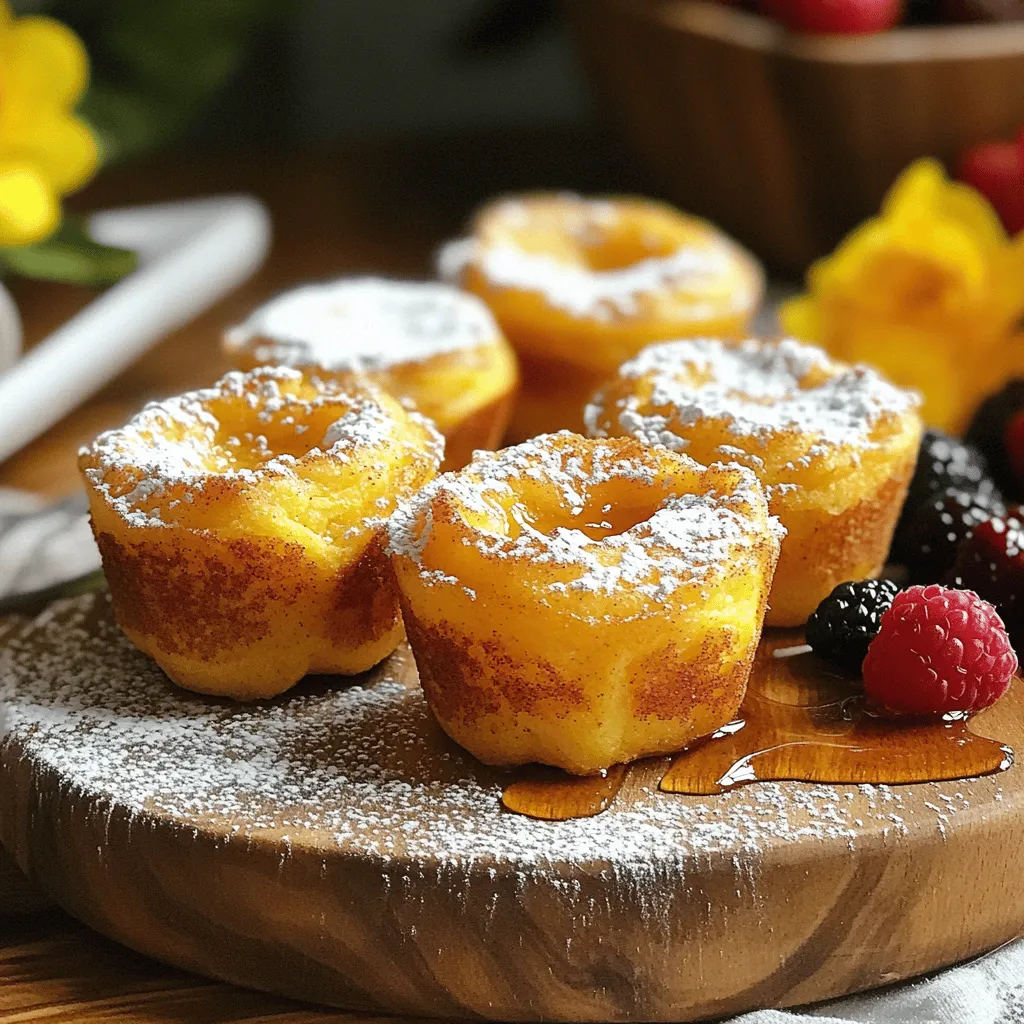 - 6 Scheiben Brot (vorzugsweise Challah oder Brioche) - 3 große Eier - 1 Tasse Milch - 1/4 Tasse Kristallzucker - 1 Teelöffel Vanilleextrakt - 1 Teelöffel gemahlener Zimt - 1/4 Teelöffel Muskatnuss - 1/4 Tasse geschmolzene Butter Für die Muffins wähle ich oft Challah oder Brioche. Diese Brote sind weich und süß. Sie nehmen die Eier-Milch-Mischung gut auf. Ich benutze drei Eier und eine Tasse Milch. Diese geben den Muffins eine tolle Textur. Kristallzucker und Vanilleextrakt sorgen für einen süßen Geschmack. Zimt und Muskatnuss geben den Muffins eine warme, würzige Note. - 1/2 Tasse Brauner Zucker (für die Toppings) - 1 Esslöffel gemahlener Zimt (für die Toppings) Das Topping macht die Muffins besonders lecker. Ich mische braunen Zucker und Zimt. Diese Mischung ergibt eine süße, knusprige Kruste. Das macht den ersten Biss noch besser! Wenn du die Muffins backst, wird der Zucker karamellisieren. Das sorgt für ein tolles Aroma. Wenn du mehr über die Zubereitung erfahren möchtest, schau dir das vollständige Rezept an. Heize deinen Ofen auf 180°C vor. Fette eine Muffinform gut ein. Du kannst dafür Kochspray oder Butter nutzen. Das hilft, die Muffins später leicht herauszunehmen. Nimm nun 6 Scheiben Brot, am besten Challah oder Brioche. Schneide das Brot in kleine Würfel. Achte darauf, dass die Würfel nicht zu groß sind. Sie sollten etwa 2 cm groß sein. Das sorgt dafür, dass sie gleichmäßig durchtränkt werden. In einer separaten Schüssel verquirle 3 große Eier mit 1 Tasse Milch. Füge 1/4 Tasse Kristallzucker, 1 Teelöffel Vanilleextrakt, 1 Teelöffel gemahlenen Zimt und 1/4 Teelöffel Muskatnuss hinzu. Mische alles gut, bis es gleichmäßig aussieht. Gieße die Eier-Milch-Mischung über die Brotwürfel. Falte die Mischung vorsichtig, so dass jedes Stück Brot gut durchtränkt wird. Lass die Mischung für etwa 10 Minuten stehen. So kann das Brot die Flüssigkeit aufnehmen. Jetzt ist es Zeit, die Muffins zu füllen. Nimm die eingeweichte Brotmischung und fülle sie in die vorbereiteten Muffinförmchen. Lasse dabei etwa 3/4 Platz, damit die Muffins aufgehen können. In einer kleinen Schüssel vermenge 1/4 Tasse geschmolzene Butter, 1/2 Tasse braunen Zucker und 1 Esslöffel gemahlenen Zimt. Streue diese Mischung über jeden Muffin. Backe die Muffins im vorgeheizten Ofen für 20-25 Minuten. Sie sind fertig, wenn sie goldgelb und aufgegangen sind. Lass die Muffins für etwa 5 Minuten in der Form abkühlen. Danach kannst du sie auf ein Kuchengitter setzen, um sie vollständig abkühlen zu lassen. - Die perfekte Backzeit herausfinden: Backe die Muffins bei 180°C für 20-25 Minuten. Achte darauf, dass sie goldbraun sind. Ein Zahnstocher sollte sauber herauskommen, wenn du ihn in die Mitte steckst. - Abkühlen lassen: Lass die Muffins nach dem Backen etwa 5 Minuten in der Form abkühlen. Danach übertrage sie auf ein Kuchengitter. Das sorgt dafür, dass sie nicht matschig werden. - Servierideen: Serviere die Muffins warm. Ein Hauch Puderzucker obendrauf macht sie besonders. Ein Schuss Ahornsirup passt hervorragend dazu. - Mit Toppings variieren: Du kannst die Muffins mit frischen Früchten, wie Beeren oder Bananen, garnieren. Das gibt einen frischen Kick und sieht toll aus. Für das vollständige Rezept, schau dir das "Einfache Zimt-Zucker Französische Toast Muffins" Rezept an. {{image_4}} Du kannst für diese Muffins verschiedene Brotsorten verwenden. - Verwendung von Vollkornbrot: Vollkornbrot bringt einen tollen, nussigen Geschmack. Es macht die Muffins auch etwas gesünder. Achte darauf, das Brot in kleine Würfel zu schneiden, damit es gut durchtränkt wird. - Glutenfreie Alternativen: Wenn du glutenfrei leben musst, wähle glutenfreies Brot. Es gibt viele gute Marken, die dir helfen können, köstliche Muffins zu backen. Stelle sicher, dass das Brot frisch ist, damit die Muffins schön fluffig werden. Du kannst die Muffins ganz nach deinem Geschmack anpassen. - Hinzufügen von Schokoladenstückchen: Schokoladenstückchen machen alles besser! Füge sie einfach zur Brotmischung hinzu. Sie schmelzen beim Backen und verleihen einen süßen, schokoladigen Geschmack. - Fruchtige Varianten (z.B. Äpfel oder Beeren): Frische Früchte sind eine großartige Ergänzung. Du kannst Äpfel, Beeren oder sogar Bananen verwenden. Schneide die Früchte klein und mische sie unter die Brotmischung. Sie bringen Frische und eine natürliche Süße in die Muffins. Die Möglichkeiten sind endlos! Du kannst mit verschiedenen Brotsorten und Geschmäckern spielen. Das macht das Rezept für einfache Zimt-Zucker Französische Toast Muffins so vielseitig und spannend. Diese Muffins sind einfach zu lagern. Du kannst sie im Kühlschrank oder im Gefrierfach aufbewahren. Wenn du sie im Kühlschrank lagerst, lege sie in einen luftdichten Behälter. So bleiben sie frisch. Im Kühlschrank halten sie bis zu fünf Tage. Wenn du die Muffins länger aufbewahren möchtest, friere sie ein. Wickel jeden Muffin in Frischhaltefolie ein und lege sie in einen Gefrierbeutel. So bleiben sie bis zu drei Monate haltbar. Die Haltbarkeit der Muffins hängt von der Lagerung ab. Im Kühlschrank bleiben die Muffins etwa fünf Tage frisch. Wenn du sie einfrierst, kannst du sie bis zu drei Monate genießen. Achte darauf, sie gut einzuwickeln, um Gefrierbrand zu vermeiden. Wenn die Muffins anfangen, trocken zu werden oder schlecht riechen, solltest du sie nicht mehr essen. Es ist besser, frische Muffins zu machen, wenn du dir nicht sicher bist. Ein Hinweis: Muffins schmecken am besten frisch gebacken! Für das vollständige Rezept, schau dir die Anleitung zu den einfachen Zimt-Zucker Französischen Toast Muffins an. Um die Muffins frisch zu halten, lege sie in einen luftdichten Behälter. Du kannst sie auch in Frischhaltefolie wickeln. So bleiben sie weich und lecker. Lagere sie im Kühlschrank, wenn du sie länger aufbewahren willst. Sie halten dort bis zu fünf Tage. Ja, du kannst die Muffins im Voraus zubereiten. Bereite die Mischung am Abend zuvor vor. Lass sie über Nacht im Kühlschrank stehen. Am Morgen backe die Muffins einfach frisch. Das spart Zeit und macht das Frühstück einfach. Die Muffins schmecken großartig mit verschiedenen Dips. Ahornsirup ist ein Klassiker und passt super. Du kannst auch Honig oder Marmelade dazu servieren. Eine einfache Vanillesauce macht sie noch besser. Probiere auch frische Früchte als Topping. Du kannst das vollständige Rezept für die einfachen Zimt-Zucker Französischen Toast Muffins in der Rezeptdatenbank finden. Diese Muffins sind eine köstliche Kombination aus Brot, Eiern und Milch. Du hast gelernt, wie man sie step-by-step zubereitet und verfeinert. Vergiss nicht, mit verschiedenen Brotsorten und Toppings zu experimentieren. Achte auf die besten Lagerbedingungen, damit sie frisch bleiben. Probiere die Tipps, um deine Muffins perfekt zu machen. Egal, ob du sie für Gäste oder für dich selbst machst, sie werden ein Hit. Viel Spaß beim Backen und Genießen!