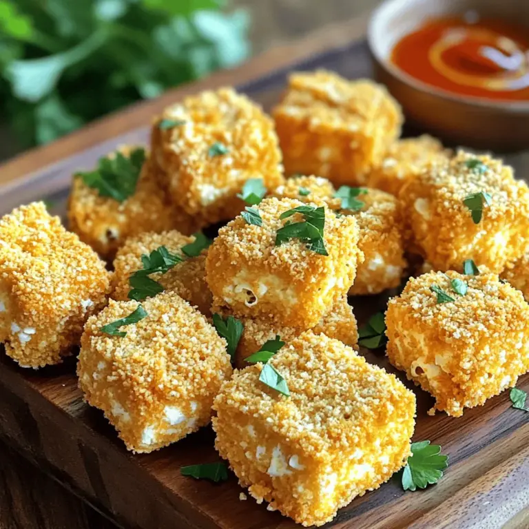 Um die Spicy Popcorn Tofu Nuggets zuzubereiten, brauchst du einige Hauptzutaten. Hier ist eine Liste: - 1 Block (400 g) fester Tofu, gepresst und gewürfelt - 1 Tasse Popcornkerne - 1 Esslöffel Maisstärke - 1 Teelöffel Paprika - 1 Teelöffel Knoblauchpulver - 1 Teelöffel Zwiebelpulver - 1 Teelöffel Cayennepfeffer (nach Schärfevorliebe anpassen) - 1 Teelöffel Salz - 1 Esslöffel Sojasauce - 1 Teelöffel Sesamöl - 1 Tasse Semmelbrösel (Panko für extra Knusprigkeit) - Öl zum Frittieren Diese Zutaten sind wichtig, um den perfekten Geschmack und die Textur zu erzielen. Die Gewürze sind der Schlüssel zu diesem Rezept. Sie geben den Nuggets den nötigen Kick. Die Kombination aus Paprika, Knoblauchpulver und Cayennepfeffer sorgt für eine aufregende Schärfe. Wenn du die Sojasauce und das Sesamöl hinzufügst, marinierst du den Tofu optimal. Lass ihn mindestens 15 Minuten ruhen. So saugt er die Aromen auf. Du kannst die Gewürze auch anpassen. Mische mehr Cayennepfeffer für extra Schärfe oder weniger für eine mildere Variante. Für die Frittierung brauchst du ein gutes Öl. Ich empfehle Erdnussöl oder Sonnenblumenöl. Diese Öle haben einen hohen Rauchpunkt und eignen sich gut für das Frittieren. Das Paniermehl ist entscheidend für die Knusprigkeit. Panko sorgt für eine luftige, knusprige Schicht. Wälze die marinierten Tofuwürfel gut in den Semmelbröseln. So werden sie schön knusprig beim Frittieren. Mit diesen Zutaten bist du bereit, die Spicy Popcorn Tofu Nuggets zuzubereiten. Für das vollständige Rezept kannst du die [Full Recipe] ansehen. Zuerst drücke den Tofu. Wickel ihn in ein sauberes Geschirrtuch. Lege ein schweres Objekt darauf. Lass das so für 30 Minuten. So verlierst du überschüssige Feuchtigkeit. Danach schneide den Tofu in mundgerechte Würfel. Diese Größe sorgt für das beste Ergebnis. Nimm eine große Schüssel. Mische die Maisstärke, Paprika, Knoblauchpulver, Zwiebelpulver, Cayennepfeffer und Salz. Rühre alles gut um. Diese Gewürzmischung gibt den Nuggets viel Geschmack. Du kannst die Schärfe mit dem Cayennepfeffer anpassen. Mehr macht es schärfer, weniger milder. Träufle die Sojasauce und das Sesamöl über die Tofuwürfel. Wende sie, bis sie gleichmäßig bedeckt sind. Füge dann die Gewürzmischung hinzu. Lass alles 15 Minuten marinieren. Während der Tofu mariniert, koche die Popcornkerne. Lasse sie abkühlen und lege sie in eine große Schüssel. Erhitze das Öl in einer tiefen Pfanne. Du brauchst etwa einen Zentimeter Öl. Wälze jede Marinade-Tofuwürfel in Semmelbröseln. Leg die panierten Würfel vorsichtig ins heiße Öl. Frittiere sie 4-5 Minuten lang, bis sie goldbraun sind. Benutze einen Schaumlöffel, um sie herauszunehmen. Lass sie auf Küchenpapier abtropfen. Mische das leicht zerdrückte Popcorn mit den frittierten Nuggets. Das gibt extra Textur und Geschmack. Für das vollständige Rezept sieh dir den [Full Recipe] Link an. Um den besten Tofu zu bekommen, ist das Pressen wichtig. Es entfernt Wasser und macht den Tofu fester. Wickeln Sie den Tofu in ein Geschirrtuch. Legen Sie ein schweres Objekt darauf. Lassen Sie es 30 Minuten so stehen. Dies hilft, die Textur zu verbessern. Schneiden Sie den Tofu nach dem Pressen in gleichmäßige Würfel. Das sorgt dafür, dass alle Stücke gleichmäßig garen und knusprig werden. Frittieren Sie die Nuggets in heißem Öl. Stellen Sie sicher, dass das Öl heiß genug ist. Ein Temperaturmesser hilft, die richtige Hitze zu erreichen. Frittieren Sie die Nuggets in kleinen Chargen. So vermeiden Sie, dass die Temperatur sinkt. Dies macht die Nuggets schön knusprig. Wenn Sie kein Öl verwenden möchten, können Sie die Nuggets auch im Ofen backen, aber sie werden weniger knusprig. Servieren Sie die Spicy Popcorn Tofu Nuggets mit verschiedenen Dips. Sriracha oder süße Chili-Sauce passen perfekt. Sie können auch einen frischen Salat dazu reichen. Das bringt Farbe und Frische auf den Teller. Ein bisschen Limettensaft darüber macht alles noch besser. Für einen kreativen Twist können Sie die Nuggets mit etwas zerdrücktem Popcorn mischen, um extra Crunch zu bekommen. Für mehr Details und die vollständige Zubereitung schauen Sie sich das Full Recipe an. {{image_4}} Wenn du kein Tofu magst, gibt es viele Alternativen. Du kannst Tempeh oder Seitan verwenden. Tempeh hat einen nussigen Geschmack. Seitan ist sehr fleischig in der Textur. Beide sind proteinreich und passen gut zu den Gewürzen. Wenn du eine glutenfreie Option suchst, wähle Jackfruit. Es hat eine faserige Struktur und nimmt die Aromen gut auf. Die Rezeptur ist bereits vegan. Um sie glutenfrei zu machen, ersetze die Sojasauce durch tamari. Achte darauf, dass das Paniermehl glutenfrei ist. Du kannst auch Kichererbsenmehl verwenden, um die Nuggets zu panieren. Das gibt eine schöne Kruste und ist ebenfalls glutenfrei. Diese Anpassungen machen das Gericht für alle geeignet. Die Gewürze sind der Schlüssel zu diesem Rezept. Probiere verschiedene Kombinationen aus. Füge zum Beispiel Kreuzkümmel oder italienische Kräuter hinzu. Diese geben den Nuggets einen neuen Geschmack. Wenn du es schärfer magst, verwende mehr Cayennepfeffer oder füge Chili-Flocken hinzu. Sei kreativ und finde deine perfekte Mischung! Wenn Sie nach dem Essen Reste haben, bewahren Sie die Nuggets in einem luftdichten Behälter auf. Legen Sie ein Blatt Küchenpapier hinein, um die Feuchtigkeit zu absorbieren. So bleibt der Tofu knusprig. Lagern Sie die Nuggets im Kühlschrank. Sie sind bis zu drei Tage haltbar. Wenn Sie die Nuggets länger aufbewahren möchten, können Sie sie einfrieren. Lassen Sie die frittierten Nuggets zuerst abkühlen. Legen Sie sie dann auf ein Backblech, ohne dass sie sich berühren. Frieren Sie sie für etwa eine Stunde ein, bis sie fest sind. Danach können Sie die Nuggets in einen gefrierfesten Beutel umfüllen. So vermeiden Sie, dass sie zusammenkleben. Sie können die Nuggets bis zu drei Monate im Gefrierfach aufbewahren. Um die Nuggets wieder warm zu machen, verwenden Sie einen Ofen oder eine Fritteuse. Für den Ofen: Heizen Sie ihn auf 180 °C vor. Legen Sie die Nuggets auf ein Backblech und backen Sie sie für 10-15 Minuten. So werden sie wieder schön knusprig. In der Fritteuse können Sie die Nuggets für 2-3 Minuten bei mittlerer Hitze frittieren. So bleiben sie frisch und lecker! Die Schärfe der Spicy Popcorn Tofu Nuggets hängt vom Cayennepfeffer ab. Ich empfehle, mit einem Teelöffel zu starten. Wenn du es schärfer magst, kannst du mehr hinzufügen. Die Gewürzmischung ist flexibel. Du kannst auch andere scharfe Gewürze verwenden. Probiere zum Beispiel Chilipulver oder sogar frische Jalapeños. So kannst du die Schärfe ganz nach deinem Geschmack anpassen. Ja, du kannst die Nuggets im Ofen backen. Heize den Ofen auf 200 Grad Celsius vor. Lege die panierten Tofuwürfel auf ein mit Backpapier belegtes Blech. Sprühe etwas Öl darüber, um sie knusprig zu machen. Backe die Nuggets etwa 20 bis 25 Minuten lang. Wende sie nach der Hälfte der Zeit, damit sie gleichmäßig garen. Sie werden lecker, aber etwas weniger fettig. Zu diesen Nuggets passen viele Dips. Ein klassischer Dip ist Sriracha oder süße Chili-Sauce. Auch eine Erdnusssoße ist lecker. Du kannst auch einen Joghurt-Dip machen. Mische einfach Joghurt mit etwas Knoblauch und Zitronensaft. Experimentiere mit verschiedenen Dips, um deinen Favoriten zu finden. Ich finde, die Auswahl macht das Essen noch spannender! Spicy Popcorn Tofu Nuggets sind ein leckeres und einfaches Gericht. Wir haben die wichtigsten Zutaten wie Tofu, Gewürze und Paniermehl besprochen. Eine Schritt-für-Schritt-Anleitung macht die Zubereitung leicht. Tipps helfen dir, den besten Tofu zu bekommen und die perfekte Frittiermethode zu wählen. Variationen bieten dir neue Geschmackserlebnisse, während Lagerinformationen dafür sorgen, dass du sie länger genießen kannst. Diese Nuggets sind nicht nur scharf, sondern auch vielseitig. Probiere sie aus und finde deinen persönlichen Favoriten!