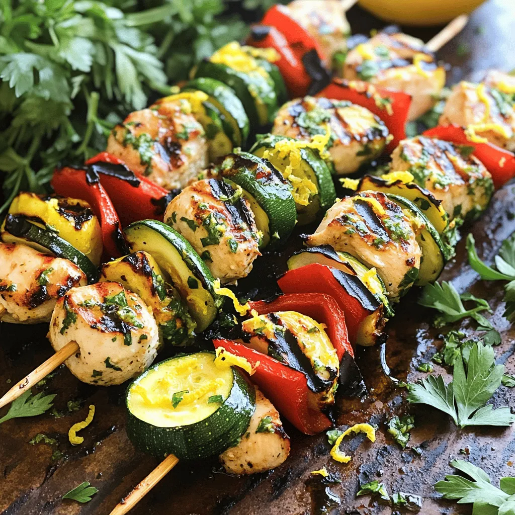 Für die perfekten Spieße brauchst du frische, einfache Zutaten. Hier sind die Hauptzutaten: - 450 g Hähnchenbrustfilets, in 2,5 cm große Würfel geschnitten - 2 Esslöffel Olivenöl - Saft und Abrieb von 1 großer Zitrone - 3 Knoblauchzehen, fein gehackt - 1 rote Paprika, in Stücke geschnitten - 1 Zucchini, in dicke Scheiben geschnitten - Holz- oder Metallspieße Diese Zutaten geben deinem Gericht Geschmack und Frische. Achte darauf, dass das Hähnchen frisch ist. Das macht einen großen Unterschied. Die Marinade ist der Schlüssel zu saftigem Hähnchen. Hier sind die Gewürze: - 2 Teelöffel getrockneter Oregano - 2 Teelöffel getrockneter Thymian - 1 Teelöffel geräuchertes Paprikapulver - Salz und Pfeffer nach Geschmack Mische Olivenöl, Zitronensaft, Zitronenabrieb, gehackten Knoblauch, Oregano, Thymian und Paprikapulver gut. Diese Mischung sorgt für ein tolles Aroma. Lass die Hähnchenwürfel darin mindestens 30 Minuten marinieren. So ziehen die Aromen ein. Die richtigen Beilagen machen das Essen komplett. Hier sind einige Ideen: - Frischer Salat - Gedämpftes Gemüse - Reis - Fladenbrot Ein frischer Salat passt perfekt zu den Spießen. Die Kombination aus Hähnchen und Gemüse ist leicht und gesund. Du kannst auch Fladenbrot dazu reichen. Das macht das Essen noch besser. Du findest das vollständige Rezept unter [Full Recipe]. Um die Marinade zu machen, nimm eine große Schüssel. Gib Olivenöl, Zitronensaft und Zitronenabrieb hinein. Füge dann den fein gehackten Knoblauch, den Oregano, den Thymian und das geräucherte Paprikapulver hinzu. Rühre alles gut um. Diese Mischung gibt dem Hähnchen viel Geschmack. Vergiss nicht, Salz und Pfeffer nach deinem Geschmack hinzuzufügen. Die Marinade ist jetzt bereit, das Hähnchen zu umhüllen. Jetzt ist es Zeit, das Hähnchen vorzubereiten. Schneide die Hähnchenbrustfilets in 2,5 cm große Würfel. Diese Größe sorgt dafür, dass das Hähnchen gleichmäßig gart. Füge die Hähnchenstücke zur Marinade hinzu. Stelle sicher, dass jedes Stück gut bedeckt ist. Decke die Schüssel mit Frischhaltefolie ab und stelle sie für mindestens 30 Minuten in den Kühlschrank. In der Zwischenzeit kannst du die rote Paprika und die Zucchini schneiden. Schneide die Paprika in Stücke und die Zucchini in dicke Scheiben. Wenn die Marinierzeit vorbei ist, bereite deinen Grill vor. Heize ihn auf mittelhohe Hitze vor. Wenn du Holzspieße verwendest, weiche sie vorher für 30 Minuten in Wasser ein. So brennen sie nicht an. Jetzt steck die marinierten Hähnchenwürfel und das Gemüse abwechselnd auf die Spieße. Das sieht nicht nur gut aus, sondern schmeckt auch besser. Lege die Spieße auf den Grill und grille sie für etwa 12-15 Minuten. Wende sie gelegentlich, damit sie gleichmäßig garen. Das Hähnchen sollte eine Innentemperatur von 74 °C erreichen. Nach dem Grillen lasse die Spieße einige Minuten ruhen. Serviere sie heiß und garniere sie nach Belieben mit frischen Kräutern. Für das vollständige Rezept kannst du [Full Recipe] anschauen. Die Marinierzeit ist wichtig für den Geschmack. Ich empfehle, das Hähnchen mindestens 30 Minuten zu marinieren. Wenn du mehr Zeit hast, lasse es bis zu 2 Stunden im Kühlschrank. Je länger du wartest, desto mehr Geschmack bekommt das Hähnchen. Die richtige Grilltemperatur macht einen großen Unterschied. Heize deinen Grill auf mittelhohe Hitze vor. So wird das Hähnchen gleichmäßig gar und bekommt schöne Grillmarkierungen. Wenn du das Hähnchen zu schnell grillst, kann es trocken werden. Achte darauf, die Innentemperatur bei 74 °C zu erreichen. Wenn du keine Holzspieße hast, nutze Metallspieße. Diese sind wiederverwendbar und verhindern ein Anbrennen. Wenn du Holzspieße verwendest, weiche sie 30 Minuten in Wasser ein. So bleiben sie beim Grillen intakt. Metallspieße sind stabil und halten die Spieße gut zusammen. Für das gesamte Rezept kannst du die [Full Recipe] ansehen. {{image_4}} Wenn du kein Hähnchen essen möchtest, probiere Tofu oder Seitan. Diese Optionen nehmen den Geschmack der Marinade gut auf. Schneide sie in gleich große Stücke wie das Hähnchen. Du kannst auch feste Gemüsesorten verwenden, wie Auberginen oder Champignons. Diese Alternativen sind lecker und gesund. Marinaden bieten viele Möglichkeiten. Du kannst die Zitrone mit Limette ersetzen. Füge frische Kräuter wie Basilikum oder Petersilie hinzu. Für einen asiatischen Twist verwende Sojasauce, Ingwer und Sesamöl. Diese Variationen bringen neue Geschmäcker in dein Gericht und machen es spannender. Das Gemüse kann die Spieße aufpeppen. Versuche Zucchini, Paprika oder rote Zwiebeln. Diese sorgen für Farbe und Crunch. Brokkoli oder Karotten bieten ebenfalls eine gute Textur. Mische die Gemüsesorten nach deinem Geschmack. So wird jede Grillrunde zu einem neuen Erlebnis. Wenn du nach dem Grillen Reste hast, bewahre sie in einem luftdichten Behälter auf. Du kannst die Hähnchenspieße bis zu drei Tage im Kühlschrank lagern. Stelle sicher, dass sie gut abgekühlt sind, bevor du sie in den Kühlschrank stellst. So bleiben sie frisch und lecker. Möchtest du die Spieße für später aufbewahren? Dann friere sie ein! Lege die abgekühlten Spieße in einen Gefrierbeutel. Drücke die Luft heraus und verschließe den Beutel gut. So bleiben die Spieße bis zu zwei Monate genießbar. Um sie wieder aufzutauen, lege sie über Nacht in den Kühlschrank. Die Marinade kann auch nach dem Grillen nützlich sein. Du kannst sie in einer kleinen Pfanne aufkochen, um sie zu pasteurisieren. So kannst du sie als Sauce für die Spieße verwenden. Achte darauf, dass die Marinade gut erhitzt wird, um sicher zu sein, dass sie sicher ist. Das gibt den Spießen einen zusätzlichen Geschmackskick! Die Hähnchenspieße sollten etwa 12 bis 15 Minuten auf dem Grill garen. Es ist wichtig, sie regelmäßig zu wenden. So bekommen sie gleichmäßige Grillmarkierungen. Das Hähnchen sollte eine Innentemperatur von 74 °C erreichen, um sicher zu sein. Verwende ein Fleischthermometer, um dies zu prüfen. Ja, du kannst die Spieße auch im Ofen zubereiten. Heize den Ofen auf 200 °C vor. Lege die Spieße auf ein Backblech mit Backpapier. Backe sie für etwa 15 bis 20 Minuten. Wende die Spieße einmal während des Garens. So erhältst du ein ähnliches Ergebnis wie vom Grill. Zu den Spießen passen frische Salate sehr gut. Ein einfacher grüner Salat bringt Farbe auf den Tisch. Auch Reis oder Fladenbrot sind tolle Beilagen. Du kannst auch gegrilltes Gemüse servieren. Das ergänzt den Geschmack der Hähnchenspieße perfekt. Für mehr Ideen schau dir das [Full Recipe] an. Zusammenfassend bietet dieser Beitrag eine einfache Anleitung für Zitronen-Kräuter Gegrillte Hähnchenspieße. Sie haben die Hauptzutaten und die besten Beilagen gelernt. Die Schritt-für-Schritt-Anleitung macht das Kochen leicht. Denken Sie daran, Marinade richtig zuzubereiten und die Grilltemperatur zu kontrollieren. Variationen wie vegane Alternativen bieten Vielfalt. Bewahren Sie Reste gut auf oder frieren Sie sie ein. Nutzen Sie die FAQs für weitere Hilfe. Bereiten Sie großartige Spieße zu und genießen Sie Ihre Zeit am Grill!