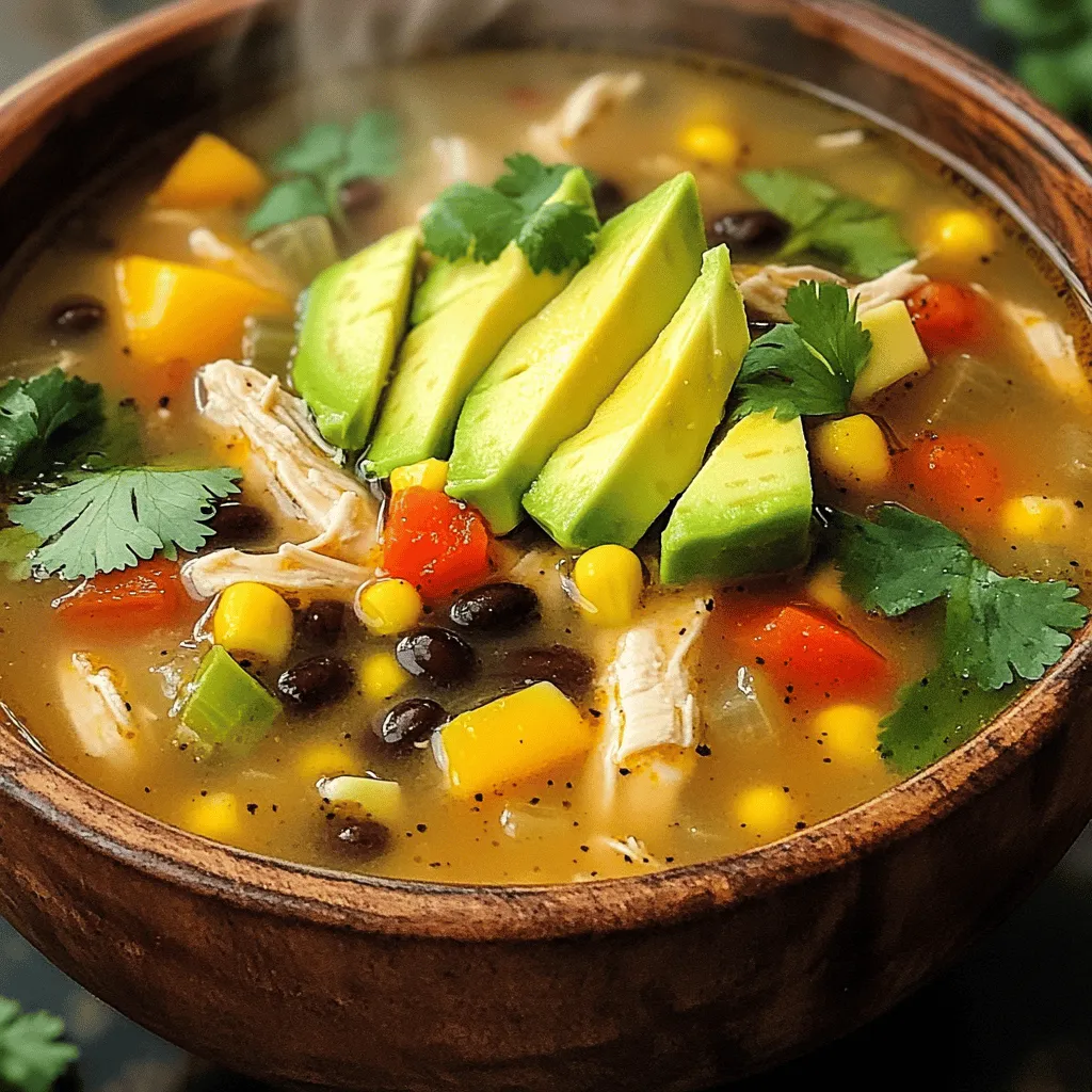 Um die perfekte Südwest-Hühnchensuppe zu machen, brauchen wir einige frische Zutaten. Hier sind die Hauptzutaten: - 450 g Hähnchenbrustfilets, gewürfelt - 1 Esslöffel Olivenöl - 1 mittelgroße Zwiebel, gewürfelt - 2 Knoblauchzehen, fein gehackt - 1 rote Paprika, gewürfelt - 1 gelbe Paprika, gewürfelt - 1 Dose (425 g) schwarze Bohnen, abgetropft - 1 Dose (425 g) Maiskörner, abgetropft - 1 Dose (410 g) gewürfelte Tomaten mit grünen Chilis - 950 ml Hühnerbrühe - Saft von 1 Limette Diese Zutaten geben der Suppe ihren herzhaften und köstlichen Geschmack. Gewürze machen das Gericht besonders lecker. Für diese Suppe verwenden wir: - 2 Teelöffel gemahlener Kreuzkümmel - 1 Teelöffel geräuchertes Paprikapulver - 1 Teelöffel Chili-Pulver - Salz und Pfeffer nach Geschmack Diese Gewürze bringen die Aromen zusammen und geben der Suppe einen tollen Kick. Um die Suppe noch besser zu machen, können Sie einige Garnierungen hinzufügen: - Frische Korianderblätter, gehackt - Avocadoscheiben Diese Garnierungen bringen Frische und Farbe in die Schalen. Sie können auch warmes Tortillabrot als Beilage servieren. Das macht das Essen noch besser. Wenn Sie mehr über die Zubereitung erfahren möchten, schauen Sie sich das [Full Recipe] an. Für die Südwest Hühnchensuppe benötigst du etwa 15 Minuten. Du solltest zuerst alle Zutaten bereitstellen. Das macht das Kochen einfacher und schneller. Hier sind die Schritte, die du beachten solltest: - Würfle die Hähnchenbrustfilets in gleichmäßige Stücke. - Schneide die Zwiebel, den Knoblauch und die Paprika klein. - Öffne die Dosen mit schwarzen Bohnen und Mais. Spüle sie ab und lass sie abtropfen. Diese einfache Vorbereitung spart Zeit. Du kannst alles schnell in den Topf geben. Jetzt geht es ans Kochen! Hier ist die Schritt-für-Schritt-Anleitung: 1. Erhitze das Olivenöl in einem großen Topf bei mittlerer Hitze. 2. Füge die gewürfelten Hähnchenstücke hinzu und brate sie 5-7 Minuten an. Sie sollten goldbraun sein. 3. Nimm das Hähnchen aus dem Topf und lege es beiseite. 4. Gib die Zwiebeln und den Knoblauch in den gleichen Topf. Sauté sie 2-3 Minuten, bis die Zwiebeln glasig sind. 5. Rühre die gewürfelten Paprika ein und brate sie weitere 4 Minuten mit. 6. Gib das Hähnchen zurück in den Topf. Füge die schwarzen Bohnen, den Mais, die gewürfelten Tomaten und die Hühnerbrühe hinzu. 7. Würze die Suppe mit Kreuzkümmel, Paprika, Chili-Pulver, Salz und Pfeffer. Rühre gut um. 8. Lass die Suppe sanft kochen. Reduziere die Hitze und koche sie 20-25 Minuten. Die Aromen vermischen sich wunderbar. 9. Füge kurz vor dem Servieren den Limettensaft hinzu. So wird die Suppe frisch und lecker. Das Anrichten macht Spaß und ist einfach. Hier sind einige Tipps: - Schöpfe die Suppe in schöne Schalen. - Garniere die Suppe mit frischen Korianderblättern und Avocadoscheiben. - Serviere warmes Tortillabrot dazu. So bekommst du das echte südwestliche Gefühl. Mit diesen Tipps wird deine Südwest Hühnchensuppe nicht nur lecker, sondern sieht auch toll aus! Ein häufiger Fehler ist, das Hähnchen zu lange zu kochen. Das Hähnchen wird zäh und trocken. Ich empfehle, die Stücke nur so lange zu braten, bis sie goldbraun sind. Ein weiterer Fehler ist, die Brühe nicht richtig zu würzen. Salz und Pfeffer sind wichtig. Vergiss nicht, die Gewürze nach und nach hinzuzufügen und zu probieren. Um den Geschmack zu verbessern, füge frische Kräuter hinzu. Koriander oder Petersilie bringen Frische. Auch Limettensaft am Ende der Kochzeit hebt den Geschmack. Du kannst auch etwas mehr Kreuzkümmel oder geräuchertes Paprikapulver verwenden. Experimentiere mit den Gewürzen für deinen persönlichen Touch. Für diese Suppe brauchst du nur ein paar einfache Utensilien. Ein großer Topf ist sehr wichtig. Ein scharfes Messer und ein Schneidebrett helfen beim Vorbereiten der Zutaten. Ein Holzlöffel ist ideal, um die Suppe gut umzurühren. Wenn du die Suppe pürieren möchtest, ist ein Stabmixer sehr nützlich. Diese Utensilien machen das Kochen einfach und schnell. Für die vollständige Anleitung und das Rezept, schaue dir das [Full Recipe] an. {{image_4}} Du kannst die Hühnchensuppe leicht vegetarisch machen. Ersetze das Hähnchen durch gewürfelten Tofu oder Tempeh. Diese Optionen geben dir die nötige Proteinquelle. Verwende auch mehr Gemüse wie Zucchini, Karotten und Sellerie. Diese Zutaten bringen mehr Geschmack und Farbe in die Suppe. Achte darauf, glutenfreie Zutaten zu nutzen. Die meisten Zutaten in der Suppe sind bereits glutenfrei. Stelle sicher, dass die Brühe glutenfrei ist. Du kannst auch Quinoa statt Reis hinzufügen. Quinoa ist eine tolle glutenfreie Alternative. Um mehr Geschmack zu erzielen, füge frische Kräuter hinzu. Basilikum oder Thymian passen gut zur Suppe. Du kannst auch Jalapeños für einen scharfen Kick hinzufügen. Eine Prise Limettenschale bringt frische Aromen. Experimentiere mit verschiedenen Bohnen, wie Kidneybohnen oder Pintobohnen. Diese Variationen machen jede Suppe einzigartig und lecker. Für das komplette Rezept schaue dir die [Full Recipe] an. Um die Südwest-Hühnchensuppe frisch zu halten, lagere sie in einem luftdichten Behälter. Der Kühlschrank ist ein guter Ort. Achte darauf, dass der Behälter nicht zu groß ist. So bleibt die Suppe länger frisch. Wenn du die Suppe nicht sofort isst, friere sie ein. Das hilft, die Aromen zu bewahren. Im Kühlschrank bleibt die Suppe für etwa drei bis vier Tage gut. Wenn du sie einfrierst, kannst du sie bis zu drei Monate lagern. Achte darauf, die Suppe vorher gut abzukühlen. Das schützt die Qualität und den Geschmack. Teile die Suppe in kleinere Portionen auf, um sie einfacher zu nutzen. Um die Suppe aufzuwärmen, gieße sie in einen Topf. Erhitze sie bei mittlerer Hitze. Rühre zwischendurch um, damit sie nicht anbrennt. Wenn die Suppe zu dick ist, füge etwas Brühe oder Wasser hinzu. Du kannst auch frische Kräuter oder Limettensaft hinzufügen, um den Geschmack aufzufrischen. So schmeckt die Suppe fast wie frisch zubereitet. Die Südwest-Hühnchensuppe hält sich gut für etwa 3 bis 4 Tage im Kühlschrank. Achte darauf, sie in einem luftdichten Behälter zu lagern. So bleibt der Geschmack frisch. Wenn du die Suppe aufwärmst, achte darauf, sie gut zu erhitzen. Das sorgt dafür, dass sie sicher zu essen ist. Ja, du kannst das Rezept im Voraus zubereiten. Die Suppe schmeckt sogar noch besser, wenn sie etwas Zeit zum Abkühlen hat. Koche sie einfach, lasse sie abkühlen und stelle sie in den Kühlschrank. Du kannst sie dann aufwärmen, wenn du bereit bist zu essen. Wenn du die Suppe für mehrere Tage machst, ist das sehr praktisch. Für die Südwest-Hühnchensuppe passen viele Beilagen gut. Hier sind einige meiner Favoriten: - Warmes Tortillabrot - Nachos mit Käse - Ein frischer grüner Salat - Guacamole oder Avocadoscheiben - Sauerrahm als Garnierung Diese Beilagen ergänzen die Aromen der Suppe perfekt und machen dein Essen noch schmackhafter. Probier sie aus und finde deine Lieblingskombination! Diese Südwest-Hühnchensuppe ist einfach und macht Spaß. Wir haben die Hauptzutaten, Gewürze und Beilagen behandelt. Du hast auch gelernt, wie man sie zubereitet und anrichtet. Um häufige Fehler zu vermeiden, befolge die Tipps. Variationen machen die Suppe für jeden einzigartig. Denke daran, wie du Reste lagerst und wieder aufwärmst. Du kannst mit diesem Rezept deine Küche bereichern. Probier es aus und genieße die Wärme der Suppenküche.