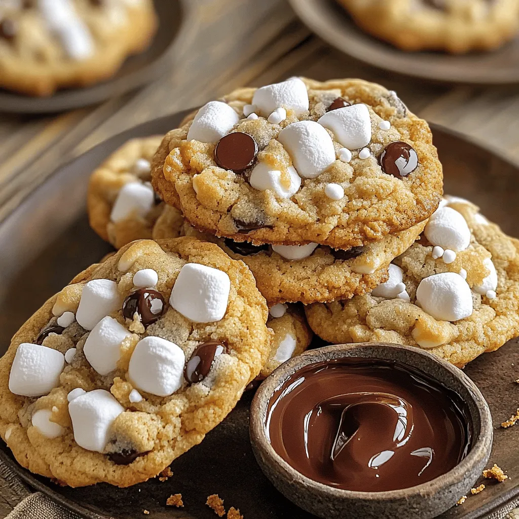 Um köstliche S'mores Kekse zu backen, benötigen wir die folgenden Zutaten: - 1 Tasse ungesalzene Butter, weich - 1 Tasse brauner Zucker, fest gedrückt - 1/2 Tasse Haushaltszucker - 2 große Eier - 1 Teelöffel Vanilleextrakt - 2 1/2 Tassen Weizenmehl - 1 Teelöffel Backnatron - 1/2 Teelöffel Salz - 1 Tasse halbsüße Schokoladenstückchen - 1 Tasse Mini-Marshmallows - 1 Tasse Graham-Cracker-Brösel Diese Zutaten ergeben einen leckeren Keks mit dem besonderen S'mores-Geschmack. Wenn Sie einige Zutaten nicht haben, machen Sie sich keine Sorgen! Hier sind einige Alternativen: - Verwenden Sie Margarine anstelle von Butter. - Ersetzen Sie braunen Zucker durch Honig oder Agavendicksaft. - Glutenfreies Mehl kann das Weizenmehl ersetzen. - Probieren Sie dunkle Schokolade, wenn Sie einen intensiveren Geschmack mögen. - Für veganen Keks verwenden Sie pflanzliche Eier oder Apfelmus. Wählen Sie stets frische Zutaten für die besten S'mores Kekse. Achten Sie auf diese Punkte: - Kaufen Sie hochwertige Schokolade für mehr Geschmack. - Verwenden Sie echte Vanille für ein besseres Aroma. - Frische Marshmallows sorgen für eine tolle Konsistenz. - Graham-Cracker sollten knusprig sein, um die perfekte Textur zu erreichen. Mit diesen Tipps und der vollständigen Rezeptur sind Sie bereit, köstliche S'mores Kekse zu backen! Beginnen Sie damit, den Ofen auf 175°C (350°F) vorzuheizen. Legen Sie zwei Backbleche mit Backpapier aus. Das Backpapier hilft, die Kekse nicht zu kleben. So können Sie die Kekse später leicht abnehmen. Diese Schritte sind wichtig, um die besten S'mores Kekse zu backen. In einer großen Schüssel schlagen Sie die weiche Butter mit dem braunen Zucker und dem Haushaltszucker. Mischen Sie diese Zutaten, bis die Mischung leicht und cremig ist. Dies dauert einige Minuten. Fügen Sie dann die zwei großen Eier einzeln hinzu. Rühren Sie gut um, nachdem Sie jedes Ei hinzugefügt haben. Vergessen Sie nicht, den Vanilleextrakt unterzurühren. In einer separaten Schüssel vermengen Sie das Weizenmehl, das Backnatron und das Salz. Mischen Sie die trockenen Zutaten schrittweise mit den feuchten Zutaten. Rühren Sie, bis alles gerade so verbunden ist. Heben Sie dann sanft die Schokoladenstückchen, Mini-Marshmallows und Graham-Cracker-Brösel unter. Diese Zutaten machen die Kekse besonders lecker. Verwenden Sie einen Kekslöffel oder einen Esslöffel, um Teigportionen auf die Backbleche zu setzen. Lassen Sie genug Platz zwischen den Keksen, da sie beim Backen auseinanderlaufen. Backen Sie die Kekse dann für etwa 10-12 Minuten. Achten Sie darauf, dass die Ränder goldbraun werden und die Mitte noch weich bleibt. Sobald die Kekse fertig sind, nehmen Sie sie aus dem Ofen. Lassen Sie sie für 5 Minuten auf dem Blech abkühlen. Danach können Sie sie auf ein Kuchengitter zum vollständigen Abkühlen übertragen. Der Duft von S'mores wird Ihr Zuhause erfüllen. Genießen Sie die Kekse frisch und warm! Für die vollständige Anleitung und weitere Tipps, schauen Sie sich das [Full Recipe] an. Um die perfekte Konsistenz für deine S'mores Kekse zu erreichen, achte auf die Butter. Sie sollte weich, aber nicht geschmolzen sein. Diese Konsistenz sorgt dafür, dass die Kekse leicht und fluffig werden. Wenn du die Kekse zu lange backst, werden sie hart. Prüfe sie nach 10 Minuten. Sie sollten goldbraun an den Rändern sein, aber in der Mitte noch weich. So bleiben sie saftig. Ein häufiger Fehler ist, den Teig zu lange zu mischen. Mische die Zutaten nur, bis sie gerade verbunden sind. Ein Übermischen macht die Kekse zäh. Ein weiterer Fehler ist das falsche Verhältnis von Marshmallows und Schokolade. Halte dich an die Mengen in der Rezeptur für das beste Ergebnis. Wenn du die Kekse zu dicht auf dem Blech platzierst, laufen sie zusammen. Lass genug Platz zwischen den Keksen. Um deine S'mores Kekse frisch zu halten, lagere sie in einem luftdichten Behälter. Lege ein Stück Brot in den Behälter. Das hilft, die Kekse weich zu halten. Wenn du sie länger aufbewahren möchtest, friere sie ein. Wickel jeden Keks in Frischhaltefolie und lege sie in einen Gefrierbeutel. So bleiben sie bis zu drei Monate frisch. Wenn du sie essen möchtest, lass sie einfach bei Raumtemperatur auftauen. {{image_4}} S'mores Cookies sind sehr flexibel. Du kannst verschiedene Schokoladensorten verwenden, um neue Geschmäcker zu entdecken. Probiere Zartbitterschokolade für einen intensiveren Geschmack. Milchschokolade gibt einen süßen Touch. Du kannst auch weiße Schokolade verwenden, um einen cremigen Kontrast zu erhalten. Misch die Schokoladensorten für ein noch spannenderes Ergebnis. Das gibt deinen S'mores Cookies eine besondere Note. Wenn du glutenfrei essen möchtest, gibt es viele Optionen. Du kannst einfach eine glutenfreie Mehlmischung verwenden. Achte darauf, dass sie für Kekse geeignet ist. Manche Marken bieten spezielle Mischungen an, die gut aufgehen. Du kannst auch Mandelmehl oder Kokosmehl verwenden, um eine andere Textur zu erhalten. Diese Mehle können den Geschmack der Kekse verändern, was spannend sein kann. Um deine S'mores Cookies noch interessanter zu machen, füge zusätzliche Zutaten hinzu. Walnüsse oder Pekannüsse geben einen knackigen Biss. Du kannst auch getrocknete Früchte wie Cranberries oder Kirschen verwenden. Diese Früchte bringen eine süße und saftige Note. Wenn du etwas Würze magst, versuche eine Prise Zimt oder eine kleine Menge Kakaopulver. Experimentiere mit deinen Lieblingszutaten, um deine perfekten S'mores Cookies zu kreieren. Das Rezept bietet eine gute Basis, um kreativ zu werden. Um S'mores Kekse frisch zu halten, lege sie in einen luftdichten Behälter. Stelle den Behälter an einen kühlen, trockenen Ort. Vermeide direkte Sonneneinstrahlung. So bleiben die Kekse weich und lecker. S'mores Kekse halten sich gut, wenn sie richtig gelagert werden. Bei optimalen Bedingungen bleiben sie etwa eine Woche frisch. Nach einer Woche können sie etwas trocken werden. Überprüfe sie regelmäßig auf ihren Zustand. Du kannst auch S'mores Kekse einfrieren. Lege sie in einen gefrierfesten Behälter oder einen Zip-Beutel. Vergiss nicht, die Luft herauszudrücken. So bleiben sie bis zu drei Monate genießbar. Zum Auftauen lege sie einfach für ein paar Stunden bei Raumtemperatur hin oder wärme sie kurz im Ofen auf. So schmecken sie wie frisch gebacken! Probiere auch das Full Recipe, um deine eigenen Leckereien zu machen. Du kannst die S'mores Kekse bis zu einer Woche aufbewahren. Lagere sie in einem luftdichten Behälter. So bleiben sie frisch und weich. Wenn du sie länger aufbewahren willst, friere sie ein. Im Gefrierfach halten sie bis zu drei Monate. Ja, du kannst die Kekse vegan machen. Ersetze die Butter durch eine pflanzliche Margarine. Nutze auch Leinsamen oder Chia-Samen als Ei-Ersatz. Das Verhältnis ist etwa ein Esslöffel gemahlener Leinsamen mit drei Esslöffeln Wasser für ein Ei. Wenn die Kekse auseinanderlaufen, könnte es an zu viel Butter liegen. Achte darauf, dass die Butter nicht zu weich ist. Lagere den Teig vor dem Backen für etwa 30 Minuten im Kühlschrank. Das hilft, die Kekse in Form zu halten. Wir haben die besten Zutaten für S'mores Kekse behandelt und Tipps gegeben, wie man sie auswählt. Ich habe eine klare Schritt-für-Schritt-Anleitung für die Zubereitung und Backen präsentiert. Zudem teile ich wertvolle Tipps zur perfekten Konsistenz. Du kannst sogar verschiedene Variationen ausprobieren, um deine Kekse einzigartig zu machen. Denke daran, die Aufbewahrungshinweise zu beachten, damit die Kekse frisch bleiben. S'mores Kekse sind einfach und lecker. Probiere es aus und genieße jeden Bissen!