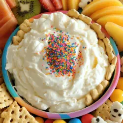 Für den dunklen Genuss des Homemade Dunkaroo Dips brauche ich einige einfache Zutaten. Hier sind die Hauptzutaten, die du für das Rezept verwenden solltest: - 1 Tasse Vanillejoghurt - 1 Tasse Schlagsahne-Frischkäse - 1 Tasse Puderzucker - 1 Teelöffel Vanilleextrakt - 1/2 Teelöffel Mandelextrakt (optional) - 1/2 Tasse Streusel (Regenbogen oder passend) - Verschiedene Dipper (Tierkekse, Grahamcracker, Obstscheiben) Jede dieser Zutaten bringt ihren eigenen Geschmack in den Dip. Der Vanillejoghurt gibt eine cremige Basis. Der Schlagsahne-Frischkäse sorgt für einen reichen Geschmack. Puderzucker macht den Dip süß und angenehm. Vanille- und Mandelextrakt fügen eine besondere Note hinzu. Bei der Auswahl der Zutaten achte ich auf Frische und Qualität. Frischer Vanillejoghurt und hochwertiger Frischkäse machen den Unterschied. Ich empfehle, Bio-Zutaten zu verwenden, wenn möglich. Diese sind oft frei von Zusatzstoffen und schmecken besser. Achte auf die Streusel. Sie sollten bunt und knusprig sein. Die Dipper müssen lecker sein und gut zum Dip passen. Tierkekse sind eine tolle Wahl, weil sie süß und knusprig sind. Grahamcracker bieten eine tolle Textur, während Obstscheiben Frische bringen. Wenn du Allergien hast oder spezielle Ernährungsbedürfnisse, gibt es gute Ersatzstoffe. Für den Vanillejoghurt kannst du pflanzlichen Joghurt verwenden. Kokos- oder Sojajoghurt sind tolle Optionen. Wenn du keinen Frischkäse magst, probiere veganen Frischkäse. Puderzucker kann durch Kokosblütenzucker ersetzt werden. Das gibt dem Dip einen interessanten Geschmack. Für die Dipper kannst du glutenfreie Kekse oder Obst verwenden. Das macht den Dip für alle zugänglich. So kann jeder den Homemade Dunkaroo Dip genießen. Um deinen Homemade Dunkaroo Dip zuzubereiten, folge diesen einfachen Schritten. Nimm eine große Rührschüssel. Vermenge den Vanillejoghurt und den Schlagsahne-Frischkäse. Benutze einen Handmixer, um die Mischung glatt zu rühren. Füge dann langsam den Puderzucker hinzu. Mische alles gut, bis es dicklich wird. Nun kommt der Vanilleextrakt dazu. Wenn du magst, füge den Mandelextrakt hinzu. Mische erneut, bis alles vermischt ist. Jetzt kannst du die Streusel vorsichtig unterheben. Ein Handmixer ist dein bester Freund in der Küche. Halte ihn beim Mixen auf mittlerer Geschwindigkeit. So vermeidest du Spritzer. Beginne langsam und steigere die Geschwindigkeit. Wenn du die Zutaten schnell vermengen willst, halte die Schüssel fest. Das hilft, die Mischung im Inneren zu halten. Du wirst schnell sehen, wie cremig dein Dip wird. Die perfekte Konsistenz ist dick und cremig. Wenn dein Dip zu flüssig ist, füge mehr Puderzucker hinzu. Achte darauf, nicht zu viel auf einmal hinzuzufügen. Das kann die Mischung verändern. Wenn du ihn kühler möchtest, stelle ihn für 30 Minuten in den Kühlschrank. So entwickeln sich die Aromen besser. Wenn alles gut gemischt ist, sieht der Dip auch toll aus. Ein fröhliches Aussehen macht mehr Spaß beim Essen. Ein häufiger Fehler ist, die Zutaten nicht gut zu vermengen. Wenn du den Vanillejoghurt und den Schlagsahne-Frischkäse nicht gründlich mischst, bleibt der Dip klumpig. Achte darauf, die Mischung glatt zu schlagen. Zu viel Puderzucker kann den Dip ebenfalls zu süß machen. Fang mit weniger an und taste dich langsam vor. Eine weitere Falle ist, die Streusel zu früh hinzuzufügen. Sie verlieren ihre Knusprigkeit, wenn du sie zu lange rührst. Mische sie am Ende vorsichtig unter. Das Grundrezept ist klasse, aber du kannst kreativ werden. Probiere, verschiedene Joghurts zu nutzen. Erdbeerjoghurt bringt einen fruchtigen Twist. Für Schokoladenliebhaber ist Schokoladenjoghurt eine tolle Wahl. Du kannst auch andere Aromen wie Karamell oder Kokos versuchen. Wenn du etwas mehr Crunch magst, füge gehackte Nüsse hinzu. Denk daran, die Streusel passend zur Jahreszeit oder zum Anlass zu wählen. So wird dein Dip immer etwas Besonderes. Die Präsentation macht viel aus. Verwende eine bunte Schüssel für den Dip, um ihn einladend wirken zu lassen. Stelle den Dip auf eine schöne Servierplatte. Arrangiere die Dipper in kleinen Schalen rund um die Dip-Schüssel. Du kannst auch frische Früchte oder Kekse in verschiedenen Formen nutzen. Das sieht nicht nur gut aus, sondern macht auch Spaß! Wenn du den Dip kühl servierst, schmeckt er noch besser. Ein kleiner Trick ist, die Dipper in der Nähe des Dips zu gruppieren. So bleibt alles frisch und knackig. Für das vollständige Rezept schau dir die [Full Recipe] an. {{image_4}} Du kannst mit dem Dunkaroo Dip viele Geschmäcker ausprobieren. Willst du einen Schokoladendip? Nimm einfach 1/2 Tasse Kakaopulver dazu. Mixe es gut mit dem Vanillejoghurt und dem Frischkäse. Du kannst auch Erdbeerpüree verwenden. Das gibt einen tollen Erdbeergeschmack. Füge einfach 1/2 Tasse pürierte Erdbeeren hinzu. So wird der Dip fruchtig und frisch. Die Dipper machen den Spaß beim Essen aus. Du kannst Tierkekse oder Grahamcracker verwenden. Für einen festlichen Anlass sind bunte Obstscheiben perfekt. Schneide Äpfel, Birnen oder Trauben in Stücke. Versuche auch kleine Waffeln oder Biskuitstücke. Diese passen gut zu jedem Thema. Für eine Kinderparty sind die Tierkekse ein Hit! Wenn du vegan bist, gibt es tolle Alternativen. Verwende pflanzlichen Joghurt und vegane Frischkäse-Optionen. Statt Puderzucker kannst du auch Agavendicksaft nehmen. Das sorgt für Süße ohne tierische Produkte. Achte darauf, dass die Dipper auch vegan sind. Viele Kekse und Cracker sind es bereits. So kannst du den Dip genießen, ohne Kompromisse einzugehen. Um den Homemade Dunkaroo Dip frisch zu halten, solltest du ihn in einem luftdichten Behälter aufbewahren. Achte darauf, dass der Behälter gut verschlossen ist. So bleibt der Dip cremig und lecker. Du kannst den Dip auch mit Frischhaltefolie abdecken, um ihn noch besser zu schützen. Der Dunkaroo Dip hält sich im Kühlschrank etwa 3 bis 5 Tage. Nach dieser Zeit kann die Qualität nachlassen. Du wirst merken, dass der Dip etwas weniger frisch schmeckt. Wenn du ihn länger aufbewahren möchtest, solltest du ihn einfrieren. So bleibt er bis zu einem Monat haltbar. Wenn du den Dip nach ein paar Tagen wieder genießen möchtest, gibt es einfache Tricks. Rühre ihn gut um, bevor du ihn servierst. Füge bei Bedarf einen Löffel Vanillejoghurt hinzu, um die Konsistenz zu verbessern. Wenn der Dip etwas trocken geworden ist, hilft ein Schuss Milch. So wird er wieder cremig und lecker. Für das beste Geschmackserlebnis genieße den Dip frisch. So kommen die Aromen am besten zur Geltung. Schau dir auch die [Full Recipe] für mehr Anregungen an. Homemade Dunkaroo Dip bleibt frisch für bis zu fünf Tage im Kühlschrank. Um die beste Qualität zu gewährleisten, bewahre den Dip in einem luftdichten Behälter auf. So bleibt er cremig und lecker. Achte darauf, dass er nicht zu lange draußen steht, damit er nicht verdirbt. Ja, du kannst den Dip im Voraus zubereiten! Tatsächlich schmeckt er oft besser, wenn er etwas Zeit hat, um durchzuziehen. Bereite ihn einfach bis zu zwei Tage vorher zu. Stelle sicher, dass du ihn gut abdeckst und kühl lagerst. Vor dem Servieren kannst du ihn kurz durchrühren, um die Cremigkeit wiederherzustellen. Die besten Dipper sind vielseitig und machen Spaß! Hier sind einige meiner Favoriten: - Tierkekse - Grahamcracker - Obstscheiben wie Äpfel oder Bananen - Pretzels für einen salzigen Kontrast Jeder Dipper bringt etwas Einzigartiges in jede Biss. Wähle deine Favoriten und genieße! Dieser Artikel hat Ihnen gezeigt, wie man einen leckeren Homemade Dunkaroo Dip erstellt. Wir haben die besten Zutaten besprochen, einfache Schritte zur Zubereitung vorgestellt und Tipps zur Vermeidung häufiger Fehler gegeben. Außerdem diskutierten wir kreative Varianten und Lagerungstipps. Denken Sie daran, dass dieser Dip super vielseitig ist. Sie können ihn anpassen und nach Ihrem Geschmack gestalten. Erfreuen Sie Ihre Familie und Freunde mit diesem köstlichen Snack!