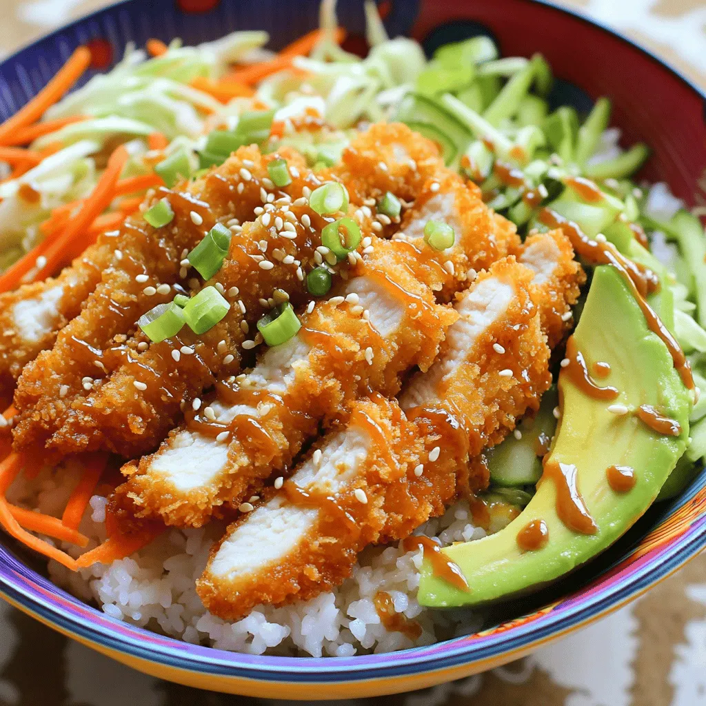 Für eine leckere Katsu-Schüssel brauchst du: - 2 entbeinte Hähnchenbrustfilets - 1 Tasse Weizenmehl - 2 große Eier, verquirlt - 2 Tassen Panko-Brösel - Salz und Pfeffer nach Geschmack - Pflanzenöl zum Frittieren - 2 Tassen gekochter Jasminreis - 1 Tasse gehobelter Weißkohl - 1 mittelgroße Karotte, in Streifen geschnitten - 1 Avocado, in Scheiben geschnitten - 1/4 Tasse Tonkatsu-Sauce - 1 Esslöffel Sesamsamen - 2 Frühlingszwiebeln, fein geschnitten Wähle frische Hähnchenbrustfilets für den besten Geschmack. Achte darauf, dass das Fleisch rosa und fest ist. Für die Panko-Brösel verwende hochwertige Marken. Sie geben dir die perfekte Knusprigkeit. Frisches Gemüse macht den Biss knackig und gesund. Weißen Kohl und Karotten sorgen für Farbe und Textur. Tonkatsu-Sauce ist wichtig für den herzhaften Geschmack der Schüssel. Kaufe eine gute Qualität oder stelle sie selbst her, wenn du Zeit hast. Verwende reife Avocados, um eine cremige Note hinzuzufügen. Achte auch auf frische Frühlingszwiebeln für einen milden Zwiebelgeschmack. Wenn du glutenfrei essen möchtest, ersetze das Weizenmehl durch glutenfreies Mehl. Panko-Brösel gibt es auch in glutenfreier Form. Für Vegetarier kann Tofu eine gute Alternative sein. Marinier und panier den Tofu wie das Hähnchen. Wenn du auf Kalorien achtest, kannst du das Frittieren vermeiden. Backe die Katsu im Ofen, um Fett zu sparen. Nutze nur einen Spritzer Öl, um die Bräunung zu fördern. Mit diesen Tipps und Zutaten bereitest du eine köstliche Katsu-Schüssel zu. Für das komplette Rezept schaue dir die Details im [Full Recipe] an. Um das Hähnchen für Ihre Katsu-Schüssel vorzubereiten, nehmen Sie zwei entbeinte Hähnchenbrustfilets. Legen Sie jedes Filet zwischen zwei Blätter Frischhaltefolie. Mit einem Fleischklopfer klopfen Sie das Hähnchen gleichmäßig auf etwa 1,5 cm Dicke. Dies sorgt dafür, dass es gleichmäßig gart. Würzen Sie jedes Filet auf beiden Seiten mit Salz und Pfeffer. Diese Schritte bereiten das Hähnchen optimal vor und bringen den Geschmack zur Geltung. Jetzt richten Sie eine Panierstraße ein. Nehmen Sie einen Teller und füllen Sie ihn mit Weizenmehl. In einer Schüssel verquirlen Sie zwei große Eier. Auf einem weiteren Teller legen Sie die Panko-Brösel bereit. Wenden Sie jedes Hähnchenbrustfilet zuerst im Mehl, schütteln Sie das überschüssige Mehl ab. Tauchen Sie es dann in die Eier und umhüllen Sie es mit den Panko-Bröseln. Drücken Sie fest, sodass die Brösel gut haften. Diese Panierung sorgt für die knusprige Textur, die Katsu so besonders macht. Für die Katsu-Schüssel benötigen Sie gekochten Jasminreis. Geben Sie eine Portion Reis in jede Schüssel. Schneiden Sie das frittierte Hähnchen in Streifen und legen Sie diese über den Reis. Dekorieren Sie die Schüssel mit gehobeltem Weißkohl, Karottenstreifen und Avocadoscheiben. Gießen Sie großzügig Tonkatsu-Sauce über das Hähnchen und das Gemüse. Zum Schluss garnieren Sie die Schüssel mit Sesamsamen und geschnittenen Frühlingszwiebeln. Diese Präsentation macht das Gericht appetitlich und einladend. Für das komplette Rezept schauen Sie sich die Full Recipe an. Einige Fehler können die Zubereitung von Katsu erschweren. Hier sind die häufigsten: - Nicht gleichmäßiges Hähnchen: Klopfen Sie das Hähnchen gleichmäßig. So garen Sie es perfekt. - Falsche Temperatur des Öls: Das Öl sollte heiß sein. Testen Sie es mit einem kleinen Stück Brot. Es sollte sofort brutzeln. - Zu viel Hähnchen in der Pfanne: Überfüllen Sie die Pfanne nicht. Frittieren Sie in kleinen Portionen für ein gleichmäßiges Ergebnis. - Zu wenig Panade: Achten Sie darauf, dass die Panko-Brösel gut haften. Drücken Sie fest, damit sie nicht abfallen. Für die Zubereitung einer Katsu-Schüssel sind einige Geräte hilfreich: - Fleischklopfer: Um das Hähnchen gleichmäßig zu klopfen. - Schüsseln: Für die Panierstraße benötigen Sie drei Schüsseln. - Pfanne: Eine große Pfanne für das Frittieren. - Küchenpapier: Zum Abtropfen des Frittierguts. - Schneidebrett und Messer: Um das Hähnchen und das Gemüse gut zuzubereiten. Um das beste Katsu zu machen, folgen Sie diesen Tipps: - Frische Zutaten: Verwenden Sie frisches Hähnchen und frisches Gemüse. Das verbessert den Geschmack. - Genügend Zeit zum Frittieren: Lassen Sie das Hähnchen genug Zeit, um goldbraun zu werden. Es sollte knusprig sein. - Richtige Sauce: Gießen Sie die Tonkatsu-Sauce erst kurz vor dem Servieren über das Katsu. So bleibt es knusprig. - Anrichten: Legen Sie das Katsu schön auf den Reis und dekorieren Sie es mit frischem Gemüse. Für das vollständige Rezept schauen Sie in die [Full Recipe]. {{image_4}} Katsu muss nicht immer aus Fleisch sein. Du kannst auch Gemüse verwenden. Zum Beispiel, nimm Auberginen oder Tofu. Diese Zutaten sind lecker und fangen die Katsu-Textur gut ein. Für eine vegane Option, nutze Kichererbsen oder Pilze. Damit machst du eine gesunde und schmackhafte Katsu-Schüssel. Die Panade bleibt gleich: einfach Mehl, Wasser und Panko verwenden. Japan hat viele Regionen, die ihre eigenen Katsu-Stile haben. Zum Beispiel, in Hiroshima wird oft Käse in die Katsu gefüllt. Das macht das Gericht sehr cremig. In anderen Teilen Japans, wie Osaka, findet man eine würzige Sauce auf der Katsu. Diese Sauce ist oft schärfer und voll von Aromen. Jede Region bringt ihre eigene Note ein. Das macht die Katsu-Schüssel noch spannender. Die Sauce ist das Herzstück einer Katsu-Schüssel. Die klassische Tonkatsu-Sauce ist süß und salzig. Aber du kannst kreativ sein! Probiere eine Erdnuss-Sauce für einen neuen Geschmack. Oder mache eine scharfe Mayo, um etwas Kick hinzuzufügen. Toppings sind auch wichtig. Frische Kräuter wie Koriander oder Basilikum bringen Frische. Auch geröstete Nüsse oder Samen geben einen tollen Crunch. Für noch mehr Ideen, schau dir das Full Recipe an. So kannst du deine Katsu-Schüssel ganz nach deinem Geschmack gestalten! Um Katsu-Schüsseln frisch zu halten, lagern Sie sie in einem luftdichten Behälter. Stellen Sie sicher, dass der Katsu abgekühlt ist, bevor Sie ihn einpacken. Der Reis kann auch in einem separaten Behälter aufbewahrt werden. So bleibt er weich und feucht. Nutzen Sie die Katsu-Schüssel innerhalb von drei Tagen für den besten Geschmack. Beim Aufwärmen von Katsu sollten Sie den Ofen oder die Pfanne verwenden. Das hält die Knusprigkeit des Hähnchens besser als die Mikrowelle. Heizen Sie den Ofen auf 180 Grad vor. Legen Sie das Katsu auf ein Backblech und erwärmen Sie es 10 Minuten lang. In der Pfanne erhitzen Sie etwas Öl und braten das Katsu 3-4 Minuten auf jeder Seite. So bleibt das Hähnchen knusprig. Die meisten Zutaten in Ihrer Katsu-Schüssel halten sich gut. Gekochter Reis bleibt im Kühlschrank 4-5 Tage frisch. Geschnittenes Gemüse wie Kohl und Karotten sollten innerhalb von 2-3 Tagen verbraucht werden. Achten Sie auf das Mindesthaltbarkeitsdatum bei Panko-Bröseln und Tonkatsu-Sauce. Diese können oft länger haltbar sein, wenn sie richtig gelagert werden. Katsu ist ein japanisches Gericht. Es besteht aus paniertem und frittiertem Fleisch, meist Hähnchen oder Schwein. Der Hauptunterschied liegt in der Panade. Katsu nutzt Panko-Brösel. Diese sind leichter und knuspriger als normale Brösel. Zudem wird Katsu oft mit Tonkatsu-Sauce serviert, die süß und herzhaft ist. Um Katsu glutenfrei zu machen, nutzen Sie einfach glutenfreie Mehle. Zum Beispiel: - Reismehl - Maismehl Für die Panade können Sie glutenfreie Panko-Brösel verwenden. Diese sind in vielen Läden erhältlich. Achten Sie auf die Etiketten, um sicherzustellen, dass sie glutenfrei sind. In Deutschland gibt es viele großartige Katsu-Restaurants. In großen Städten wie Berlin und München finden Sie viele Optionen. Schauen Sie in Stadtteilen mit japanischen Restaurants. Food-Bewertungsseiten geben Ihnen auch Tipps zu den besten Orten. Probieren Sie verschiedene Restaurants aus, um Ihren Favoriten zu finden. Wenn Sie Katsu zu Hause zubereiten möchten, finden Sie die vollständige Anleitung im [Full Recipe]. Die Katsu-Schüssel vereint einfache Zutaten, klare Schritte und kreative Variationen. Mit der richtigen Technik gelingt dir das perfekte Katsu. Vermeide häufige Fehler und nutze hilfreiche Küchengeräte. Denke auch an die richtige Lagerung und das Aufwärmen der Reste. Egal ob vegetarisch oder vegan, es gibt viele Möglichkeiten. Katsu ist vielseitig und macht Spaß. Probiere verschiedene Saucen und Toppings aus. So findest du deinen persönlichen Favoriten! Katsu ist mehr als nur ein Gericht. Es ist ein Erlebnis, das du kochen solltest.