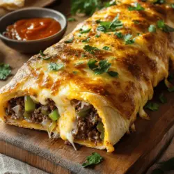 Um einen leckeren Philly Cheesesteak Stromboli zu machen, benötigst du folgende Zutaten: - 450 g Rinderhackfleisch oder Ribeye-Steak, dünn aufgeschnitten - 1 mittlere Zwiebel, fein gehackt - 1 mittelgroße grüne Paprika, fein gehackt - 3 Knoblauchzehen, gehackt - 240 ml Provolone-Käse, gerieben - 240 ml Mozzarella-Käse, gerieben - 1 Packung Pizzateig (fertig gekauft oder hausgemacht) - 2 Esslöffel Olivenöl - 1 Teelöffel Salz - ½ Teelöffel schwarzer Pfeffer - 1 Esslöffel Worcestershire-Sauce - 1 Teelöffel italienische Gewürzmischung - 1 Ei, geschlagen (für den Eierwasch) - Optional: eingelegte Peperoni für zusätzliche Schärfe Mit diesen Zutaten bereitest du einen köstlichen Stromboli zu. Du kannst die Füllung nach deinem Geschmack anpassen. Das Rezept ist einfach und macht Spaß. Achte darauf, frische Zutaten zu wählen. So schmeckt dein Stromboli noch besser. Du kannst die Menge leicht erhöhen, wenn du eine größere Portion machen möchtest. Das Rezept ist ideal für ein Abendessen oder eine Party. Es wird sicher allen schmecken! Zuerst erhitze ich das Olivenöl in einer großen Pfanne. Bei mittlerer Hitze brate ich die Zwiebel und die grüne Paprika. Nach etwa fünf Minuten sind sie weich und duften gut. Dann füge ich den gehackten Knoblauch hinzu. Ich brate ihn eine weitere Minute an, bis er aromatisch ist. Jetzt gebe ich das Rinderhackfleisch oder das Ribeye-Steak in die Pfanne. Ich koche es bis es bräunlich ist, das dauert etwa sieben bis zehn Minuten. Ich zerdrücke das Fleisch mit einem Spatel. Danach mische ich die Worcestershire-Sauce, Salz, schwarzen Pfeffer und italienische Gewürze unter. Ich lasse die Mischung noch eine Minute kochen und nehme sie dann vom Herd. Jetzt rolle ich den Pizzateig auf einer leicht bemehlten Fläche aus. Ich forme das Rechteck ungefähr 0,5 cm dick. Die Fleischmischung verteile ich gleichmäßig darauf, aber ich lasse einen Rand von etwa 2,5 cm an den Seiten. Dann streue ich den Provolone- und Mozzarella-Käse über die Fleischmischung. Wenn ich will, können eingelegte Peperoni für extra Schärfe hinzu. Ich beginne an einer langen Seite und rolle den Teig vorsichtig zu einem straffen Log. Die Ränder drücke ich gut zusammen, um sie zu verschließen. Ich lege den Stromboli mit der Naht nach unten auf ein Backblech. Dann bestreiche ich die Oberseite mit dem geschlagenen Ei. Das sorgt für eine schöne goldene Farbe. Ich schneide einige diagonale Einschnitte in die Oberseite, damit der Dampf entweichen kann. Jetzt backe ich den Stromboli im vorgeheizten Ofen bei 200°C für 20-25 Minuten. Nach dem Backen lasse ich ihn fünf bis zehn Minuten abkühlen, bevor ich ihn in Scheiben schneide. Ich serviere den Stromboli in dicken Scheiben und garnieren ihn mit frischer Petersilie. Man kann ihn auch mit Marinara-Sauce servieren. Für das vollständige Rezept, schau dir das [Full Recipe] an. Um den besten Geschmack zu erzielen, brate das Fleisch richtig an. Beginne mit mittlerer Hitze und verwende Olivenöl. Achte darauf, das Fleisch gleichmäßig zu bräunen. Das gibt deinem Stromboli eine tolle Tiefe. Rolle den Teig gleichmäßig aus. Ein gleichmäßiger Teig sorgt für gleichmäßiges Backen. Nutze eine leicht bemehlte Fläche, damit der Teig nicht kleben bleibt. Kombiniere den Stromboli mit Dips und Beilagen. Marinara-Sauce passt perfekt zum Dippen. Auch ein frischer Salat dazu schmeckt gut. Für eine ansprechende Präsentation schneide den Stromboli in dicke Scheiben. Lege die Stücke auf ein Holzbrett. Garniere sie mit frischer Petersilie oder Basilikum. Das sieht nicht nur gut aus, sondern bringt auch frischen Geschmack. {{image_4}} Du kannst die Füllung für deinen Philly Cheesesteak Stromboli ganz leicht ändern. Eine tolle Idee ist, ein Veggie-Stromboli zu machen. Dazu nimmst du einfach verschiedene Gemüse, wie Zucchini oder Spinat. Das gibt deinem Gericht eine frische Note und macht es bunt. Eine andere Option ist, Hühnchen zu verwenden. Hähnchenbrust ist zart und nimmt die Gewürze gut auf. Du kannst es wie das Rinderhackfleisch anbraten und die gleichen Gewürze verwenden. So erhältst du ein leckeres und saftiges Stromboli, das deine Familie lieben wird. Soßen und Toppings machen dein Stromboli noch besser. Marinara ist eine beliebte Wahl als Dip. Der Tomatengeschmack passt perfekt zu den Käseschichten und dem Fleisch. Zusätzlich kannst du verschiedene Käsevariationen ausprobieren. Cheddar gibt einen scharfen Geschmack, während Ricotta eine cremige Textur bringt. Gewürze wie Oregano oder Chili-Flocken können deinem Stromboli den letzten Schliff geben. Experimentiere mit diesen Ideen, um dein Gericht zu verfeinern und noch köstlicher zu machen. Für das komplette Rezept schau dir die [Full Recipe] an. Nach dem Genießen bleibt oft etwas Stromboli übrig. Um die Reste frisch zu halten, ist die richtige Lagerung wichtig. Bewahre den Stromboli zuerst in einem luftdichten Behälter auf. So hält er sich im Kühlschrank bis zu drei Tage. Wenn du ihn länger aufbewahren möchtest, ist der Gefrierschrank eine gute Option. Wickele den Stromboli fest in Frischhaltefolie ein, bevor du ihn in einen Gefrierbehälter legst. So bleibt er bis zu drei Monate frisch. Um den Stromboli wieder aufzuwärmen, benutze den Ofen. Heize ihn auf 175°C vor. Lege den Stromboli auf ein Backblech und decke ihn mit Alufolie ab. So bleibt er saftig und wird nicht trocken. Backe ihn für etwa 15-20 Minuten. Eine andere Methode ist die Mikrowelle, aber sei vorsichtig! Du kannst ihn in 30-Sekunden-Intervallen aufwärmen. Überprüfe nach jedem Intervall die Temperatur. Die Mikrowelle kann den Teig weich machen, also ist die Ofenmethode oft besser. Für das beste Ergebnis genieße deinen Stromboli warm, frisch und mit einer leckeren Marinara-Sauce. Wenn du mehr über die Zubereitung erfahren möchtest, schau dir das Full Recipe an. Für den Philly Cheesesteak Stromboli kann man viele leckere Füllungen verwenden. Hier sind einige tolle Tipps: - Hühnchen: Statt Rindfleisch kann man auch Hühnchen verwenden. Es schmeckt frisch und leicht. - Pilze: Gebratene Champignons bringen einen tollen Umami-Geschmack. - Spinat: Frischer Spinat gibt Farbe und Nährstoffe dazu. - Peperoni: Eingelegte Peperoni geben eine scharfe Note. - Käsevariationen: Man kann auch Cheddar oder Gouda ausprobieren. Experimentiere mit deinen Lieblingszutaten, um deinen perfekten Stromboli zu finden! Ja, du kannst den Teig selbst machen! Hier ist eine einfache Anleitung für hausgemachten Pizzateig: 1. Zutaten: Du brauchst 500 g Mehl, 1 Päckchen Trockenhefe, 300 ml warmes Wasser, 1 Teelöffel Salz und 1 Esslöffel Olivenöl. 2. Mischen: Vermische das Mehl und das Salz in einer großen Schüssel. Löse die Hefe im warmen Wasser auf. 3. Kneten: Gib das Wasser und das Olivenöl zu dem Mehl. Knete alles gut durch, bis ein glatter Teig entsteht. 4. Ruhen: Lass den Teig 1 Stunde an einem warmen Ort ruhen, bis er aufgeht. 5. Ausrollen: Rolle den Teig dann auf einer bemehlten Fläche aus. So hast du frischen, leckeren Pizzateig für deinen Stromboli! Die Zubereitung des Philly Cheesesteak Stromboli dauert insgesamt etwa 45 Minuten. Hier sind die Details: - Vorbereitungszeit: 20 Minuten für das Schneiden der Zutaten und das Anbraten. - Kochzeit: Etwa 25 Minuten im Ofen, bis der Stromboli goldbraun ist. So schnell hast du ein köstliches Gericht auf dem Tisch! Stromboli ist eine leckere und vielseitige Speise. Wir haben die Zutaten, die Schritte und Tipps für die perfekte Zubereitung behandelt. Denke daran, dass du mit Füllungen und Soßen kreativ werden kannst. Das macht jedes Gericht einzigartig. Bewahre Reste richtig auf, damit sie frisch bleiben. Egal, ob du ein einfaches Rezept oder eine neue Variante suchst, Stromboli bietet dir viele Möglichkeiten. Probiere es aus und genieße jedes Stück!