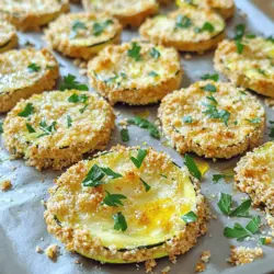 Für überbackene Parmesan-Zucchini benötigst du einige einfache, aber leckere Zutaten: - 4 mittlere Zucchinis, in 0,5 cm dicke Scheiben geschnitten - 1 Tasse geriebener Parmesan - 1 Tasse Semmelbrösel (vorzugsweise aus Vollkorn) - 2 Esslöffel Olivenöl - 2 Knoblauchzehen, fein gehackt - 1 Teelöffel getrockneter Oregano - 1 Teelöffel getrockneter Thymian - Salz und Pfeffer nach Geschmack - Frische Petersilie, gehackt (zum Garnieren) Diese Zutaten geben der Zucchini einen tollen Geschmack. Der Parmesan macht sie schön herzhaft und die Semmelbrösel sorgen für Knusprigkeit. Falls du eine Zutat nicht hast, gibt es Alternativen: - Anstelle von Parmesan kannst du Mozzarella oder Pecorino verwenden. - Für die Semmelbrösel kannst du auch Panko oder glutenfreie Brösel nehmen. - Wenn du keinen Oregano hast, probiere Basilikum oder Rosmarin. - Ersetze Olivenöl durch Rapsöl oder Sonnenblumenöl, wenn du magst. Diese Alternativen halten das Rezept spannend und passend für deine Vorräte. Wähle frische Zucchini für das beste Ergebnis. Hier sind einige Tipps: - Achte auf eine glatte Haut ohne Flecken oder Druckstellen. - Die Zucchini sollte fest und schwer in der Hand liegen. - Kleinere Zucchini sind oft zarter und geschmackvoller. - Kaufe Bio-Zucchini, wenn möglich, um Pestizide zu vermeiden. Mit diesen Tipps findest du die besten Zucchini für dein Gericht. Das hilft, den Geschmack zu verbessern und die Gesundheit zu fördern. Heize deinen Ofen auf 220°C vor. Dies ist wichtig, damit die Zucchini gleichmäßig garen. Bereite ein Backblech vor, indem du es mit Backpapier auslegst. So bleibt es sauber und die Zucchini kleben nicht fest. Nimm eine große Rührschüssel. Mische dort 1 Tasse geriebenen Parmesan mit 1 Tasse Semmelbrösel. Füge 2 fein gehackte Knoblauchzehen hinzu. Streue 1 Teelöffel getrockneten Oregano und 1 Teelöffel getrockneten Thymian in die Schüssel. Würze die Mischung mit Salz und Pfeffer. Rühre alles gut um, bis die Zutaten gleichmäßig verteilt sind. Jetzt ist es Zeit für die Zucchini. Schneide 4 mittlere Zucchinis in 0,5 cm dicke Scheiben. Gib die Zucchinischeiben in eine Schüssel. Beträufle sie mit 2 Esslöffeln Olivenöl und wende sie vorsichtig. Achte darauf, dass jede Scheibe gut bedeckt ist. Nimm dann jede Zucchinischeibe und tauche sie in die Parmesan-Semmelbrösel-Mischung. Achte darauf, dass beide Seiten gut beschichtet sind. Lege die panierten Zucchinischeiben in einer einzigen Schicht auf das Backblech. Backe sie für 20 bis 25 Minuten. Wende die Zucchinihälften zur Hälfte der Backzeit für eine gleichmäßige Bräunung. Sie sind fertig, wenn sie goldbraun und knusprig sind. Nimm das Blech aus dem Ofen und lasse die Zucchini kurz abkühlen. Garniere sie mit frisch gehackter Petersilie für einen Farbtupfer und extra Geschmack. Für das komplette Rezept, schaue dir die [Full Recipe] an. Ein häufiger Fehler ist, die Zucchini nicht gut abzutrocknen. Wenn die Zucchini feucht bleibt, wird das Gericht matschig. Schneiden Sie die Zucchini in gleichmäßige Scheiben, etwa 0,5 cm dick. So garen sie gleichmäßig. Ein weiterer Fehler ist, die Panade nicht richtig anzudrücken. Drücken Sie die Semmelbrösel gut an, damit sie haften bleiben. Um die perfekte Knusprigkeit zu erzielen, verwenden Sie frische Semmelbrösel. Sie geben mehr Textur. Ein hoher Backtemperatur von 220°C sorgt dafür, dass die Zucchini schnell schön braun werden. Wenden Sie die Zucchinischeiben in der Mitte der Backzeit. Das hilft, eine gleichmäßige Bräunung zu erreichen. Lassen Sie sie nach dem Backen kurz abkühlen, damit die Kruste fest bleibt. Präsentation zählt! Servieren Sie die Zucchini auf einem schönen Teller. Ein Dip, wie eine Joghurt-Dill-Sauce, passt perfekt dazu. Frische Petersilie bietet nicht nur Farbe, sondern auch zusätzlichen Geschmack. Schauen Sie sich die [Full Recipe] für mehr Details an. Genießen Sie das Gericht warm, um den vollen Geschmack zu erleben. {{image_4}} Für eine vegetarische Variante können Sie den Parmesan durch einen pflanzlichen Käse ersetzen. Viele Marken bieten geschmackvolle Alternativen an, die gut schmelzen. Achten Sie darauf, dass sie ohne tierische Produkte sind. Wenn Sie eine vegane Option möchten, nutzen Sie Nussmehl anstelle der Semmelbrösel. Das gibt einen tollen Crunch. Sie können auch Hefeflocken hinzufügen, um einen käsigen Geschmack zu erzielen. Diese Alternativen machen das Gericht leicht und gesund. Experimentieren Sie mit verschiedenen Gewürzen! Fügen Sie Paprika für eine süßliche Note hinzu oder Chili für etwas Schärfe. Eine Prise Zitronenschale bringt Frische in das Gericht. Für mehr Farbe und Geschmack können Sie auch gewürfelte Tomaten oder schwarze Oliven hinzufügen. Diese Zutaten machen die Zucchini noch schmackhafter und interessanter. Überbackene Zucchini passen gut zu vielen Beilagen. Servieren Sie sie mit einem frischen Salat, um eine ausgewogene Mahlzeit zu schaffen. Einfacher grüner Salat mit einem leichten Dressing ist ideal. Quinoa oder Couscous sind ebenfalls tolle Optionen. Sie sind nahrhaft und ergänzen die Zucchini perfekt. Für ein herzhaftes Essen sind gegrillte Hähnchenbrust oder ein Stück Fisch ebenfalls empfehlenswert. Diese Variationen machen das Gericht vielfältig und spannend. Probieren Sie die verschiedenen Optionen aus, um Ihre Lieblingskombination zu finden! Nachdem Sie die überbackenen Parmesan-Zucchini genossen haben, lagern Sie die Reste in einem luftdichten Behälter. Stellen Sie sicher, dass die Zucchini vollständig abgekühlt sind, bevor Sie sie hineinlegen. So bleiben sie frisch und lecker. Im Kühlschrank halten sie sich bis zu drei Tage. Wenn Sie mehr Zucchini zubereitet haben, können Sie sie auch einfrieren. Legen Sie die Zucchini auf ein Backblech und frieren Sie sie zunächst ein. Sobald sie fest sind, können Sie sie in einen Gefrierbeutel umfüllen. So halten sie sich bis zu drei Monate. Achten Sie darauf, das Datum auf den Beutel zu schreiben. Um die Zucchini wieder aufzuwärmen, heizen Sie Ihren Ofen auf 180°C vor. Legen Sie die Zucchini auf ein Backblech und backen Sie sie etwa 10 Minuten lang. So werden sie wieder knusprig. Alternativ können Sie sie auch in der Mikrowelle aufwärmen, jedoch verlieren sie dabei etwas von ihrer Knusprigkeit. Die Zucchini braucht etwa 20 bis 25 Minuten im Ofen. Du solltest die Zucchini nach der Hälfte der Zeit wenden. So wird sie gleichmäßig goldbraun und knusprig. Achte darauf, dass sie nicht zu lange backt, sonst wird sie matschig. Ja, du kannst andere Käsesorten ausprobieren. Mozzarella oder Cheddar sind gute Alternativen. Parmesan gibt einen besonderen Geschmack, aber auch andere Käsesorten können lecker sein. Experimentiere mit deinen Favoriten! Die Nährwerte können variieren, aber jede Portion hat etwa 150 Kalorien. Sie enthält viel Vitamin C und Ballaststoffe. Diese Zucchini sind eine gesunde Wahl für Snacks oder Beilagen. Ja, du kannst das Rezept glutenfrei zubereiten. Ersetze die Semmelbrösel durch glutenfreie Brösel oder Mandelmehl. So bleibt der leckere Geschmack erhalten, ohne Gluten zu verwenden. Für das beste Ergebnis solltest du die Zucchini gut mit Öl bedecken. Das hilft, dass die Panade knusprig wird. Achte darauf, die Semmelbrösel gut anzudrücken. So bleibt die Panade auch beim Backen schön haften. Überbackene Parmesan-Zucchini sind einfach und lecker. Wir haben die besten Zutaten und Schritte besprochen. Du weißt nun, wie man Zucchini wählt und zubereitet. Mit meinen Tipps und Tricks beherrschst du die perfekte Konsistenz und Knusprigkeit. Du kannst kreativ sein und verschiedene Variationen ausprobieren. Denke auch an die Lagerung der Reste. Wenn du Fragen hast, sind die FAQs hilfreich. Probiere das Rezept aus und genieße es!