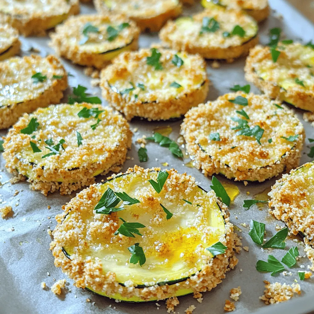 Für überbackene Parmesan-Zucchini benötigst du einige einfache, aber leckere Zutaten: - 4 mittlere Zucchinis, in 0,5 cm dicke Scheiben geschnitten - 1 Tasse geriebener Parmesan - 1 Tasse Semmelbrösel (vorzugsweise aus Vollkorn) - 2 Esslöffel Olivenöl - 2 Knoblauchzehen, fein gehackt - 1 Teelöffel getrockneter Oregano - 1 Teelöffel getrockneter Thymian - Salz und Pfeffer nach Geschmack - Frische Petersilie, gehackt (zum Garnieren) Diese Zutaten geben der Zucchini einen tollen Geschmack. Der Parmesan macht sie schön herzhaft und die Semmelbrösel sorgen für Knusprigkeit. Falls du eine Zutat nicht hast, gibt es Alternativen: - Anstelle von Parmesan kannst du Mozzarella oder Pecorino verwenden. - Für die Semmelbrösel kannst du auch Panko oder glutenfreie Brösel nehmen. - Wenn du keinen Oregano hast, probiere Basilikum oder Rosmarin. - Ersetze Olivenöl durch Rapsöl oder Sonnenblumenöl, wenn du magst. Diese Alternativen halten das Rezept spannend und passend für deine Vorräte. Wähle frische Zucchini für das beste Ergebnis. Hier sind einige Tipps: - Achte auf eine glatte Haut ohne Flecken oder Druckstellen. - Die Zucchini sollte fest und schwer in der Hand liegen. - Kleinere Zucchini sind oft zarter und geschmackvoller. - Kaufe Bio-Zucchini, wenn möglich, um Pestizide zu vermeiden. Mit diesen Tipps findest du die besten Zucchini für dein Gericht. Das hilft, den Geschmack zu verbessern und die Gesundheit zu fördern. Heize deinen Ofen auf 220°C vor. Dies ist wichtig, damit die Zucchini gleichmäßig garen. Bereite ein Backblech vor, indem du es mit Backpapier auslegst. So bleibt es sauber und die Zucchini kleben nicht fest. Nimm eine große Rührschüssel. Mische dort 1 Tasse geriebenen Parmesan mit 1 Tasse Semmelbrösel. Füge 2 fein gehackte Knoblauchzehen hinzu. Streue 1 Teelöffel getrockneten Oregano und 1 Teelöffel getrockneten Thymian in die Schüssel. Würze die Mischung mit Salz und Pfeffer. Rühre alles gut um, bis die Zutaten gleichmäßig verteilt sind. Jetzt ist es Zeit für die Zucchini. Schneide 4 mittlere Zucchinis in 0,5 cm dicke Scheiben. Gib die Zucchinischeiben in eine Schüssel. Beträufle sie mit 2 Esslöffeln Olivenöl und wende sie vorsichtig. Achte darauf, dass jede Scheibe gut bedeckt ist. Nimm dann jede Zucchinischeibe und tauche sie in die Parmesan-Semmelbrösel-Mischung. Achte darauf, dass beide Seiten gut beschichtet sind. Lege die panierten Zucchinischeiben in einer einzigen Schicht auf das Backblech. Backe sie für 20 bis 25 Minuten. Wende die Zucchinihälften zur Hälfte der Backzeit für eine gleichmäßige Bräunung. Sie sind fertig, wenn sie goldbraun und knusprig sind. Nimm das Blech aus dem Ofen und lasse die Zucchini kurz abkühlen. Garniere sie mit frisch gehackter Petersilie für einen Farbtupfer und extra Geschmack. Für das komplette Rezept, schaue dir die [Full Recipe] an. Ein häufiger Fehler ist, die Zucchini nicht gut abzutrocknen. Wenn die Zucchini feucht bleibt, wird das Gericht matschig. Schneiden Sie die Zucchini in gleichmäßige Scheiben, etwa 0,5 cm dick. So garen sie gleichmäßig. Ein weiterer Fehler ist, die Panade nicht richtig anzudrücken. Drücken Sie die Semmelbrösel gut an, damit sie haften bleiben. Um die perfekte Knusprigkeit zu erzielen, verwenden Sie frische Semmelbrösel. Sie geben mehr Textur. Ein hoher Backtemperatur von 220°C sorgt dafür, dass die Zucchini schnell schön braun werden. Wenden Sie die Zucchinischeiben in der Mitte der Backzeit. Das hilft, eine gleichmäßige Bräunung zu erreichen. Lassen Sie sie nach dem Backen kurz abkühlen, damit die Kruste fest bleibt. Präsentation zählt! Servieren Sie die Zucchini auf einem schönen Teller. Ein Dip, wie eine Joghurt-Dill-Sauce, passt perfekt dazu. Frische Petersilie bietet nicht nur Farbe, sondern auch zusätzlichen Geschmack. Schauen Sie sich die [Full Recipe] für mehr Details an. Genießen Sie das Gericht warm, um den vollen Geschmack zu erleben. {{image_4}} Für eine vegetarische Variante können Sie den Parmesan durch einen pflanzlichen Käse ersetzen. Viele Marken bieten geschmackvolle Alternativen an, die gut schmelzen. Achten Sie darauf, dass sie ohne tierische Produkte sind. Wenn Sie eine vegane Option möchten, nutzen Sie Nussmehl anstelle der Semmelbrösel. Das gibt einen tollen Crunch. Sie können auch Hefeflocken hinzufügen, um einen käsigen Geschmack zu erzielen. Diese Alternativen machen das Gericht leicht und gesund. Experimentieren Sie mit verschiedenen Gewürzen! Fügen Sie Paprika für eine süßliche Note hinzu oder Chili für etwas Schärfe. Eine Prise Zitronenschale bringt Frische in das Gericht. Für mehr Farbe und Geschmack können Sie auch gewürfelte Tomaten oder schwarze Oliven hinzufügen. Diese Zutaten machen die Zucchini noch schmackhafter und interessanter. Überbackene Zucchini passen gut zu vielen Beilagen. Servieren Sie sie mit einem frischen Salat, um eine ausgewogene Mahlzeit zu schaffen. Einfacher grüner Salat mit einem leichten Dressing ist ideal. Quinoa oder Couscous sind ebenfalls tolle Optionen. Sie sind nahrhaft und ergänzen die Zucchini perfekt. Für ein herzhaftes Essen sind gegrillte Hähnchenbrust oder ein Stück Fisch ebenfalls empfehlenswert. Diese Variationen machen das Gericht vielfältig und spannend. Probieren Sie die verschiedenen Optionen aus, um Ihre Lieblingskombination zu finden! Nachdem Sie die überbackenen Parmesan-Zucchini genossen haben, lagern Sie die Reste in einem luftdichten Behälter. Stellen Sie sicher, dass die Zucchini vollständig abgekühlt sind, bevor Sie sie hineinlegen. So bleiben sie frisch und lecker. Im Kühlschrank halten sie sich bis zu drei Tage. Wenn Sie mehr Zucchini zubereitet haben, können Sie sie auch einfrieren. Legen Sie die Zucchini auf ein Backblech und frieren Sie sie zunächst ein. Sobald sie fest sind, können Sie sie in einen Gefrierbeutel umfüllen. So halten sie sich bis zu drei Monate. Achten Sie darauf, das Datum auf den Beutel zu schreiben. Um die Zucchini wieder aufzuwärmen, heizen Sie Ihren Ofen auf 180°C vor. Legen Sie die Zucchini auf ein Backblech und backen Sie sie etwa 10 Minuten lang. So werden sie wieder knusprig. Alternativ können Sie sie auch in der Mikrowelle aufwärmen, jedoch verlieren sie dabei etwas von ihrer Knusprigkeit. Die Zucchini braucht etwa 20 bis 25 Minuten im Ofen. Du solltest die Zucchini nach der Hälfte der Zeit wenden. So wird sie gleichmäßig goldbraun und knusprig. Achte darauf, dass sie nicht zu lange backt, sonst wird sie matschig. Ja, du kannst andere Käsesorten ausprobieren. Mozzarella oder Cheddar sind gute Alternativen. Parmesan gibt einen besonderen Geschmack, aber auch andere Käsesorten können lecker sein. Experimentiere mit deinen Favoriten! Die Nährwerte können variieren, aber jede Portion hat etwa 150 Kalorien. Sie enthält viel Vitamin C und Ballaststoffe. Diese Zucchini sind eine gesunde Wahl für Snacks oder Beilagen. Ja, du kannst das Rezept glutenfrei zubereiten. Ersetze die Semmelbrösel durch glutenfreie Brösel oder Mandelmehl. So bleibt der leckere Geschmack erhalten, ohne Gluten zu verwenden. Für das beste Ergebnis solltest du die Zucchini gut mit Öl bedecken. Das hilft, dass die Panade knusprig wird. Achte darauf, die Semmelbrösel gut anzudrücken. So bleibt die Panade auch beim Backen schön haften. Überbackene Parmesan-Zucchini sind einfach und lecker. Wir haben die besten Zutaten und Schritte besprochen. Du weißt nun, wie man Zucchini wählt und zubereitet. Mit meinen Tipps und Tricks beherrschst du die perfekte Konsistenz und Knusprigkeit. Du kannst kreativ sein und verschiedene Variationen ausprobieren. Denke auch an die Lagerung der Reste. Wenn du Fragen hast, sind die FAQs hilfreich. Probiere das Rezept aus und genieße es!
