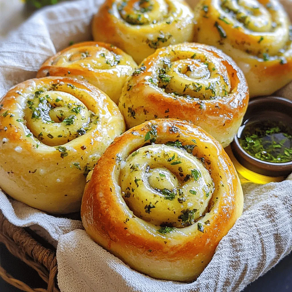 Um die perfekten Kräuter-Knoblauch-Schneckenbrötchen zu machen, brauchen wir: - 3 Tassen Weizenmehl (Type 550) - 1 Päckchen (2 ¼ Teelöffel) Trockenhefe - 1 Tasse warme Milch (ca. 43°C) - 1/4 Tasse Zucker - 1/4 Tasse ungesalzene Butter, geschmolzen - 1 Teelöffel Salz - 1 großes Ei - 4 Knoblauchzehen, fein gehackt - 1/4 Tasse frische Petersilie, fein gehackt - 1/4 Tasse frisches Basilikum, fein gehackt - 1/4 Tasse frisch geriebener Parmesan - 1 Esslöffel Olivenöl - Zusätzliche geschmolzene Butter zum Bestreichen Jede Zutat spielt eine wichtige Rolle. Das Mehl gibt dem Teig Struktur. Die Hefe lässt die Brötchen schön aufgehen. Milch macht sie weich und fluffig. Der Zucker sorgt für eine leichte Süße, während die Butter den Brötchen Geschmack verleiht. Frische Kräuter sind der Schlüssel zu einem tollen Geschmack. Petersilie bringt Frische und Farbe. Basilikum gibt einen süßen, aromatischen Geschmack. Knoblauch fügt Tiefe und Würze hinzu. Die Vorteile von frischen Kräutern sind groß. Sie sind reich an Vitaminen und Antioxidantien. Sie steigern den Nährwert der Brötchen. Außerdem fördern sie die Verdauung und können die Immunität stärken. Wer frische Kräuter verwendet, merkt schnell den Unterschied. Sie sind geschmackvoller und gesünder als getrocknete Kräuter. Wenn du keine frischen Kräuter hast, kannst du getrocknete verwenden. Nutze 1 Esslöffel getrocknete Kräuter für jeden 1/4 Tasse frischer Kräuter. Für eine laktosefreie Option kannst du pflanzliche Milch und Margarine nutzen. Wenn du keinen Parmesan hast, probiere einen anderen Hartkäse. Diese Alternativen machen das Rezept flexibler. Du kannst die Brötchen nach deinem Geschmack anpassen. Sie bleiben dennoch lecker und aromatisch. Um die perfekte Basis für deine Herb & Garlic Swirl Rolls zu schaffen, beginne mit dem Teig. In einer großen Schüssel vermenge warme Milch, Zucker und Trockenhefe. Lass die Mischung etwa 5 Minuten stehen, bis sie schaumig wird. Das zeigt, dass die Hefe aktiv ist. Füge dann geschmolzene Butter, Salz und ein Ei hinzu. Rühre alles gut durch. Jetzt kommt das Mehl hinzu. Gib es nach und nach dazu, bis ein weicher Teig entsteht. Knete den Teig auf einer bemehlten Fläche für 5 bis 7 Minuten, bis er glatt und elastisch ist. Leg den Teig in eine gefettete Schüssel, decke ihn mit einem Tuch ab und lass ihn an einem warmen Ort für 1 Stunde gehen. Der Teig sollte sich in diesem Zeitraum verdoppeln. Während der Teig aufgeht, bereite die Füllung vor. In einer kleinen Schüssel vermenge fein gehackte Knoblauchzehen, Petersilie, Basilikum und geriebenen Parmesan. Diese Mischung bringt den herzhaften Geschmack, den wir wollen. Stelle die Füllung beiseite, bis der Teig fertig ist. Wenn der Teig aufgegangen ist, drücke ihn sanft mit der Faust. Rolle ihn auf einer bemehlten Fläche in ein Rechteck von etwa 0,5 cm Dicke aus. Bestreiche die Oberfläche leicht mit Olivenöl. Verteile die Knoblauch-Kräuter-Mischung gleichmäßig darauf. Rolle den Teig vom längeren Rand her straff auf, um einen Zylinder zu formen. Schneide den Zylinder in 12 gleich große Stücke. Setze die Brötchen in eine gefettete Auflaufform und lasse etwas Platz zwischen ihnen. Decke die Form mit einem sauberen Tuch ab und lass die Brötchen 30 Minuten gehen. Währenddessen heize den Ofen auf 190°C vor. Backe die Brötchen für 20 bis 25 Minuten, bis sie goldbraun sind. In den letzten 5 Minuten bestreiche die Oberflächen mit geschmolzener Butter für einen schönen Glanz. Nimm die Brötchen aus dem Ofen und lass sie kurz abkühlen. Jetzt kannst du die warmen Brötchen genießen! Um den perfekten Teig für die Kräuter-Knoblauch-Schneckenbrötchen zu machen, ist die richtige Temperatur wichtig. Verwende warme Milch, nicht heiß. Die Hefe braucht Wärme, um zu aktivieren. Lass den Teig nach dem Kneten an einem warmen Ort gehen. Er sollte sich verdoppeln. Fühle den Teig mit deinen Händen an. Er sollte weich und elastisch sein, nicht klebrig. Wenn er zu klebrig ist, füge etwas mehr Mehl hinzu. Knete den Teig gut, etwa 5-7 Minuten, bis er glatt ist. Die Backzeit kann je nach Ofen variieren. Stelle deinen Ofen auf 190°C ein. Backe die Brötchen 20-25 Minuten. Achte darauf, dass sie goldbraun und fest sind. Wenn die Oberseite zu schnell bräunt, decke sie mit Alufolie ab. Ein guter Trick: Ein Holzlöffel hilft, die Ofentür leicht offen zu halten. So kann die Feuchtigkeit entweichen. Das macht die Brötchen fluffiger. Käse macht die Füllung reichhaltig. Parmesan ist klassisch, aber du kannst auch andere Sorten verwenden. Mozzarella sorgt für eine schöne Dehnbarkeit. Feta gibt einen salzigen Kick. Experimentiere mit Käsemischungen. Mische Gouda mit Parmesan für eine tolle Textur. Denke daran, die Käse so zu schneiden, dass sie gut mit den Kräutern vermischt werden. Für die Füllung kannst du auch Käse ganz weglassen. Die Kräuter und der Knoblauch sind bereits sehr aromatisch. Probiere verschiedene Kombinationen aus und finde deinen persönlichen Favoriten. {{image_4}} Du kannst die Kräuter-Knoblauch-Schneckenbrötchen ganz einfach vegan machen. Verwende pflanzliche Milch anstelle von normaler Milch. Ersetze die Butter durch vegane Margarine und das Ei durch einen Leinsamen-Ersatz. Mische einen Esslöffel Leinsamen mit drei Esslöffeln Wasser. Lass es kurz quellen. So wird der Teig schön locker und die Brötchen behalten ihren guten Geschmack. Für eine glutenfreie Variante nimm glutenfreies Mehl. Achte darauf, dass das Mehl eine Mischung aus verschiedenen glutenfreien Mehlen ist. Füge auch etwas Xanthan hinzu, um die Struktur zu verbessern. Halte dich an das Grundrezept, aber lass den Teig etwas länger gehen. So wird er fluffiger und die Brötchen werden besser. Sei kreativ mit der Füllung! Du kannst Zutaten wie Spinat, getrocknete Tomaten oder Oliven hinzufügen. Ein bisschen Feta-Käse gibt einen tollen Geschmack. Probiere auch, verschiedene Kräuter wie Thymian oder Oregano zu verwenden. Für eine scharfe Note kannst du Chili oder Paprika hinzufügen. Entdecke, was dir am besten schmeckt! Für das vollständige Rezept, siehe [Full Recipe]. Um die Kräuter-Knoblauch-Schneckenbrötchen frisch zu halten, lagere sie in einem luftdichten Behälter. Dies schützt sie vor Feuchtigkeit und hält sie weich. Du kannst auch ein Tuch um die Brötchen wickeln, bevor du sie in den Behälter legst. So bleibt die Kruste knusprig und der Innenraum weich. Lagere die Brötchen bei Raumtemperatur, aber nicht in direktem Sonnenlicht. Falls du Brötchen übrig hast, friere sie ein, um ihre Frische zu erhalten. Lass die Brötchen zuerst abkühlen, bevor du sie in einen Gefrierbeutel legst. Drücke die Luft aus dem Beutel, um Gefrierbrand zu vermeiden. Beschrifte den Beutel mit dem Datum. So weißt du, wann du sie eingefroren hast. Diese Brötchen bleiben bis zu drei Monate frisch im Gefrierschrank. Um die Brötchen wieder aufzuheizen, heize deinen Ofen auf 180°C vor. Lege die Brötchen auf ein Backblech und backe sie etwa 10 Minuten lang. So werden sie warm und knusprig. Alternativ kannst du die Brötchen in der Mikrowelle für 15 bis 30 Sekunden aufwärmen. Dies ist schneller, macht sie jedoch weicher. Für den besten Geschmack, nutze den Ofen! Die Kräuter-Knoblauch-Schneckenbrötchen sind frisch am besten. Sie halten sich etwa 2-3 Tage bei Raumtemperatur. Lagern Sie sie in einem luftdichten Behälter. So bleiben sie weich. Wenn Sie länger aufbewahren möchten, frieren Sie die Brötchen ein. Im Gefrierfach halten sie bis zu 3 Monate. Lassen Sie sie vor dem Servieren bei Raumtemperatur auftauen. Ja, die Füllung ist sehr flexibel. Sie können verschiedene Kräuter verwenden, wie Thymian oder Oregano. Auch Käse ist anpassbar. Feta oder Mozzarella passen gut dazu. Probieren Sie, die Füllung mit getrockneten Tomaten oder Oliven zu ergänzen. Seien Sie kreativ! Ihre persönlichen Vorlieben machen die Brötchen einzigartig. Fertige Kräuter-Knoblauch-Schneckenbrötchen finden Sie in vielen Bäckereien und Feinkostläden. Auch einige Supermärkte bieten sie an. Suchen Sie nach frischen Brötchen in der Bäckereiabteilung. Online können Sie auch nach speziellen Bäckereien suchen, die solche Brötchen liefern. Achten Sie auf die Qualität und die frischen Zutaten. In diesem Blogbeitrag haben wir die Zutaten und deren Vorteile erkundet. Die Schritt-für-Schritt-Anleitung zeigte, wie man perfekte Brötchen macht. Tipps und Tricks helfen dir, den Teig zu optimieren. Wir haben auch leckere Variationen und Lagerungshinweise geteilt. Denke daran, dass Kochen Spaß macht und kreativ ist. Experimentiere mit Zutaten und finde deinen eigenen Stil. So entstehen köstliche Brötchen, die jedem schmecken.