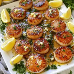 Für diese köstlichen Jakobsmuscheln benötigst du einige einfache Zutaten: - 12 große Jakobsmuscheln, gereinigt und trocken getupft - 2 Esslöffel Olivenöl - 2 Esslöffel ungesalzene Butter - 1 Teelöffel Knoblauch, gehackt - 1 Teelöffel frischer Zitronenabrieb - 2 Esslöffel frische Petersilie, gehackt - Salz und frisch gemahlener schwarzer Pfeffer nach Geschmack - Zitronenspalten zum Servieren Diese Zutaten sind leicht zu finden. Achte darauf, dass die Jakobsmuscheln frisch sind. Frische Meeresfrüchte machen den Unterschied. Die Gewürze sind entscheidend für den Geschmack. Ich benutze Salz und Pfeffer, um die Jakobsmuscheln zu würzen. Der Knoblauch bringt eine schöne Tiefe. Frischer Zitronenabrieb gibt einen spritzigen Kick. Petersilie sorgt für Frische und Farbe. Diese Aromen heben das Gericht auf ein neues Level. Wenn du die Jakobsmuscheln servierst, achte auf eine schöne Präsentation. Eine große, weiße Platte eignet sich hervorragend. Träufle die Knoblauchbutter über die Jakobsmuscheln. Garniere das Gericht mit zusätzlicher Petersilie und Zitronenspalten. Für eine vollständige Mahlzeit passen ein einfacher grüner Salat oder ein cremiges Risotto gut dazu. Du kannst auch Mikrogemüse verwenden, um das Gericht zu verfeinern. So wird es nicht nur lecker, sondern sieht auch toll aus. Zuerst müssen die Jakobsmuscheln gut vorbereitet werden. Achten Sie darauf, dass sie ganz trocken sind. Feuchtigkeit kann die Knusprigkeit ruinieren. Tupfen Sie die Jakobsmuscheln mit Papiertüchern ab. Würzen Sie sie dann auf beiden Seiten leicht mit Salz und frisch gemahlenem schwarzen Pfeffer. Diese einfache Würze bringt den Geschmack der Jakobsmuscheln zur Geltung. Jetzt ist es Zeit, die Pfanne vorzubereiten. Nehmen Sie eine große Pfanne aus Edelstahl oder Gusseisen. Erhitzen Sie das Olivenöl bei mittelhoher Hitze. Warten Sie, bis das Öl zu schimmern beginnt. Dies zeigt, dass es heiß genug ist. Ein heißes Öl ist wichtig, um eine schöne Kruste zu erzeugen. Legen Sie die Jakobsmuscheln vorsichtig in die Pfanne. Achten Sie darauf, sie nicht zu überfüllen. Wenn nötig, braten Sie in Chargen. Lassen Sie die Jakobsmuscheln 2-3 Minuten braten, ohne sie zu bewegen. Warten Sie auf die goldbraune Kruste. Dann wenden Sie die Jakobsmuscheln und fügen Sie die Butter, den Knoblauch und den Zitronenabrieb hinzu. Löffeln Sie die schmelzende Butter über die Jakobsmuscheln. Braten Sie sie 1-2 Minuten weiter, bis sie undurchsichtig sind. Sie sollten sich fest anfühlen, aber leicht nachgeben. Nehmen Sie die Jakobsmuscheln aus der Pfanne und servieren Sie sie heiß mit Zitronenspalten. Für das vollständige Rezept, schauen Sie sich die [Full Recipe] an. Wenn du Jakobsmuscheln braten willst, gibt es einige Fehler, die du vermeiden solltest. Der größte Fehler ist, die Jakobsmuscheln nicht gut zu trocknen. Nasse Jakobsmuscheln werden nicht knusprig. Ein weiterer Fehler ist, die Muscheln zu oft zu bewegen. Lass sie einfach braten, damit sie eine schöne Kruste bilden. Für die perfekte Zubereitung ist die richtige Pfanne wichtig. Eine große, schwere Pfanne funktioniert am besten. Sie speichert die Hitze gut. Heize die Pfanne auf mittelhohe Hitze vor. Das Öl sollte schimmern, bevor du die Jakobsmuscheln hinzufügst. Zu hohe Hitze kann sie verbrennen, während zu niedrige Hitze sie nicht bräunt. Die Trockenheit der Jakobsmuscheln ist entscheidend. Wenn sie feucht sind, wird die Kruste nicht perfekt. Tupfe sie vor dem Kochen gut mit einem Papiertuch ab. So kannst du die beste Textur und den besten Geschmack erreichen. Das ist der Schlüssel zum Erfolg bei diesem Gericht. Für die vollständige Anleitung, schau dir das [Full Recipe] an. {{image_4}} Um Ihre Jakobsmuscheln noch spannender zu machen, können Sie neue Aromen hinzufügen. Zum Beispiel können Sie etwas Chili-Flocken für einen scharfen Kick verwenden. Auch frischer Ingwer passt gut dazu und bringt eine süße Schärfe. Für ein asiatisches Flair probieren Sie Sojasauce oder Sesamöl. Diese Zutaten bringen eine neue Dimension in den Geschmack. Jakobsmuscheln sind köstlich, aber sie brauchen tolle Beilagen. Ein frischer Salat mit Zitrusfrüchten ergänzt die Meeresfrüchte perfekt. Auch ein cremiges Risotto passt großartig dazu. Wenn Sie etwas Einfaches wollen, sind gebratene grüne Bohnen oder Spargel eine gute Wahl. Diese Beilagen machen Ihr Gericht zu einer vollständigen Mahlzeit. Wenn Sie eine vegane Option suchen, probieren Sie gebratene Portobello-Pilze. Sie haben eine ähnliche Textur und nehmen die Aromen gut auf. Auch Blumenkohlsteaks sind eine tolle Wahl. Würzen Sie sie gut und braten Sie sie knusprig an. Diese Alternativen bieten einen leckeren Geschmack ohne tierische Produkte. Wenn Sie Reste von den knusprigen Jakobsmuscheln haben, lassen Sie sie zuerst auf Raumtemperatur abkühlen. Legen Sie die Jakobsmuscheln in einen luftdichten Behälter. Trennen Sie die Jakobsmuscheln von der Sauce, um die Knusprigkeit zu bewahren. So bleiben sie frisch und lecker. Die beste Methode, um Jakobsmuscheln wieder zu erwärmen, ist die Pfanne. Erhitzen Sie etwas Olivenöl in einer Pfanne bei mittlerer Hitze. Fügen Sie die Jakobsmuscheln hinzu und braten Sie sie etwa eine Minute lang. So bleiben sie knusprig und warm. Vermeiden Sie die Mikrowelle, da sie die Textur ruinieren kann. Im Kühlschrank bleiben die Reste bis zu zwei Tage frisch. Achten Sie darauf, die Jakobsmuscheln gut verschlossen zu halten. Wenn Sie sie länger aufbewahren möchten, empfehlen Sie das Einfrieren. Das Einfrieren kann jedoch die Textur beeinträchtigen, also überlegen Sie gut. Jakobsmuscheln brauchen nur etwa 4-5 Minuten zum Kochen. Braten Sie sie 2-3 Minuten auf einer Seite, bis sie goldbraun sind. Wenden Sie sie dann vorsichtig und braten Sie sie 1-2 Minuten auf der anderen Seite. Überprüfen Sie, ob sie fest sind und nicht mehr durchsichtig. So sind sie perfekt gegart. Die besten Beilagen zu Jakobsmuscheln sind leicht und frisch. Hier sind ein paar Ideen: - Grüner Salat mit Zitronen-Vinaigrette - Risotto mit Zitronen und Kräutern - Gegrilltes Gemüse wie Spargel oder Zucchini - Kartoffelpüree für eine cremige Textur - Pasta mit Knoblauch und Olivenöl Kombinieren Sie diese Beilagen, um eine köstliche Mahlzeit zu schaffen. Ja, Sie können gefrorene Jakobsmuscheln verwenden. Lassen Sie sie zuerst im Kühlschrank auftauen. Tupfen Sie sie dann mit einem Tuch trocken. Dies hilft, die Knusprigkeit zu bewahren. Achten Sie darauf, sie gut zu würzen und in einer heißen Pfanne zu braten wie in der [Full Recipe]. Das Kochen von Jakobsmuscheln ist einfach, wenn man die richtigen Schritte beachtet. Wir haben die besten Zutaten, Zubereitungsmethoden und Tricks besprochen. Vergessen Sie nicht, die Jakobsmuscheln vor dem Braten gründlich zu trocknen. Variationen helfen Ihnen, neue Geschmäcker zu entdecken. Bewahren Sie Reste richtig auf und lernen Sie, sie erneut zu genießen. Mit diesen Tipps werden Sie jedes Mal perfekte Jakobsmuscheln zaubern!