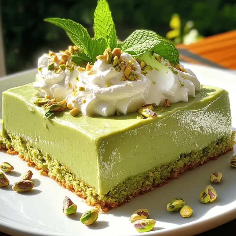 - Weizenmehl: Für die Basis des Kuchens. Es gibt dem Kuchen Struktur. - Pflanzliche Milchsorten: Ich benutze Mandel-, Kokos- und Pistazienmilch. Sie sorgen für Geschmack und Feuchtigkeit. - Zucker und Pflanzenöl: Zucker macht den Kuchen süß, während das Öl ihn saftig hält. - Ungesüßte Kokoscreme: Diese wird auf den Kuchen gestrichen. Sie gibt eine cremige Textur. - Gehackte Pistazien: Diese sorgen für den Crunch und ergänzen den Geschmack. - Frische Minzblätter (optional): Sie bringen Farbe und einen frischen Geschmack auf den Kuchen. Ich finde, dass die Auswahl der Zutaten für diesen veganen Pistazio Tres Leches Kuchen sehr wichtig ist. Die pflanzlichen Milchsorten sind nicht nur lecker, sondern auch gesund. Das macht das Rezept einfach und köstlich. Wenn Sie mehr über die Zubereitung erfahren möchten, schauen Sie sich das Full Recipe an. Heize deinen Ofen auf 175°C vor. Fette eine runde 20-cm-Kuchenform ein und bestäube sie leicht mit Mehl. So bleibt der Kuchen beim Backen nicht kleben. In einer großen Schüssel kombiniere die trockenen Zutaten. Mische Weizenmehl, Backpulver, Natron und Salz gut zusammen. Siebe die Mischung, um Klumpen zu entfernen. In einer separaten Schüssel stellst du die feuchten Zutaten her. Vermenge Mandelmilch, Kokosmilch, Pistazienmilch, Pflanzenöl, Zucker und Vanilleextrakt mit einem Schneebesen. Rühre, bis alle Zutaten gut vermischt sind. Gieße die feuchten Zutaten langsam in die Schüssel mit den trockenen Zutaten. Rühre vorsichtig, bis alles gerade so vermischt ist. Es ist okay, wenn ein paar Klumpen bleiben. Gieße den Teig in die vorbereitete Kuchenform. Backe den Kuchen für 25-30 Minuten. Er ist fertig, wenn ein Zahnstocher sauber herauskommt. Nehme den Kuchen aus dem Ofen und lasse ihn 10 Minuten abkühlen. Danach lege ihn auf ein Kuchengitter, um vollständig abzukühlen. Bereite nun die Tres Leches Mischung vor. In einer Schüssel vermische die restliche Mandelmilch, Kokosmilch und Pistazienmilch. Rühre gut, bis die Mischung glatt ist. Sobald der Kuchen abgekühlt ist, steche mit einem Zahnstocher Löcher in die Oberseite. Gieße die Pistazienmischung gleichmäßig über den Kuchen. Lass die Flüssigkeit mindestens 30 Minuten einziehen. Während der Kuchen einweicht, schlage die Kokoscreme mit einem Handmixer, bis sie luftig und dick ist. Verteile die Kokoscreme gleichmäßig über den eingeweichten Kuchen. Bestreue den Kuchen mit gehackten Pistazien und garniere ihn optional mit frischen Minzblättern. Für mehr Details schaue dir das [Full Recipe] an. - Feuchtigkeit im Kuchen bewahren: Um die Feuchtigkeit im veganen Pistazio Tres Leches Kuchen zu sichern, benutze hochwertige pflanzliche Milch. Diese bringt nicht nur Geschmack, sondern auch Saftigkeit. Achte darauf, den Kuchen nach dem Backen gut einzuweichen. So nimmt er die feuchtigkeitsspendende Mischung perfekt auf. - Backzeit und -temperatur anpassen: Jeder Ofen ist anders. Stelle die Temperatur auf 175°C ein, aber beobachte den Kuchen genau. Backe ihn für 25-30 Minuten. Ein Zahnstocher sollte sauber herauskommen. Wenn nicht, lass den Kuchen ein paar Minuten länger backen. - Ansprechende Präsentation: Die Präsentation ist wichtig. Serviere den Kuchen auf einem weißen Teller. So hebt sich das grüne Pistazien-Topping gut ab. Du kannst auch etwas Pistazienmilch um den Kuchen träufeln. Das sieht nicht nur schön aus, sondern schmeckt auch gut. - Kreative Garnituroptionen: Sei kreativ mit deinen Garnituren. Gehackte Pistazien sind ein Muss, aber frische Minzblätter bringen einen tollen Farbkontrast. Du kannst auch essbare Blumen verwenden, um dem Kuchen einen Hauch von Eleganz zu verleihen. {{image_4}} Um deinen veganen Pistazio Tres Leches Kuchen interessanter zu machen, kannst du die Geschmäcker anpassen. Du kannst verschiedene Nüsse verwenden, wenn du keine Pistazien magst. Mandeln oder Walnüsse sind gute Alternativen. Diese Nüsse bringen ihren eigenen, leckeren Geschmack in den Kuchen. Zusätzlich kannst du aromatische Zutaten hinzufügen. Zimt gibt eine warme Note, während Kurkuma eine schöne Farbe und einen leichten Geschmack hinzufügt. Experimentiere mit diesen Zutaten, um deine eigene Version zu kreieren. Wenn du eine glutenfreie Diät einhältst, gibt es einfache Wege, diesen Kuchen für dich anzupassen. Du kannst Weizenmehl durch glutenfreies Mehl ersetzen. Reismehl oder Mandelmehl sind gute Optionen. Diese Mehle geben dem Kuchen eine einzigartige Textur. Es gibt auch glutenfreie Mehlmischungen im Handel. Diese Mischungen sind oft eine einfache Lösung für glutenfreies Backen. Schau auf die Verpackung, um sicherzustellen, dass sie gut für Kuchen geeignet sind. So kannst du sicherstellen, dass dein veganer Pistazio Tres Leches Kuchen auch glutenfrei und lecker ist. Bewahre den veganen Pistazien Tres Leches Kuchen im Kühlschrank auf. Decke ihn gut ab, damit er frisch bleibt. Ein luftdichter Behälter funktioniert gut. Vor dem Servieren solltest du den Kuchen leicht aufwärmen. Das macht ihn noch schmackhafter und saftiger. Der Kuchen hält sich im Kühlschrank etwa 4 bis 5 Tage. Du kannst ihn auch einfrieren. Schneide den Kuchen in Stücke, bevor du ihn einfrierst. Verwende Gefrierbeutel oder -behälter. So bleibt er frisch und lecker. Zum Auftauen lege ihn einfach in den Kühlschrank über Nacht. So bleibt die Textur gut. Ja, du kannst Pistazienmilch ersetzen. Nutze einfach mehr Kokosmilch oder Mandelmilch. Diese Alternativen sind ebenfalls lecker und sorgen für eine feuchte Textur. Du kannst auch Haselnussmilch ausprobieren für einen anderen Geschmack. Wenn du eine nussfreie Option suchst, nimm Hafermilch oder Reisdrink. Es ist leicht, den Kuchen nach deinem Geschmack anzupassen. Der Kuchen bleibt etwa fünf bis sieben Tage frisch, wenn du ihn im Kühlschrank aufbewahrst. Sein Wassergehalt macht ihn feucht, aber auch anfälliger für Schimmel. Achte darauf, ihn in einem luftdichten Behälter zu lagern. So bleibt er länger gut. Wenn du ihn länger aufbewahren möchtest, kannst du ihn auch einfrieren. In diesem Fall, decke ihn gut ab. Normalerweise enthält das Rezept Weizenmehl. Du kannst jedoch glutenfreies Mehl verwenden, um den Kuchen glutenfrei zu machen. Achte darauf, eine Mischung aus glutenfreiem Mehl zu wählen, die für Kuchen geeignet ist. Einige Optionen sind Mandelmehl oder Reismehl. Das Ergebnis wird weiterhin lecker sein, aber die Textur kann etwas anders sein. Ja, dieser Kuchen schmeckt am besten gekühlt. Die kühle Temperatur verbessert den Geschmack und die Textur. Nach dem Backen und Einweichen solltest du ihn mindestens eine Stunde im Kühlschrank lagern. So kann die Tres Leches Mischung gut einziehen. Serviere ihn direkt aus dem Kühlschrank für den besten Genuss. Der vegane Pistazien Tres Leches Kuchen ist einfach und lecker. Wir haben die Hauptzutaten wie Weizenmehl, pflanzliche Milch und Zucker besprochen. Die Schritt-für-Schritt-Anleitung hilft dir beim Backen und Einweichen. Tipps und Tricks sorgen für perfekte Ergebnisse. Variationen ermöglichen dir, das Rezept nach deinem Geschmack anzupassen. Die Lagerungstipps sorgen dafür, dass dein Kuchen frisch bleibt. Mit diesen Informationen kannst du jetzt sofort loslegen und deinen eigenen köstlichen Kuchen backen. Viel Spaß beim Ausprobieren!
