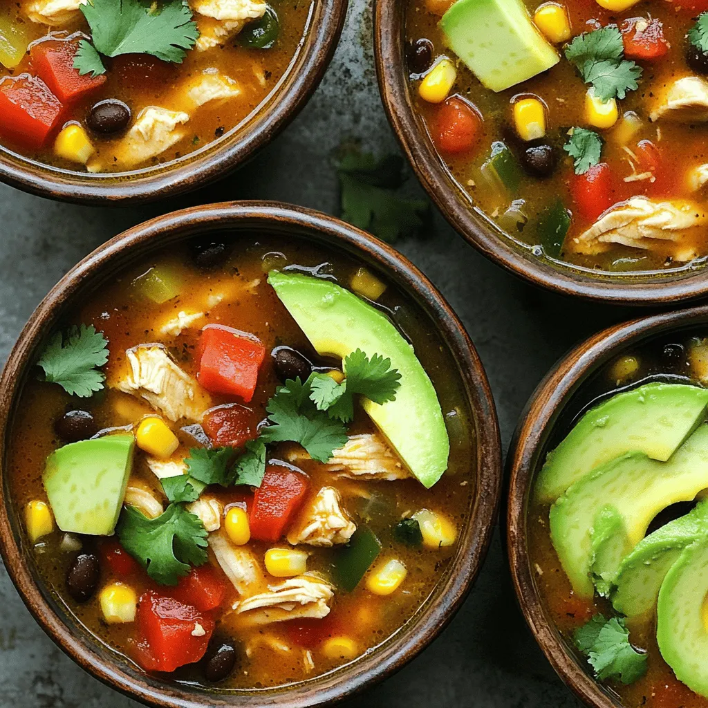 Für diese einfache Chicken Fajita Soup benötigst du folgende Hauptzutaten: - 2 Hähnchenbrustfilets - 1 Liter Hühnerbrühe - 1 Dose gehackte Tomaten - 1 Tasse Mais Diese Zutaten bilden die Basis für deine Suppe. Das Hähnchen gibt der Suppe Proteine. Die Hühnerbrühe sorgt für einen leckeren Geschmack. Gehackte Tomaten fügen Süße und Säure hinzu. Der Mais bringt eine knackige Textur. Um die Suppe aufzupeppen, brauchst du auch einige Gewürze: - Chili-Pulver - Kreuzkümmel - Geräucherte Paprika Chili-Pulver gibt der Suppe Schärfe. Kreuzkümmel fügt erdige Noten hinzu. Geräucherte Paprika bringt ein rauchiges Aroma. Diese Gewürze machen deine Suppe besonders und lecker. Die Garnierungen machen das Gericht komplett: - Frischer Koriander - Avocadoscheiben - Sauerrahm Frischer Koriander bringt Frische. Avocadoscheiben sorgen für Cremigkeit. Sauerrahm rundet den Geschmack ab. Du kannst auch geriebenen Käse hinzufügen, wenn du magst. Diese Beilagen machen deine Suppe noch köstlicher und schöner. Mit diesen Zutaten bereitest du die beste Chicken Fajita Soup zu. Für das vollständige Rezept, schau dir den [Full Recipe] an. Um die einfache Chicken Fajita Soup zuzubereiten, beginne mit der Vorbereitung der Zutaten. - Hähnchenbrust filetiert und gewürfelt: Nimm zwei Hähnchenbrustfilets. Entferne die Haut und Knochen. Würfle die Bruststücke in gleich große Stücke. Dies hilft beim gleichmäßigen Garen. - Gemüse schneiden: Schneide eine mittlere Zwiebel in grobe Stücke. Nimm eine rote und eine grüne Paprika. Schneide sie in Streifen. Hacke zwei Knoblauchzehen fein. Jetzt geht es an das Kochen. - Zwiebel und Hähnchen anbraten: Erhitze einen großen Topf bei mittlerer Hitze. Gib einen Esslöffel Olivenöl hinein. Füge die Zwiebel hinzu und brate sie 3-4 Minuten, bis sie weich wird. Dann kommen die gewürfelten Hähnchenstücke hinein. Brate sie 5-6 Minuten, bis sie goldbraun sind. - Weitere Zutaten hinzufügen: Rühre die geschnittenen Paprika und den Knoblauch unter. Koche das Ganze für 3 Minuten weiter. Füge nun die gehackten Tomaten, Hühnerbrühe, Chili-Pulver, Kreuzkümmel und geräucherten Paprika hinzu. Lass die Mischung aufkochen. Jetzt ist es Zeit, die Suppe zu servieren. - Garnierung und Serviervorschläge: Verteile die Suppe auf Schalen. Garniere sie mit frischem Koriander. Füge Avocadoscheiben, geriebenen Käse und Sauerrahm nach Wunsch hinzu. - Zubereitungszeit und Portionen: Die Zubereitung dauert 15 Minuten. Die gesamte Kochzeit beträgt 35 Minuten. Diese Suppe reicht für 4-6 Portionen. Für die vollständige Rezeptanleitung, schau dir das [Full Recipe] an. - Hähnchen richtig anbraten: Beginne mit der Hähnchenbrust. Schneide sie in kleine Würfel. Erhitze das Olivenöl in einem großen Topf. Brate das Hähnchen bei mittlerer Hitze, bis es goldbraun ist. Das dauert etwa 5 bis 6 Minuten. Eine schöne Bräunung bringt mehr Geschmack. - Temperaturkontrolle: Halte die Hitze gleichmäßig. Zu hohe Hitze kann das Hähnchen außen anbrennen und innen roh lassen. Stelle sicher, dass die Hitze ideal ist, um eine gleichmäßige Garung zu erreichen. - Limettensaft hinzufügen: Kurz vor dem Servieren, füge frischen Limettensaft hinzu. Das gibt der Suppe einen frischen Kick. Es hebt die Aromen und macht die Suppe lebendig. - Gewürze nach persönlichem Geschmack anpassen: Jeder hat andere Vorlieben. Probiere die Suppe und passe die Gewürze an. Mehr Chili-Pulver für Schärfe oder mehr Kreuzkümmel für einen erdigen Geschmack. - Gemüsevariationen: Du kannst das Gemüse variieren. Füge Zucchini, Karotten oder sogar Spinat hinzu. Das macht die Suppe gesünder und bunter. - Verwendung von frischen Kräutern: Frische Kräuter wie Koriander oder Petersilie bringen noch mehr Geschmack. Streue sie oben auf die Suppe, kurz bevor du servierst. Sie sorgen für Farbe und ein frisches Aroma. Für das vollständige Rezept, schau dir [Full Recipe] an. {{image_4}} Für eine vegetarische Variante der Chicken Fajita Soup können Sie Tofu oder Tempeh verwenden. Schneiden Sie den Tofu in Würfel oder zerbröseln Sie Tempeh. Braten Sie diese in Öl an, bis sie goldbraun sind. Ersetzen Sie dann die Hühnerbrühe durch Gemüsebrühe. So bleibt der Geschmack intensiv und herzhaft. Wenn Sie es scharf mögen, fügen Sie Jalapeños oder andere scharfe Chilis hinzu. Diese bringen nicht nur Hitze, sondern auch tollen Geschmack. Sie können auch scharfen Paprika verwenden, um die Suppe noch würziger zu machen. Passen Sie die Menge nach Ihrem Geschmack an. Variieren Sie die Bohnen, um neue Aromen zu entdecken. Kidneybohnen oder Kichererbsen passen gut in die Suppe. Auch saisonales Gemüse ist eine tolle Ergänzung. Denken Sie an Zucchini oder Karotten. So bleibt die Suppe frisch und spannend. Für die vollständige Zubereitung schauen Sie sich das [Full Recipe] an. Um die Suppe frisch zu halten, lagere sie im Kühlschrank. Nutze einen luftdichten Behälter. Die Suppe bleibt bis zu fünf Tage frisch. Lass sie zuerst abkühlen. Dann kannst du sie in den Behälter füllen. Wenn du die Suppe länger aufbewahren willst, friere sie ein. Verwende gefriergeeignete Behälter oder Beutel. So bleibt die Suppe bis zu drei Monate gut. Achte darauf, die Suppe vor dem Einfrieren in Portionen zu teilen. Das erleichtert das spätere Auftauen. Die Haltbarkeit der Suppe hängt von den Zutaten ab. Frische Zutaten verlängern die Haltbarkeit. Wenn du die Suppe im Kühlschrank aufbewahrst, iss sie innerhalb von fünf Tagen. Schaue dir die Zutaten genau an. Wenn sie nicht mehr frisch aussehen, ist es besser, sie wegzuwerfen. Im Gefrierfach hält die Suppe länger. Achte darauf, dass die Zutaten gut sind, bevor du sie einfrierst. So bleibt der Geschmack erhalten. Um die Suppe wieder aufzuwärmen, benutze einen Topf oder die Mikrowelle. Erhitze sie langsam, damit sie nicht anbrennt. Wenn die Suppe zu dick ist, füge etwas Wasser oder Brühe hinzu. Rühre gut um, damit sich alles gleichmäßig verteilt. In der Mikrowelle, stelle die Suppe in eine mikrowellengeeignete Schüssel. Decke sie ab, damit sie nicht spritzt. Erwärme sie in Intervallen von einer Minute. Rühre nach jeder Minute um, bis sie heiß ist. So bleibt die Konsistenz perfekt. Die Zubereitung der Easy Chicken Fajita Soup dauert etwa 15 Minuten. Die Kochzeit beträgt etwa 20 Minuten. Damit ist die gesamte Zeit rund 35 Minuten. Diese Suppe ist also schnell gemacht. Perfekt für einen stressigen Tag! Ja, du kannst Geflügelbrühe durch Gemüsebrühe ersetzen. Das macht die Suppe vegetarisch. Der Geschmack wird leicht anders, aber immer noch lecker. Du kannst auch andere Brühen ausprobieren, um neue Aromen zu finden. Zu dieser Suppe passen viele Beilagen gut. Hier sind einige Vorschläge: - Knuspriges Baguette - Tortilla-Chips - Frische Avocadoscheiben - Geriebener Käse - Sauerrahm Diese Beilagen bieten tolle Texturen und Geschmäcker. Sie machen das Essen noch besser! Probiere sie aus! Ein einfaches Rezept für eine köstliche Hähnchen-Fajita-Suppe ist nun nur noch einige Schritte entfernt. Du hast gelernt, welche Zutaten und Gewürze du benötigst. Die Schritt-für-Schritt-Anleitung hilft dir beim Kochen. Tipps zur Zubereitung und Variationen zeigen dir, wie du die Suppe anpassen kannst. Egal, ob du es scharf magst oder vegetarische Optionen probierst, die Möglichkeiten sind groß. Genieße die Suppe frisch oder bewahre sie für später auf. Mit diesen Ideen wird deine nächste Mahlzeit lecker und einfach!
