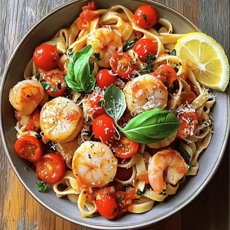 - 200g Linguine-Nudeln - 250g große Garnelen, geschält und entdarmt - 250g Jakobsmuscheln, gereinigt - 2 Esslöffel Olivenöl - 3 Knoblauchzehen, fein gehackt - 1 kleine rote Chilischote, fein gehackt - 1 Tasse Kirschtomaten, halbiert - 1 Esslöffel Tomatenmark - 1/2 Tasse Gemüsebrühe - 1 Zitrone, abgerieben und ausgepresst - 1/4 Tasse frisches Basilikum, gehackt - Salz und Pfeffer nach Geschmack Um ein tolles Gericht zu machen, brauchst du frische Zutaten. Die Jakobsmuscheln und Garnelen bringen den Meeresgeschmack. Die Linguine sind die perfekte Basis. Die Gewürze sind wichtig, um den Geschmack zu heben. Der Knoblauch gibt ein tolles Aroma, während die Chilischote für die Schärfe sorgt. Mit der Gemüsebrühe machst du die Sauce reichhaltig. Zitronensaft bringt Frische und das Basilikum sorgt für Farbe und Geschmack. Der Mix aus diesen Zutaten macht dein Gericht besonders. Das [Full Recipe] gibt dir eine klare Anleitung, um diese köstliche Speise zuzubereiten. Probiere es aus und entdecke, wie einfach es ist, leckere Pasta zu kochen! Koche die Linguine in einem großen Topf mit sprudelndem Salzwasser. Halte dich an die Packungsanweisung und koche sie al dente. Vergiss nicht, 1/2 Tasse Nudelwasser aufzuheben. Das Wasser hilft, die Sauce später zu binden. Erhitze 2 Esslöffel Olivenöl in einer großen Pfanne bei mittlerer Hitze. Wenn das Öl heiß ist, füge 3 fein gehackte Knoblauchzehen und 1 kleine rote Chilischote hinzu. Brate sie etwa 1 Minute an, bis der Knoblauch duftet. Achte darauf, dass er nicht braun wird. Gib die 250g großen Garnelen und 250g Jakobsmuscheln in die Pfanne. Koche sie 2-3 Minuten lang, bis sie opak sind. Rühre gelegentlich um, um gleichmäßiges Garen zu gewährleisten. Rühre 1 Tasse halbierte Kirschtomaten und 1 Esslöffel Tomatenmark in die Pfanne. Lasse alles für weitere 2-3 Minuten kochen. Das hilft, die Aromen der Meeresfrüchte zu entfalten. Gieße dann 1/2 Tasse Gemüsebrühe und das aufbewahrte Nudelwasser hinzu. Gib die gekochten Linguine in die Pfanne und vermische alles vorsichtig. Beträufle die Mischung mit dem Saft einer Zitrone und dem Abrieb. Schmecke alles mit Salz und Pfeffer ab. Füge zum Schluss 1/4 Tasse frisches, gehacktes Basilikum hinzu. Richte die Linguine großzügig in flachen Schalen an. Garniere das Gericht optional mit geriebenem Parmesan. Damit sieht dein Gericht noch ansprechender aus. Die Farben und Aromen machen jeden Bissen zu einem Genuss. Um den perfekten Geschmack zu erzielen, achte auf die Schärfe. Du kannst die Menge an Chili anpassen. Wenn du es schärfer magst, füge mehr Chili hinzu. Für einen milden Geschmack, verwende weniger. Frische Kräuter sind wichtig für den Geschmack. Ich empfehle frisches Basilikum. Es bringt Aroma und Farbe in dein Gericht. Die Sauce sollte nicht zu dünn oder zu dick sein. Achte darauf, die Brühe nach und nach hinzuzufügen. So kannst du die Dicke besser kontrollieren. Wenn die Sauce zu dünn ist, lasse sie länger köcheln. Für eine dickere Sauce kannst du mehr Tomatenmark verwenden. Es sorgt für eine reichhaltige Textur. Die Präsentation macht viel aus. Verwende frische Zutaten wie Basilikum oder Zitronenscheiben. Diese verleihen Farbe und Frische. Die Wahl der Schüssel ist ebenfalls wichtig. Flache Schalen sind ideal zum Servieren. Sie lassen die Nudeln gut zur Geltung kommen. Genieße die Anrichtung und teile dein Gericht mit Freunden. {{image_4}} Wenn du auf Meeresfrüchte verzichten möchtest, gibt es tolle Alternativen. Du kannst die Garnelen und Jakobsmuscheln einfach durch Gemüse ersetzen. Probiere Zucchini, Paprika oder Erbsen. Diese Gemüsesorten bringen Farbe und Geschmack. Eine weitere gute Idee ist die Verwendung von pflanzlicher Sahne. So erhält dein Gericht eine cremige Textur ohne Milchprodukte. Es gibt viele Nudelsorten, die du verwenden kannst. Anstelle von Linguine probiere Spaghetti oder Fusilli. Wenn du glutenfrei bist, wähle glutenfreie Pasta aus Reis oder Mais. Diese Optionen sind lecker und gesund. Möchtest du deinem Gericht mehr Geschmack geben? Füge frischen Spinat oder Zucchini hinzu. Diese Zutaten machen das Gericht noch bunter und nahrhafter. Du kannst auch mit Kräutern spielen. Thymian, Oregano oder Petersilie bringen neue Geschmäcker. Wenn du mehr Inspiration suchst, schau dir das [Full Recipe] an. Um die Reste von Spicy Scallop und Shrimp Linguine frisch zu halten, lege sie in einen luftdichten Behälter. Du kannst auch ein Glas verwenden, das gut schließt. Stelle sicher, dass die Reste schnell abkühlen, bevor du sie in den Kühlschrank stellst. So verhinderst du das Wachstum von Bakterien. Achte darauf, die Portionen in Einzelteile zu teilen. So kannst du nur das aufwärmen, was du brauchst. Die beste Methode zum Wiedererwärmen ist die Mikrowelle. Stelle die Temperatur auf mittel und erwärme das Gericht in kurzen Intervallen. Rühre zwischendurch um, um ein gleichmäßiges Erhitzen zu gewährleisten. Du kannst auch eine Pfanne verwenden. Erhitze etwas Olivenöl bei mittlerer Hitze und füge die Linguine hinzu. So bleibt das Gericht saftig. Vermeide es, die Pasta zu überkochen, damit sie nicht matschig wird. Im Kühlschrank hält sich Spicy Scallop und Shrimp Linguine bis zu drei Tage. Überprüfe die Reste vor dem Essen. Wenn es seltsam riecht oder die Textur sich verändert hat, solltest du es nicht mehr essen. Ein weiteres Zeichen für Verderb sind sichtbare Schimmelstellen. Achte auf frische und gute Qualität, um dein Essen sicher zu genießen. Die Zubereitung von Spicy Scallop and Shrimp Linguine dauert insgesamt etwa 25 Minuten. Die Vorbereitungszeit beträgt etwa 10 Minuten. Die Kochzeit liegt bei etwa 15 Minuten. Dies macht das Gericht ideal für ein schnelles, leckeres Abendessen. Ja, du kannst die Meeresfrüchte ersetzen. Eine gute Option sind gebratene Pilze oder gebratenes Hähnchen. Diese Alternativen geben dem Gericht eine andere, aber leckere Note. Du kannst auch Gemüse wie Zucchini oder Paprika verwenden. Diese bringen Frische und Farbe auf den Teller. Ja, das Gericht ist scharf, besonders wenn du die rote Chilischote verwendest. Wenn du es weniger scharf magst, reduziere einfach die Menge der Chilischote oder verwende Paprikaflocken. Du kannst auch ganz auf die Schärfe verzichten. Das Gericht bleibt trotzdem köstlich. In diesem Blogpost haben wir das Rezept für eine köstliche Linguine mit Garnelen und Jakobsmuscheln besprochen. Sie haben gelernt, welche Zutaten nötig sind und wie man sie zubereitet. Es ist wichtig, beim Kochen kreativ zu sein und die Gewürze anzupassen. Mit frischen Zutaten und Tipps zur Lagerung können Sie die Qualität Ihres Gerichts steigern. Probieren Sie die Variationen aus, um Ihrer Speise einen neuen Twist zu geben. Viel Spaß beim Kochen!