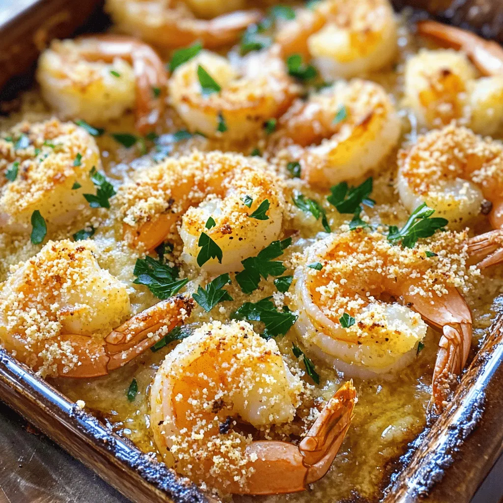 Um leckere Knoblauch Parmesan gebackene Garnelen zuzubereiten, benötigst du folgende Zutaten: - 450 g große Garnelen, geschält und entdarmt - 4 Knoblauchzehen, fein gehackt - 60 ml ungesalzene Butter, geschmolzen - 125 g geriebener Parmesan-Käse - 30 g Paniermehl (am besten Panko für mehr Crunch) - 2 Esslöffel frische Petersilie, gehackt - 1 Esslöffel Zitronensaft - 1 Teelöffel Paprika - Salz und Pfeffer nach Geschmack Diese Zutaten machen das Gericht einfach und schmackhaft. Die Garnelen sind die Hauptzutat. Achte darauf, dass sie frisch sind. Die Kombination aus Knoblauch und Parmesan bringt viel Geschmack. Panko gibt dem Gericht die perfekte Knusprigkeit. Ich empfehle, bei den Garnelen auf Qualität zu achten. Marken wie „SeaPak“ oder „Gorton’s“ bieten gute Optionen. Für frischen Knoblauch ist „Christopher Ranch“ eine tolle Wahl. Beim Parmesan ist „Grana Padano“ top für den Geschmack. Verwende ungesalzene Butter von „Kerrygold“ für den besten Geschmack. Wenn du Bio-Optionen suchst, achte auf Garnelen aus nachhaltiger Zucht. Bio-Knoblauch und -Butter sind ebenfalls erhältlich. Du kannst auch veganen Parmesan verwenden, um das Gericht pflanzenbasiert zu machen. Anstelle von Panko kannst du auch Haferflocken nutzen. Diese Varianten machen das Rezept vielseitig und anpassbar. Für die komplette Anleitung schaue dir das [Full Recipe] an. Zuerst müssen wir die Garnelen vorbereiten. Nehmen Sie 450 g große Garnelen. Diese sollten bereits geschält und entdarmt sein. In einer großen Schüssel geben Sie die Garnelen. Fügen Sie 4 fein gehackte Knoblauchzehen hinzu. Gießen Sie 60 ml geschmolzene Butter darüber. Dann kommt 1 Esslöffel Zitronensaft dazu. Streuen Sie etwas Paprika, Salz und Pfeffer nach Geschmack ein. Rühren Sie alles gut um. So sind die Garnelen gleichmäßig gewürzt. Jetzt machen wir den Käsebelag. In einer separaten Schüssel geben Sie 125 g geriebenen Parmesan-Käse. Fügen Sie 30 g Paniermehl hinzu. Ich empfehle Panko für mehr Crunch. Geben Sie 2 Esslöffel gehackte Petersilie dazu. Mischen Sie alles gut durch. Dieser Mix gibt den Garnelen einen tollen Geschmack und eine schöne Kruste. Heizen Sie Ihren Ofen auf 190°C vor. Nehmen Sie eine gefettete Auflaufform. Verteilen Sie die Garnelenmischung gleichmäßig in der Form. Streuen Sie den Käse- und Paniermehlbelag gleichmäßig darüber. Stellen Sie die Auflaufform in den Ofen. Backen Sie die Garnelen für 15-20 Minuten. Sie sind fertig, wenn der Belag goldbraun und knusprig ist. Nehmen Sie die Form heraus und lassen Sie sie kurz abkühlen. Garnieren Sie nach Belieben mit zusätzlicher Petersilie. So sind die Garnelen bereit zum Servieren. Für die komplette Anleitung schauen Sie sich das Full Recipe an. Der perfekte Gargrad der Garnelen ist wichtig. Sie sollten rosa und fest sein, aber nicht gummiartig. Wenn die Garnelen eine Temperatur von 60°C erreichen, sind sie ideal. Achten Sie darauf, die Garnelen nicht zu lange zu backen. 15 bis 20 Minuten sind oft genug. Überprüfen Sie sie einfach nach 15 Minuten. Wenn Sie den Geschmack variieren möchten, probieren Sie neue Zutaten. Fügen Sie etwas Cayennepfeffer für Schärfe hinzu. Sie können auch frischen Dill oder Thymian verwenden. Für einen asiatischen Twist, verwenden Sie Sojasauce und Ingwer. Diese kleinen Änderungen können Ihr Gericht aufpeppen. Lassen Sie Ihrer Kreativität freien Lauf! Die Zubereitung im Voraus macht das Kochen einfacher. Sie können die Garnelen-Mischung bis zu zwei Stunden vor dem Backen vorbereiten. Lagern Sie sie im Kühlschrank, damit die Aromen sich entfalten. Der Belag kann auch im Voraus zubereitet und in einem luftdichten Behälter aufbewahrt werden. So sparen Sie Zeit, wenn Gäste kommen. {{image_4}} Um Ihr Gericht anzupassen, können Sie frische Kräuter hinzufügen. Basilikum oder Thymian passen gut. Auch Oregano bringt einen tollen Geschmack. Ein Hauch von Chili-Flocken gibt Schärfe. Experimentieren Sie ruhig mit verschiedenen Kräutern. Diese kleinen Anpassungen machen einen großen Unterschied. Garnelen sind nicht die einzige Option. Sie können auch Jakobsmuscheln oder Kabeljau verwenden. Diese Meeresfrüchte lassen sich gut mit dem Rezept kombinieren. Der Geschmack bleibt wunderbar, und die Textur ändert sich leicht. Achten Sie auf die Garzeit, da verschiedene Meeresfrüchte unterschiedlich schnell garen. Falls Sie vegetarisch essen möchten, probieren Sie Blumenkohl oder Zucchini. Diese Gemüse können Sie auf die gleiche Weise zubereiten. Der Käse und das Paniermehl sorgen für einen köstlichen Belag. So genießen auch Vegetarier das knusprige Erlebnis. Es ist eine schmackhafte Option für jeden Tisch. Bei der Zubereitung bleibt der Spaß nicht aus! Für das vollständige Rezept, schauen Sie sich das Rezept für Knoblauch Parmesan Gebackene Garnelen an. Wenn Sie nach dem Essen Reste haben, bewahren Sie die Garnelen in einem luftdichten Behälter auf. So bleiben sie frisch. Stellen Sie sicher, dass der Behälter gut verschlossen ist. Im Kühlschrank halten sich die Garnelen etwa zwei bis drei Tage. Wenn Sie die Garnelen aufwärmen, überprüfen Sie, ob sie gut durchgeheizt sind. Möchten Sie die Garnelen länger aufbewahren? Dann frieren Sie sie ein. Legen Sie die Garnelen in einen gefrierfesten Beutel. Entfernen Sie so viel Luft wie möglich, um Gefrierbrand zu vermeiden. Die Garnelen können bis zu drei Monate im Gefrierfach bleiben. Achten Sie darauf, sie gut zu beschriften, damit Sie wissen, wann Sie sie eingefroren haben. Das Wiedereingefrieren von Garnelen ist möglich, aber nicht ideal. Wenn Sie die Garnelen einmal aufgetaut haben, sollten Sie sie nicht wieder einfrieren. Das kann die Qualität beeinträchtigen. Um die Garnelen aufzuwärmen, legen Sie sie in eine Pfanne. Erhitzen Sie sie bei mittlerer Hitze, bis sie heiß sind. Sie können auch den Ofen verwenden, um sie knusprig zu halten. Für das vollständige Rezept und mehr Informationen schauen Sie sich das Rezept für Knoblauch Parmesan Gebackene Garnelen an. Garnelen sind im Kühlschrank etwa 2 bis 3 Tage frisch. Lagern Sie sie in einem luftdichten Behälter. Wenn Sie sie länger aufbewahren möchten, frieren Sie die Garnelen ein. So bleiben sie bis zu 6 Monate gut. Denken Sie daran, sie vor dem Kochen gut aufzutauen. Ja, gefrorene Garnelen sind perfekt für dieses Rezept. Achten Sie darauf, sie vorher aufzutauen. Lassen Sie sie über Nacht im Kühlschrank auftauen oder tauen Sie sie in kaltem Wasser auf. So bleibt die Textur der Garnelen gut. Gefrorene Garnelen sind oft frisch gefangen und sehr lecker. Um die Garnelen knuspriger zu machen, verwenden Sie Panko-Paniermehl. Es ist grober und sorgt für mehr Crunch. Eine weitere Möglichkeit ist, die Garnelen nach dem Backen kurz unter den Grill zu stellen. Das gibt eine tolle, goldbraune Kruste. Achten Sie darauf, sie nicht zu lange zu grillen, damit sie nicht trocken werden. Die Zutaten für Knoblauch Parmesan Gebackene Garnelen sind einfach und lecker. Wir haben die Hauptzutaten und nützliche Marken besprochen. Die Schritt-für-Schritt Anleitung zeigt, wie man die Garnelen perfekt zubereitet. Tipps und Tricks helfen dir, den besten Geschmack zu erreichen. Variationen geben dir neue Ideen, um das Gericht anzupassen. Schließlich geben die Aufbewahrungshinweise wertvolle Tipps, damit du Reste optimal nutzen kannst. Mit diesen Informationen gelingt dir ein köstliches Gericht, das jeden begeistert.