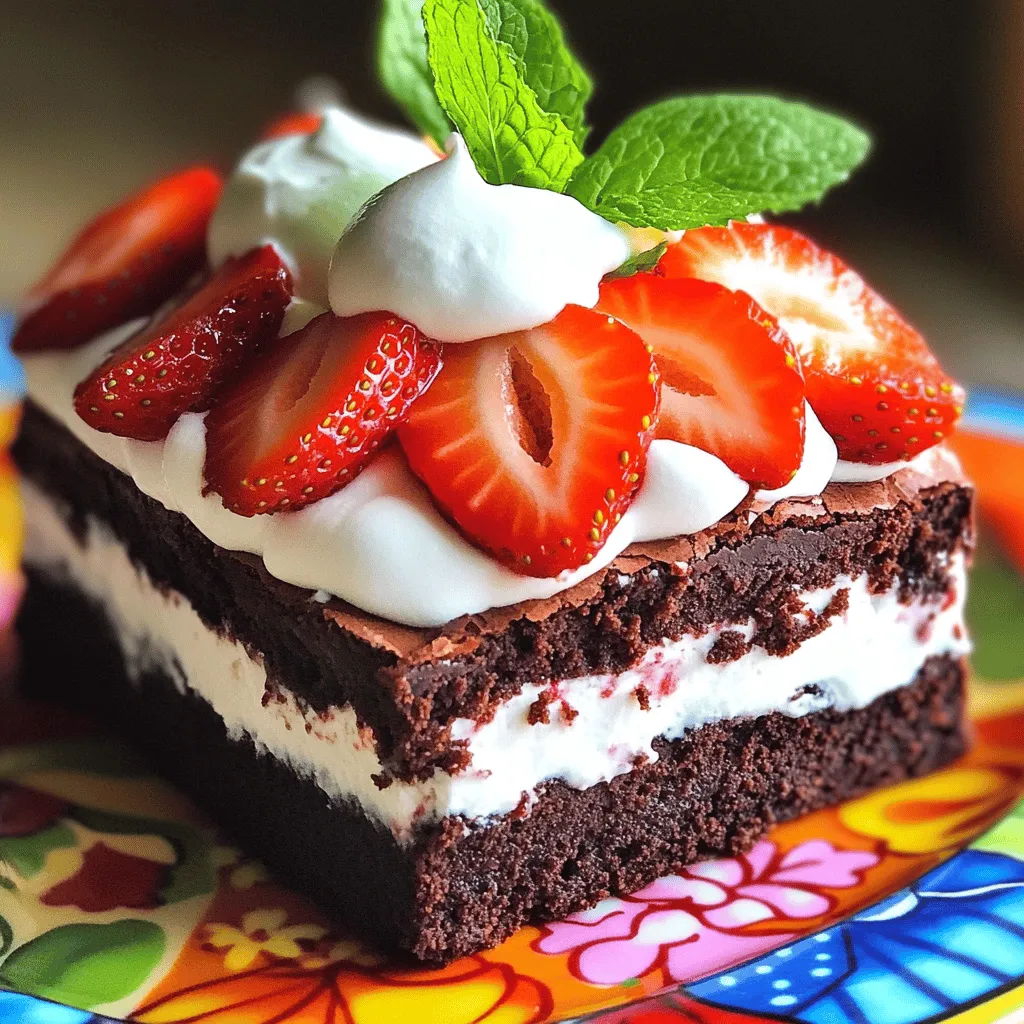 - 1 Portion hausgemachte oder Fertig-Brownies (vorbereitet und abgekühlt) - 2 Tassen frische Erdbeeren, entstielt und in Scheiben geschnitten - 1 Tasse Schlagsahne - 1 Esslöffel Zucker - 2 Esslöffel Puderzucker - 1 Teelöffel Vanilleextrakt - Minzblätter zur Garnitur (optional) Um den perfekten Brownie Strawberry Shortcake zu machen, sind frische und hochwertige Zutaten wichtig. Die Hauptzutaten bilden die Basis unseres Desserts. Die Brownies sind entweder selbstgemacht oder gekauft. Beide Optionen sind lecker und sparen Zeit. Die frischen Erdbeeren bringen süßen Geschmack und eine schöne Farbe. Ich empfehle, sie vor der Verwendung in Scheiben zu schneiden und mit Zucker zu vermengen. So geben sie ihren Saft ab und schmecken noch besser. Die Schlagsahne ist ein weiteres Highlight. Sie verleiht dem Dessert einen cremigen Touch. Achten Sie darauf, die Schlagsahne nicht zu lange zu schlagen. Sie sollte weich und luftig bleiben. Zusätzlich brauchen wir Zucker, Puderzucker und Vanilleextrakt. Der Zucker sorgt für Süße. Der Puderzucker hilft, die Schlagsahne noch feiner zu machen. Der Vanilleextrakt bringt ein herrliches Aroma. Für das Auge und den letzten Schliff können Sie Minzblätter zur Garnitur nutzen. Sie sehen frisch aus und geben einen tollen Kontrast. Für die gesamte Anleitung und Zubereitung schauen Sie sich das [Full Recipe] an. Zuerst nehmen Sie die frischen Erdbeeren. Waschen Sie sie gründlich. Entfernen Sie die grünen Blätter. Schneiden Sie die Erdbeeren in Scheiben. In einer Schüssel vermengen Sie die geschnittenen Erdbeeren mit einem Esslöffel Zucker. Rühren Sie sanft, bis die Erdbeeren leicht beschichtet sind. Lassen Sie die Mischung dann für etwa 15 Minuten ruhen. So geben die Erdbeeren ihren Saft ab. Der Geschmack wird intensiver und süßer. Jetzt geht es um die Schlagsahne. Nehmen Sie eine separate Schüssel. Fügen Sie die Schlagsahne, Puderzucker und Vanilleextrakt hinzu. Nutzen Sie einen elektrischen Mixer. Schlagen Sie die Mischung auf hoher Stufe. Achten Sie darauf, nicht zu lange zu schlagen. Wenn die Sahne weiche Spitzen hat, ist sie fertig. Die Konsistenz sollte glatt und cremig bleiben. Nun ist es Zeit, die Shortcake zu schichten. Schneiden Sie die abgekühlten Brownies in gleichmäßige Stücke. Platzieren Sie ein Stück Brownie auf einem Servierteller. Fügen Sie einen großzügigen Löffel der zuckerbeschichteten Erdbeeren hinzu. Darauf kommt ein Klecks Schlagsahne. Wiederholen Sie die Schichtung mit einem weiteren Stück Brownie. Fügen Sie mehr Erdbeeren und Schlagsahne hinzu. Diese Schichtung kann mehrmals wiederholt werden. Garnieren Sie das Ganze nach Wunsch mit Minzblättern. So sieht es nicht nur gut aus, sondern schmeckt auch frisch. Um die besten Brownies zu machen, achte auf Zeit und Temperatur. Backe sie bei 180 Grad Celsius für 20 bis 25 Minuten. Die Brownies sollten fest, aber innen noch feucht sein. Wenn du keine Lust auf selbstgemachte Brownies hast, sind Fertig-Brownies eine tolle Alternative. Wähle eine Marke mit hochwertigen Zutaten. So schmecken sie fast wie selbstgemacht. Die richtige Konsistenz der Schlagsahne ist wichtig. Schlage sie bei hoher Geschwindigkeit, bis weiche Spitzen entstehen. Achte darauf, nicht zu lange zu schlagen. Wenn die Sahne zu fest wird, wird sie griesig. Für mehr Geschmack kannst du Vanilleextrakt oder einen Spritzer Zimt hinzufügen. Auch etwas Kakao kann die Sahne interessanter machen. Für eine ansprechende Präsentation serviere die Shortcakes auf bunten Tellern. Du kannst die Erdbeeren und die Schlagsahne schön schichten. Träufle etwas Erdbeersaft über die Shortcakes für einen tollen Effekt. Die beste Zeit zum Servieren ist sofort nach der Zubereitung. So bleiben die Texturen frisch und lecker. {{image_4}} Du kannst andere Beeren verwenden, um deine Shortcake zu variieren. Himbeeren, Brombeeren oder sogar Heidelbeeren passen gut. Diese Früchte bringen frische Aromen und Farben ins Spiel. Mischfrüchtetoppings sind ebenfalls eine tolle Wahl. Kombiniere verschiedene Früchte für einen bunten Genuss. So wird jeder Bissen zu einem neuen Erlebnis. Für Schokoladenliebhaber gibt es tolle Ergänzungen. Du kannst Kakao in die Schlagsahne einarbeiten. Das gibt der Sahne einen tiefen Schokoladengeschmack. Eine andere Möglichkeit ist, Schokoladensauce hinzuzufügen. Träufle sie zwischen die Schichten oder oben drauf. So wird dein Dessert noch schokoladiger und dekadenter. Wenn du glutenfrei kochen möchtest, gibt es viele Optionen. Du kannst glutenfreie Brownies verwenden, die leicht zu finden sind. Viele Marken bieten leckere Alternativen. Für die Erdbeeren brauchst du keine Änderungen, sie sind von Natur aus glutenfrei. So kannst du alle genießen, ohne auf den Geschmack zu verzichten. Brownies kann man gut im Kühlschrank lagern. Wickeln Sie die Brownies in Frischhaltefolie ein. So bleiben sie frisch. Lagern Sie sie maximal fünf Tage. Frische Erdbeeren sollten Sie auch richtig lagern. Bewahren Sie sie in einer Schüssel im Kühlschrank auf. Decken Sie die Erdbeeren leicht ab, um sie vor Feuchtigkeit zu schützen. Sie bleiben so für zwei bis drei Tage frisch. Wenn Sie Shortcake am Vortag machen, ist das einfach. Schneiden Sie die Brownies und bereiten Sie die Erdbeeren vor. Mischen Sie die Erdbeeren mit Zucker und lassen Sie sie ruhen. Lagern Sie alles in separaten Behältern. So bleibt der Geschmack frisch. Am nächsten Tag fügen Sie die Schlagsahne hinzu und schichten alles. Es ist praktisch und spart Zeit. Um Brownies und Erdbeeren einzufrieren, gehen Sie so vor. Brownies sollten in Stücke geschnitten und in Gefrierbeutel verpackt werden. So bleiben sie bis zu drei Monate haltbar. Erdbeeren können Sie auch einfrieren. Waschen und schneiden Sie sie zuerst. Legen Sie sie auf ein Backblech und frieren Sie sie ein. Danach können Sie sie in einen Behälter umfüllen. Um die gefrorenen Brownies und Erdbeeren aufzutauen, lassen Sie sie einfach im Kühlschrank. Das dauert einige Stunden, ist aber sehr einfach. Denken Sie daran, die Brownie Strawberry Shortcake nach der Lagerung frisch zuzubereiten, um den besten Geschmack und die beste Textur zu genießen. Brownie Strawberry Shortcakes sind am besten frisch. Sie halten im Kühlschrank etwa zwei Tage. Lagern Sie sie in einem luftdichten Behälter. So bleibt die Frische erhalten. Achten Sie darauf, die Erdbeeren und die Schlagsahne nicht zu lange zu lagern. Diese Zutaten können schnell verderben. Servieren Sie die Shortcakes am besten sofort, um den vollen Geschmack zu genießen. Ja, Sie können die Sahne weglassen. Stattdessen können Sie griechischen Joghurt verwenden. Er hat eine ähnliche Konsistenz und ist gesund. Eine andere Option ist Kokoscreme. Diese gibt einen tollen Geschmack und ist vegan. Probieren Sie auch pflanzliche Sahne. Sie können sie im Supermarkt finden. Diese Alternativen machen das Dessert leicht und lecker. Ja, Sie können Brownie Strawberry Shortcakes vegan zubereiten. Verwenden Sie vegane Brownies aus pflanzlichen Zutaten. Für die Sahne können Sie Kokoscreme oder pflanzliche Sahne verwenden. Achten Sie bei den Erdbeeren darauf, dass keine tierischen Produkte enthalten sind. So bleibt das Rezept rein pflanzlich. Genießen Sie die leckeren Aromen ohne tierische Produkte. Zusammenfassend haben wir die Zutaten und die Schritte für Brownie Strawberry Shortcakes durchgearbeitet. Wir haben Hauptzutaten wie Brownies, frische Erdbeeren und Schlagsahne besprochen. Die Tipps helfen dir, perfekte Desserts zu machen. Das Variieren mit anderen Früchten und Glutenfreiheit ist ebenfalls möglich. Denke daran, die Shortcakes richtig zu lagern, um ihre Frische zu erhalten. Experimentiere mit Geschmäckern und genieße die süßen Ergebnisse. Jetzt kannst du einen leckeren Shortcake zaubern. Viel Spaß beim Zubereiten!