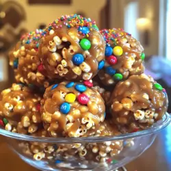 - 8 Tassen frischgepuffter Popcorn (ca. 1/2 Tasse ungepuffte Körner) - 1 Tasse M&M's® Schokoladenbonbons - 1 Tasse brauner Zucker - 1/2 Tasse ungesalzene Butter - 1/4 Tasse Maissirup - 1/2 Teelöffel Salz - 1 Teelöffel Vanilleextrakt - 1/4 Teelöffel Backpulver Der frischgepuffte Popcorn gibt den Bällen ihre knusprige Basis. M&M's® fügen Farbe und Süße hinzu. Brauner Zucker sorgt für die klebrige Karamellschicht. Ungesalzene Butter macht das Karamell reichhaltig. Maissirup verhindert, dass das Karamell kristallisiert. Salz verstärkt den Geschmack. Vanilleextrakt bringt eine sanfte Note. Backpulver sorgt für einen sprudelnden Effekt, wenn es mit der heißen Karamellmischung getroffen wird. Wenn Sie Allergien haben, können Sie verschiedene Zutaten verwenden. Statt M&M's® können Sie Schokoladenstückchen oder getrocknete Früchte nehmen. Verwenden Sie Margarine anstelle von Butter für eine milchfreie Option. Für glutenfreie Popcornbälle wählen Sie glutenfreie Süßigkeiten. Achten Sie darauf, dass der Maissirup auch glutenfrei ist. Zuerst machen wir das Popcorn. Du brauchst 8 Tassen frisch gepuffte Popcorn. Das sind etwa ½ Tasse ungepuffte Körner. Du kannst die Körner in einem Popcorn-Maker oder auf dem Herd mit etwas Öl zubereiten. Achte darauf, dass keine unpoppten Körner übrig bleiben. Danach gib das Popcorn in eine große Schüssel. Füge 1 Tasse M&M's® Schokoladenbonbons hinzu und vermische alles vorsichtig. Für die Karamellmischung nimm einen mittleren Topf. Bei mittlerer Hitze kombinierst du 1 Tasse braunen Zucker, ½ Tasse ungesalzene Butter, ¼ Tasse Maissirup und ½ Teelöffel Salz. Rühre ständig, bis die Butter schmilzt und die Mischung anfängt zu kochen. Lass sie dann 4-5 Minuten ohne Rühren kochen. Nimm den Topf vom Herd und füge 1 Teelöffel Vanilleextrakt und ¼ Teelöffel Backpulver hinzu. Diese Mischung wird sprudeln. Rühre gut um, bis alles vermischt ist. Gieße die Karamellmischung über das Popcorn und die M&M's®. Nutze einen Spatel oder deine mit Öl gefetteten Hände, um alles gut zu vermengen. Achte darauf, dass das Popcorn gleichmäßig mit Karamell bedeckt ist. Forme die Mischung dann zu Bällen, etwa so groß wie Golfbälle. Lege sie auf ein mit Backpapier ausgelegtes Blech. Backe die Popcornbälle bei 120°C (250°F) für etwa 30 Minuten. Rühre sie zwischendurch um, damit sie gleichmäßig backen. Lass die Bälle nach dem Backen auf dem Blech abkühlen, bevor du sie servierst. Ein häufiger Fehler ist, Popcorn zu lange zu kochen. Wenn du das Karamell zu stark erhitzt, wird es hart. Achte darauf, die Mischung nur bis zum Kochen zu bringen. Rühre gut, um ein gleichmäßiges Ergebnis zu erzielen. Wenn du das Popcorn zu spät mit dem Karamell vermischst, wird es nicht gut haften. Mische alles sofort, solange das Karamell noch warm ist. Die perfekte Karamellkonsistenz ist wichtig. Du willst eine glatte und glänzende Mischung. Koche die Mischung nicht länger als fünf Minuten nach dem Aufkochen. Füge die Vanille und das Backpulver hinzu, wenn die Mischung vom Herd kommt. Diese Zutaten helfen, die Karamelltextur zu verbessern. Wenn du die richtige Konsistenz erreichst, bleibt das Karamell weich und lecker. Es ist wichtig, das Popcorn vor der Verwendung zu temperieren. Lass das frisch gepuffte Popcorn etwas abkühlen, bevor du es mit dem Karamell vermischst. Wenn es zu heiß ist, kann das Karamell schmelzen und die Bälle werden klebrig. Verwende gefettete Hände, um die Mischung zu formen. So bleibt alles schön zusammen. Wenn du diese Tipps befolgst, gelingt dir der Snack perfekt. Siehe auch das Full Recipe für weitere Details. {{image_4}} Einen tollen Twist für deine M&M’s® Karamell-Popcorn-Bälle kann man durch die Zugabe anderer Süßigkeiten erzielen. Du kannst zum Beispiel eine Mischung aus Erdnüssen, Mini-Marshmallows oder sogar Schokoladenstückchen verwenden. Diese Süßigkeiten bringen neue Aromen und Texturen in dein Rezept. Wenn du Nüsse hinzufügst, achte darauf, sie vorher zu rösten. So werden sie knuspriger und intensiver im Geschmack. Für glutenfreie Popcorn-Bälle verwende einfach glutenfreies Popcorn. Achte darauf, dass alle Zutaten, wie der Karamell und die M&M's®, glutenfrei sind. Um eine vegane Variante zu machen, ersetze die Butter durch Kokosöl oder vegane Margarine. Du kannst auch eine pflanzliche Milch für die Karamellmischung nutzen. Die Auswahl an veganen M&M's® kann hier hilfreich sein. So bekommst du einen leckeren Snack, der für alle geeignet ist. Saisonale Variationen machen das Rezept noch spannender. Für Halloween kannst du orange und schwarze Süßigkeiten hinzufügen. Das sieht festlich aus und schmeckt toll. Für Weihnachten nutze rote und grüne M&M's®. Du kannst auch etwas Zimt oder Muskatnuss in die Karamellmischung geben. Diese Gewürze bringen einen wunderbaren, wärmenden Geschmack, der perfekt für die Feiertage ist. Um M&M’s® Karamell-Popcorn-Bälle frisch zu halten, lagern Sie sie in einem luftdichten Behälter. Wählen Sie einen kühlen, trockenen Ort. Vermeiden Sie Feuchtigkeit und direkte Sonneneinstrahlung. Diese Bedingungen helfen, die Knusprigkeit zu bewahren und den Karamellgeschmack zu schützen. Die Popcornbälle halten sich etwa eine Woche. Nach dieser Zeit können sie weich werden. Wenn Sie sie richtig lagern, bleiben sie für ein paar Tage frisch und lecker. Achten Sie darauf, sie nicht zu lange offen stehen zu lassen. So können Sie den besten Geschmack genießen. Wenn Ihre Popcornbälle weich geworden sind, können Sie sie wieder auffrischen. Legen Sie sie für ein paar Minuten in den Ofen bei 120°C. Dadurch wird die Knusprigkeit zurückgewonnen. Alternativ können Sie sie auch in der Mikrowelle für kurze Zeit erhitzen. Achten Sie darauf, dass sie nicht verbrennen. So bleiben sie ein köstlicher Snack! Eine Portion M&M’s® Karamell-Popcorn-Bälle hat etwa 150 bis 200 Kalorien. Die genaue Zahl hängt von der Größe der Portion ab. Diese Leckerei ist süß und lecker, ideal für einen Snack. Achten Sie darauf, die Portionen im Blick zu behalten, damit Sie nicht zu viele essen. Ja, Sie können die Karamellmischung im Voraus zubereiten. Kochen Sie die Mischung und lassen Sie sie abkühlen. Danach können Sie sie in einem luftdichten Behälter aufbewahren. Wenn Sie bereit sind, die Popcornbälle zu machen, erwärmen Sie die Mischung leicht. So wird sie wieder flüssig und lässt sich gut verteilen. Wenn Sie M&M's® nicht im Laden finden, schauen Sie online. Viele Websites verkaufen Süßigkeiten und liefern direkt zu Ihnen nach Hause. Auch in großen Supermärkten oder bei Online-Händlern wie Amazon finden Sie M&M's®. Manchmal gibt es auch spezielle Geschäfte, die Süßigkeiten führen. In diesem Artikel haben wir alles über M&M's® Karamell-Popcorn-Bälle besprochen. Wir haben die Zutaten, ihre Funktionen und mögliche Substitute für Allergiker ausführlich erklärt. Die Schritt-für-Schritt-Anleitung zeigt, wie man Popcorn vorbereitet und die perfekte Karamellmischung herstellt. Wir haben Tipps gegeben, um Fehler zu vermeiden und variiert, um neue Geschmäcker zu entdecken. Zum Schluss haben wir alles zur Aufbewahrung und häufigen Fragen geklärt. Mit diesem Wissen kannst du jetzt köstliche Popcorn-Bälle zubereiten und teilen. Viel Spaß beim Ausprobieren!