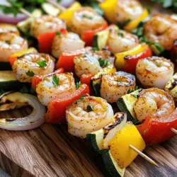 - 450 g große Garnelen, geschält und entdarmt - 2 Esslöffel Olivenöl - 2 Esslöffel Cajun-Gewürzmischung Die Garnelen sind das Herzstück dieses Gerichts. Sie sind leicht und voller Geschmack. Olivenöl bringt gesunde Fette in das Rezept. Das Cajun-Gewürz gibt den Garnelen einen leckeren Kick. Es ist eine Mischung aus Paprika, Zwiebelpulver, Knoblauchpulver und anderen Gewürzen. - 1 rote Paprika, in 2,5 cm große Stücke geschnitten - 1 gelbe Paprika, in 2,5 cm große Stücke geschnitten - 1 kleine rote Zwiebel, in Keile geschnitten - 1 kleine Zucchini, in dicke Scheiben geschnitten Gemüse bringt nicht nur Farbe, sondern auch Nährstoffe auf die Spieße. Paprika sorgt für Süße und Knackigkeit. Zucchini hat eine milde Note und ergänzt die Garnelen gut. Zwiebeln geben einen feinen Geschmack, wenn sie auf dem Grill sind. - 1 Teelöffel Knoblauchpulver - 1 Teelöffel Zitronenschale - Salz und Pfeffer nach Geschmack Gewürze sind wichtig für den Geschmack. Knoblauchpulver gibt einen aromatischen Duft. Zitronenschale bringt Frische und einen Hauch von Säure. Salz und Pfeffer runden den Geschmack ab und heben die Aromen hervor. Für das vollständige Rezept, besuche den Abschnitt über die Zubereitung. Um die Marinade zuzubereiten, mische zuerst die Zutaten in einer großen Schüssel. Verwende 2 Esslöffel Olivenöl, 2 Esslöffel Cajun-Gewürzmischung, 1 Teelöffel Knoblauchpulver und 1 Teelöffel Zitronenschale. Füge Salz und Pfeffer nach Geschmack hinzu. Rühre alles gut um, bis die Mischung gleichmäßig ist. Jetzt ist es Zeit für die Garnelen. Lege die 450 g großen, geschälten und entdarmten Garnelen in die Schüssel. Mische sie vorsichtig, damit sie gleichmäßig mit der Marinade bedeckt sind. Lass sie 15 bis 20 Minuten marinieren, damit sie den vollen Geschmack aufnehmen. Während die Garnelen marinieren, bereite die Spieße vor. Nimm Holzspieße und lege sie für etwa 10 Minuten in Wasser. Dies hilft, ein Verbrennen beim Grillen zu vermeiden. Nun kannst du das Gemüse schneiden. Nimm 1 rote Paprika und 1 gelbe Paprika. Schneide sie in 2,5 cm große Stücke. Schneide auch 1 kleine rote Zwiebel in Keile und 1 kleine Zucchini in dicke Scheiben. Nachdem das Gemüse fertig ist, sind die Spieße bereit für die Garnelen. Jetzt kommt der spannende Teil: das Grillen! Heize deinen Grill oder die Grillpfanne auf mittlerer bis hoher Hitze vor. Stecke die marinierten Garnelen abwechselnd mit den Paprikastücken, Zwiebelkeilen und Zucchinischeiben auf die eingeweichten Spieße. Lege die Spieße vorsichtig auf den Grill. Grill die Spieße für 2 bis 3 Minuten auf jeder Seite. Die Garnelen sollten rosa und undurchsichtig sein. Das Gemüse sollte leicht angebraten, aber noch knackig bleiben. Nimm die Spieße vom Grill und lasse sie kurz abkühlen. Jetzt sind sie bereit für die Servierplatte! Du kannst sie mit frischer, gehackter Petersilie garnieren. So wird dein Gericht noch schöner und schmackhafter. Wenn es um die Auswahl der Garnelen geht, haben Sie zwei Hauptoptionen: frisch oder gefroren. Frische Garnelen bieten den besten Geschmack. Sie sind saftig und haben eine zarte Textur. Kaufen Sie sie am besten bei einem vertrauenswürdigen Fischhändler. Achten Sie auf klare Augen und einen frischen, salzigen Geruch. Gefrorene Garnelen sind eine praktische Alternative. Sie sind oft sofort nach dem Fang eingefroren, was die Frische bewahrt. Wenn Sie gefrorene Garnelen verwenden, tauen Sie sie vor dem Kochen auf. Legen Sie sie in kaltes Wasser für etwa 15-20 Minuten. Achten Sie darauf, sie gut abzutrocknen, bevor Sie sie marinieren. Grillen oder Backen? Beide Methoden haben ihre Vorteile. Grillen gibt den Garnelen einen rauchigen Geschmack. Die Hitze sorgt auch dafür, dass sie schnell gar werden. Stellen Sie sicher, dass der Grill richtig vorgeheizt ist. So bekommen Sie die perfekte Kruste und bleiben saftig. Backen ist eine gute Wahl, wenn Sie keine Grillmöglichkeit haben. Heizen Sie den Ofen auf 200 °C vor. Legen Sie die Garnelen auf ein Backblech und backen Sie sie für 10-12 Minuten. So bleiben die Garnelen zart und aromatisch. Bei den Beilagen können Sie kreativ sein. Ein einfacher grüner Salat passt gut zu den Spießen. Auch gegrilltes Gemüse ist eine leckere Option. Für einen Hauch von Frische können Sie einen Joghurt-Dip oder eine scharfe Sauce anbieten. Das ergänzt den Geschmack der Spieße perfekt. Für das beste Erlebnis garnieren Sie die Spieße mit frischer Petersilie. Das bringt Farbe und Geschmack. Wenn Sie mehr Abwechslung wollen, probieren Sie verschiedene Dips oder Saucen. So wird jedes Essen einzigartig. Schauen Sie sich das [Full Recipe] an, um alle Schritte und Zutaten zu sehen! {{image_4}} Eine hausgemachte Cajun-Gewürzmischung macht alle Gerichte besser. Du kannst sie leicht selbst machen. Mische einfach Paprika, Knoblauchpulver, Zwiebelpulver, Thymian, Oregano und etwas Cayennepfeffer. Diese Mischung gibt den Garnelen einen tollen Geschmack. Du kannst die Schärfe anpassen, je nach deinem Geschmack. Wenn du keine Garnelen magst, probiere Gemüse-Spieße. Du kannst die gleichen Gewürze verwenden. Nimm einfach dein Lieblingsgemüse wie Pilze, Auberginen und Zucchini. Diese Gemüse passen gut zusammen und sind lecker. Die Zubereitung bleibt gleich. Marinieren und grillen, bis sie weich sind. Du kannst auch andere Meeresfrüchte und Fleisch auf Spießen grillen. Garnelen passen gut zu Fischfilets oder Jakobsmuscheln. Für Fleisch sind Hähnchen oder Rindfleisch tolle Alternativen. Nutze die gleiche Marinade für alle. So bekommst du tolle Aromen. Das Grillen macht alles saftig und lecker. Wenn du mehr Ideen brauchst, schau dir das [Full Recipe] an. Wenn Sie Reste von den gesunden Cajun Garnelen Spießen haben, bewahren Sie diese im Kühlschrank auf. Nutzen Sie einen luftdichten Behälter, um die Frische zu halten. So bleiben die Aromen erhalten. Diese Reste können bis zu zwei Tage im Kühlschrank bleiben. Vor dem Verzehr sollten Sie die Spieße gut durchsehen und sicherstellen, dass sie noch gut riechen und aussehen. Um die Spieße einzufrieren, lassen Sie sie zuerst vollständig abkühlen. Wickeln Sie die Spieße dann in Frischhaltefolie. Legen Sie die verpackten Spieße in einen Gefrierbeutel. So verhindern Sie Gefrierbrand. Sie können die Spieße bis zu drei Monate im Gefrierfach aufbewahren. Zum Auftauen legen Sie die Spieße einfach über Nacht in den Kühlschrank. Die besten Methoden zur Wiedererwärmung sind das Grillen oder Braten. Wenn Sie die Spieße grillen, verwenden Sie mittlere Hitze. Grillen Sie sie für 2-3 Minuten pro Seite. So werden sie gleichmäßig warm. Alternativ können Sie die Spieße in einer Pfanne mit etwas Öl bei mittlerer Hitze erhitzen. Achten Sie darauf, nicht zu lange zu erhitzen, um die Garnelen nicht trocken zu machen. Garnelen sollten etwa 15 bis 20 Minuten mariniert werden. Diese Zeit gibt den Garnelen die Chance, die Aromen gut aufzunehmen. Zu langes Marinieren kann die Textur der Garnelen verändern. Sie werden dann gummiartig. Ja, du kannst verschiedene Gemüsesorten verwenden. Brokkoli, Pilze oder Kirschtomaten passen gut. Wähle Gemüse, das gut grillt und schnell gar wird. So bleiben die Aromen frisch und knackig. Für die Marinade brauchst du etwa 2 Esslöffel Olivenöl. Das Öl hilft, die Gewürze zu binden und gibt den Garnelen Geschmack. Du kannst auch andere Öle wie Avocadoöl verwenden. Achte darauf, dass das Öl gut verteilt ist. Diese Details helfen dir, die perfekten gesunden Cajun Garnelen Spieße zu machen. Für das vollständige Rezept schaue dir die vollständige Anleitung an. Schauen wir uns nochmal die wichtigsten Punkte an. Du hast die Zutaten für leckere Garnelen-Spieße kennengelernt. Wir haben die Marinade zubereitet, die Spieße vorbereitet und sie gegrillt. Ich habe dir Tipps gegeben, wie du die besten Garnelen auswählst und sie richtig lagerst. Vertraue auf deine Fähigkeiten in der Küche und probiere verschiedene Variationen aus. Viel Spaß beim Grillen!