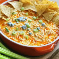 Für einen köstlichen Buffalo Chicken Dip, benötigst du einige Hauptzutaten. Diese sind einfach zu finden und machen den Dip lecker: - 2 Tassen zerrupftes gekochtes Hähnchen - 1 Paket (225 g) Frischkäse, auf Zimmertemperatur gebracht - 1 Tasse geriebener scharfer Cheddar-Käse - 1/2 Tasse Buffalo-Sauce (nach Geschmack anpassen) - 1/2 Tasse Ranch-Dressing - 1/4 Tasse gehackte Frühlingszwiebeln - 1/4 Tasse zerbröckelter Blauschimmelkäse (optional) - Tortilla-Chips oder Selleriesticks zum Servieren Du kannst den Dip nach deinem Geschmack anpassen. Hier sind einige zusätzliche Zutaten, die du ausprobieren kannst: - Gehackte Paprika für mehr Crunch - Gehackte Jalapeños für extra Schärfe - Frische Kräuter wie Petersilie oder Koriander für mehr Frische - Frisch geriebener Parmesan für einen anderen Käsegeschmack Jede dieser Zutaten bringt einen neuen Twist in deinen Dip. Sei kreativ und finde deinen Favoriten! Beim Kauf der Zutaten, achte auf Qualität. Hier sind einige Tipps: - Wähle frisches Hähnchen. Gekochtes Hähnchen aus der eigenen Küche schmeckt besser. - Der Frischkäse sollte weich und cremig sein. So lässt er sich besser vermischen. - Achte auf die Buffalo-Sauce. Such dir eine aus, die dir gut schmeckt. - Bei Käse, greife zu hochwertigem Cheddar. Er gibt dem Dip einen tollen Geschmack. Mit diesen Tipps wird dein Buffalo Chicken Dip ein Hit auf jeder Party! Für das komplette Rezept, schau dir den [Full Recipe] an. Um Buffalo Chicken Dip einfach zuzubereiten, fangen Sie mit der Vorbereitung an. Stellen Sie alle Zutaten bereit. Sie brauchen: - 2 Tassen zerrupftes gekochtes Hähnchen - 1 Paket (225 g) Frischkäse, auf Zimmertemperatur gebracht - 1 Tasse geriebener scharfer Cheddar-Käse - 1/2 Tasse Buffalo-Sauce - 1/2 Tasse Ranch-Dressing - 1/4 Tasse gehackte Frühlingszwiebeln - 1/4 Tasse zerbröckelter Blauschimmelkäse (optional) - Tortilla-Chips oder Selleriesticks zum Servieren Heizen Sie Ihren Ofen auf 175 °C vor. So ist er bereit, wenn der Dip fertig ist. Nehmen Sie eine große Rührschüssel. Geben Sie den Frischkäse und die Buffalo-Sauce hinein. Mischen Sie beides gut. Ein Mixer macht das leicht, aber ein Löffel geht auch. Die Mischung sollte cremig und glatt sein. Fügen Sie nun das zerrupfte Hähnchen, das Ranch-Dressing und den geriebenen Cheddar-Käse hinzu. Rühren Sie vorsichtig um, bis alles gut vermischt ist. Wenn Sie möchten, geben Sie den zerbröckelten Blauschimmelkäse und die Hälfte der gehackten Frühlingszwiebeln dazu. Das gibt extra Geschmack. Übertragen Sie die Mischung in eine Auflaufform. Verteilen Sie sie gleichmäßig. Stellen Sie die Form in den vorgeheizten Ofen. Backen Sie den Dip für 20-25 Minuten. Er ist fertig, wenn er blubbert und die Ränder goldbraun sind. Nehmen Sie die Form heraus und streuen Sie die restlichen gehackten Frühlingszwiebeln darüber. Servieren Sie den Dip warm mit Tortilla-Chips oder Selleriesticks. So können Sie ihn genießen! Für das komplette Rezept, schauen Sie in den Abschnitt "Full Recipe". Ein häufiger Fehler ist, den Frischkäse nicht weich genug zu machen. Wenn er kalt ist, lässt er sich schwer mischen. Lassen Sie ihn also immer auf Raumtemperatur. Ein weiterer Fehler ist, zu viel Buffalo-Sauce hinzuzufügen. Fangen Sie mit weniger an und probieren Sie danach. Es ist einfacher, mehr hinzuzufügen, als es zu ändern. Die perfekte Konsistenz ist cremig und glatt. Um das zu erreichen, mischen Sie den Frischkäse gut mit der Buffalo-Sauce. Wenn die Mischung zu dick ist, können Sie etwas Ranch-Dressing hinzufügen. Das macht den Dip noch cremiger und leckerer. Achten Sie darauf, die Zutaten gut zu vermengen, damit jede Bissen köstlich schmeckt. Jeder hat einen anderen Geschmack. Wenn Sie es milder mögen, verwenden Sie weniger scharfe Buffalo-Sauce. Sie können auch mehr Ranch-Dressing hinzufügen, um die Schärfe zu reduzieren. Für mehr Kick fügen Sie gehackte Jalapeños oder einen Spritzer Zitronensaft hinzu. Experimentieren Sie, bis Sie Ihre perfekte Mischung finden. Dieses Rezept ist sehr anpassbar und macht Spaß zu variieren. Für die vollständige Anleitung zur Zubereitung schauen Sie sich das [Full Recipe] an. {{image_4}} Buffalo Chicken Dip kann auf verschiedene Arten scharf gemacht werden. Wenn du es mild magst, benutze weniger Buffalo-Sauce. Füge einen Teelöffel Honig hinzu, um die Schärfe etwas zu mildern. Für mehr Hitze, wähle eine schärfere Sauce oder füge frische Jalapeños hinzu. Diese Optionen bringen Vielfalt und passen zu jedem Geschmack. Du kannst Buffalo Chicken Dip auch vegan und glutenfrei machen. Ersetze das Hähnchen durch zerrupften Jackfruit oder Kichererbsen. Nutze veganen Frischkäse und ein pflanzliches Ranch-Dressing. Achte darauf, glutenfreie Chips zu wählen, um das Rezept für alle genießbar zu machen. Diese Varianten sind lecker und sehr nahrhaft. Es gibt viele Möglichkeiten, den Dip zu variieren. Füge Gemüse wie Paprika oder Spinat hinzu, um mehr Farbe und Nährstoffe zu bekommen. Du kannst auch verschiedene Käsesorten ausprobieren, wie Gouda oder Mozzarella. Experimentiere mit Kräutern wie Petersilie oder Dill, um neue Geschmacksrichtungen zu entdecken. Diese Kombinationen machen deinen Buffalo Chicken Dip einzigartig und spannend. Für das vollständige Rezept, siehe die [Full Recipe]. Um Reste von Buffalo Chicken Dip richtig zu lagern, verwende einen luftdichten Behälter. Stelle sicher, dass der Dip vollständig abgekühlt ist. Decke die Oberfläche mit Frischhaltefolie ab, bevor du den Deckel schließt. So bleibt der Dip frisch und lecker. Im Kühlschrank hält sich Buffalo Chicken Dip etwa 3-4 Tage. Achte darauf, den Dip nicht zu lange stehen zu lassen. Wenn du ihn einfrieren möchtest, kann er bis zu 3 Monate halten. Verwende einen gefrierfesten Behälter für die beste Qualität. Um den Dip wieder aufzuwärmen, nutze den Ofen oder die Mikrowelle. Im Ofen bei 175 °C dauert es etwa 15-20 Minuten. Rühre den Dip zwischendurch um, damit er gleichmäßig warm wird. In der Mikrowelle kannst du ihn in kurzen Intervallen von 30 Sekunden erwärmen. Prüfe regelmäßig die Temperatur. Genieße den Dip warm, damit der Geschmack voll zur Geltung kommt. Sie können Buffalo Chicken Dip bis zu zwei Tage im Voraus zubereiten. Lagern Sie ihn in einem luftdichten Behälter im Kühlschrank. Vor dem Servieren sollten Sie ihn einfach im Ofen aufwärmen. Dies hilft, die cremige Textur zu bewahren. Viele Menschen genießen den Dip auch kalt, aber warm schmeckt er besser. Ja, Sie können Buffalo Chicken Dip im Slow Cooker zubereiten. Mischen Sie alle Zutaten in der Schüssel des Slow Cookers. Stellen Sie ihn auf niedrige Hitze und lassen Sie alles etwa zwei Stunden köcheln. Rühren Sie gelegentlich um, damit nichts anbrennt. Dies ist eine großartige Methode, wenn Sie eine Party haben oder mehrere Gäste bewirten. Die besten Beilagen sind Tortilla-Chips oder Selleriesticks. Tortilla-Chips fügen eine knusprige Textur hinzu. Selleriesticks sind frisch und passen gut zu der würzigen Mischung. Sie können auch Karotten oder Gurken verwenden. Diese Optionen bieten einen schönen Kontrast zur Cremigkeit des Dips. Buffalo Chicken Dip ist einfach und lecker. Du hast die wichtigsten Zutaten für das Rezept kennengelernt. Die Schritt-für-Schritt-Anleitung zeigt, wie du ihn perfekt zubereitest. Mit Tipps und Tricks kannst du häufige Fehler vermeiden und den Geschmack anpassen. Die Variationen bieten Optionen für jeden. Denke daran, Reste richtig zu lagern, damit du länger Freude daran hast. Letztendlich ist dieser Dip ein Hit für jedes Treffen. Probiere es aus und genieße den vollmundigen Geschmack!