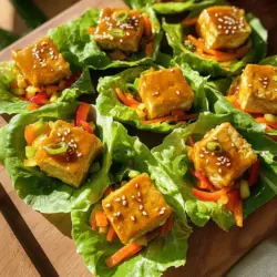 - 1 Block (400 g) fester Tofu, gepresst und gewürfelt - 2 Esslöffel Maisstärke - 3 Esslöffel Pflanzenöl - 3 Esslöffel Honig - 2 Esslöffel Sojasauce - 1 Esslöffel Limettensaft - 1 Teelöffel Limettenabrieb - 1/2 Teelöffel Knoblauchpulver - 1 Tasse geraspelte Karotten - 1 Tasse rote Paprika, gewürfelt - 1/4 Tasse Frühlingszwiebeln, in Ringe geschnitten - 1 Kopf Romaine-Salat, Blätter getrennt - Sesamsamen zum Garnieren (optional) - Frischer Koriander zum Garnieren (optional) Die Honig-Limetten-Sauce bringt einen tollen Geschmack. Diese Mischung vereint süß, sauer und salzig. Du kombinierst einfach Honig, Sojasauce, Limettensaft, Limettenabrieb und Knoblauchpulver. Diese Zutaten machen die Wraps besonders lecker. Du kannst die Sauce auch nach deinem Geschmack anpassen, indem du mehr Limettensaft oder Honig hinzufügst. Für die perfekte Mahlzeit empfehle ich frische Gemüsesorten. Dazu passen besonders gut: - Gurkenscheiben - Radieschen - Avocado - Ein einfacher Salat mit Limetten-Dressing Diese Beilagen ergänzen die Wraps und sorgen für mehr Frische. Du kannst auch etwas Reis oder Quinoa servieren, um die Mahlzeit zu erweitern. Weitere Ideen findest du in der [Full Recipe]. Zuerst drücken Sie den Tofu. Wickeln Sie ihn in ein Handtuch. Legen Sie ein schweres Objekt darauf. So entfernen Sie die Feuchtigkeit. Lassen Sie ihn etwa 30 Minuten stehen. Schneiden Sie dann den Tofu in kleine Würfel. Mischen Sie die Würfel mit Maisstärke in einer Schüssel. Achten Sie darauf, dass sie gleichmäßig bedeckt sind. Erhitzen Sie das Pflanzenöl in einer großen Pfanne. Die Hitze sollte mittel bis hoch sein. Fügen Sie die Tofuwürfel hinzu. Braten Sie sie 8 bis 10 Minuten lang, bis sie goldbraun sind. Nehmen Sie eine separate Schüssel. Geben Sie Honig, Sojasauce, Limettensaft, Limettenabrieb und Knoblauchpulver hinein. Mischen Sie alles gut. Wenn der Tofu knusprig ist, gießen Sie die Honig-Limetten-Mischung darüber. Rühren Sie sanft um, damit der Tofu gleichmäßig bedeckt wird. Lassen Sie die Mischung 2 bis 3 Minuten köcheln. Sie sollte blubbern und karamellisieren. Nehmen Sie ein frisches Salatblatt. Geben Sie eine großzügige Menge der knusprigen Tofu-Mischung in die Mitte. Garnieren Sie mit geschnittenen Frühlingszwiebeln. Nach Wunsch fügen Sie Sesamsamen und frischen Koriander hinzu. Servieren Sie die Wraps auf einem großen Teller. So kommen die Farben der Zutaten schön zur Geltung. Eine weitere Limette an die Seite legen, bringt mehr Frische. Für die vollständige Anleitung und weitere Tipps schauen Sie sich das [Full Recipe] an. Um den Tofu perfekt zuzubereiten, beginne mit dem Pressen. Das entfernt überschüssige Feuchtigkeit. Wickele den Tofu in ein Handtuch und lege ein schweres Objekt darauf. Lasse ihn für 30 Minuten ruhen. Das sorgt für eine festere Textur. Schneide den gepressten Tofu in kleine Würfel. Bedecke die Würfel mit Maisstärke. So wird der Tofu knusprig beim Braten. Die Honig-Limetten-Sauce macht das Gericht besonders. Du kannst die Süße anpassen. Nutze mehr oder weniger Honig, je nach Geschmack. Für eine schärfere Note füge etwas Chilipulver hinzu. Wenn du einen veganen Touch willst, ersetze den Honig durch Agavendicksaft. Das gibt der Sauce eine neue Tiefe. Die Wraps sind flexibel. Du kannst verschiedene Gemüsearten nutzen. Probiere Avocado oder Gurke für mehr Frische. Füge auch andere Kräuter hinzu, wie Minze oder Basilikum. Das bringt neue Aromen. Du kannst die Wraps auch mit Reis füllen, um sie sättigender zu machen. Experimentiere mit verschiedenen Kombinationen, um deinen Lieblingsgeschmack zu finden. {{image_4}} Für eine vegetarische Version der krossen Honig-Limetten-Tofu-Lettuce-Wraps kann ich dir empfehlen, den Honig durch Agavendicksaft oder Ahornsirup zu ersetzen. Diese Alternativen sind süß und passen perfekt. Wenn du eine vegane Option möchtest, ist eine dieser Alternativen ideal. Tofu bleibt in jedem Fall die Hauptzutat. Er liefert Eiweiß und hat eine tolle Textur. Du kannst die Wraps nach deinem Geschmack anpassen. Füge gerne mehr Gemüse hinzu. Hier sind einige Ideen: - Avocado für Cremigkeit - Gurken für Frische - Rotkohl für Farbe und Crunch - Spinat für zusätzliche Nährstoffe Diese Füllungen machen die Wraps noch schmackhafter und gesünder. Du kannst auch eine Mischung aus verschiedenen Gemüsesorten verwenden. Wenn du eine glutenfreie Option benötigst, wähle Tamari anstelle von Sojasauce. Tamari hat einen ähnlichen Geschmack und ist glutenfrei. Achte auch darauf, dass der Honig oder Agavendicksaft, den du verwendest, keine Glutenquellen enthält. So bleibt deine Honig-Limetten-Sauce ganz ohne Gluten und für alle geeignet. Für die vollständige Rezeptanleitung, schau dir das [Full Recipe] an. Wenn du Reste hast, bewahre sie in einem luftdichten Behälter auf. So bleibt der Tofu frisch. Im Kühlschrank halten sie sich etwa 3 bis 4 Tage. Achte darauf, die Wraps nicht zu lange stehenzulassen, damit sie knusprig bleiben. Du kannst die Tofu-Mischung einfrieren, um sie länger haltbar zu machen. Lass sie zuerst vollständig abkühlen. Fülle sie dann in einen gefriergeeigneten Behälter oder einen Zip-Beutel. Stelle sicher, dass du die Luft herausdrückst, bevor du sie verschließt. So bleibt der Geschmack erhalten. Im Gefrierfach hält sich die Mischung bis zu 3 Monate. Für das Aufwärmen empfehle ich, die Mischung in einer Pfanne zu erhitzen. Bei mittlerer Hitze kannst du den Tofu wieder knusprig machen. Füge etwas Öl hinzu, wenn nötig. Du kannst auch die Mikrowelle verwenden, aber das macht den Tofu weicher. Wenn du die Wraps aufwärmst, mache das in der Pfanne oder dem Ofen. So bleiben sie frisch und lecker. Für die besten Ergebnisse, serviere sie sofort nach dem Aufwärmen. Für mehr Details zur Zubereitung besuche das [Full Recipe]. Um die Tofu-Wraps knusprig zu machen, presse den Tofu gut. Entferne die Feuchtigkeit, indem du ihn in ein Handtuch wickelst. Lege ein schweres Objekt darauf und lasse es 30 Minuten ruhen. Schneide dann den Tofu in kleine Würfel und bedecke sie mit Maisstärke. Brate die Tofuwürfel in heißem Öl. Achte darauf, die Würfel nicht zu überfüllen. So bekommen sie die perfekte goldbraune Farbe und die knusprige Textur. Ja, du kannst die Honig-Limetten-Sauce nach deinem Geschmack anpassen. Füge mehr Limettensaft hinzu, wenn du es frischer magst. Möchtest du es süßer? Erhöhe die Menge an Honig. Du kannst auch andere Gewürze wie Ingwer oder Chili hinzufügen, um einen zusätzlichen Kick zu bekommen. Experimentiere mit den Zutaten, um die perfekte Mischung für dich zu finden. Zu den Krosse Honig-Limetten-Tofu-Lettuce-Wraps passen viele Beilagen gut. Du kannst eine frische Guacamole oder einen bunten Reis-Salat servieren. Auch ein scharfer Dip oder eine scharfe Salsa sind tolle Optionen. Probiere auch gebratene Zucchini oder knackige Paprika als Beilagen. Diese ergänzen das Gericht und bieten mehr Abwechslung auf deinem Teller. Du hast jetzt alle wichtigen Schritte für köstliche Honig-Limetten-Tofu-Lettuce-Wraps. Wir haben Zutaten, Zubereitung und Tipps besprochen. Es gibt auch viele Varianten, die du ausprobieren kannst! Denke daran, deinen Wrap nach deinem Geschmack anzupassen. Mit den richtigen Lagerungshinweisen bleibt dein Essen frisch. Das macht das Nachkochen einfach und lecker. Viel Spaß beim Ausprobieren und Genießen!