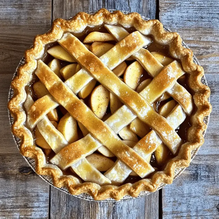 - 6 Tassen gemischte Äpfel (Granny Smith, Honeycrisp und Fuji) - 1 Tasse Zucker - 1 Teelöffel Zimt - 1/4 Teelöffel Muskatnuss - 1 Esslöffel Zitronensaft - 1 Esslöffel Speisestärke - 1 Esslöffel ungesalzene Butter Die Hauptzutaten sind wichtig für den Geschmack. Äpfel geben die Frische. Ich mag es, verschiedene Sorten zu mischen. Granny Smith bringt Säure, Honeycrisp ist süß und knackig, und Fuji hat eine zarte Textur. Diese Mischung sorgt für ein gutes Gleichgewicht. Zucker macht die Füllung süß und lecker. Zimt und Muskatnuss fügen Wärme hinzu. Zitronensaft hilft, die Apfelstücke frisch zu halten. Speisestärke bindet die Füllung und sorgt für eine schöne Konsistenz. Butter gibt einen tollen Geschmack und macht die Füllung reichhaltig. - 1 Ei, verquirlt - 2 Esslöffel Milch - 2 Pie-Teige (selbstgemacht oder gekauft) Der Teig ist das Herzstück des Kuchens. Er hält die Füllung und gibt Struktur. Ein gutes Rezept für den Teig ist wichtig. Das Ei und die Milch sorgen für eine goldene Farbe. Sie können fertige Teige verwenden oder selbst machen. Selbstgemachter Teig hat einen besonderen Geschmack. Ich empfehle, den Teig vor dem Füllen kalt zu lassen. Das hilft, eine knusprige Kruste zu bekommen. Alle diese Zutaten sind in dem Rezept "Omas Herrliche Apfelkuchen" zu finden. Zuerst schälen Sie die Äpfel. Entfernen Sie das Kerngehäuse und schneiden Sie die Äpfel in dünne Scheiben. Nehmen Sie eine große Schüssel und geben Sie die geschnittenen Äpfel hinein. Fügen Sie 1 Tasse Zucker, 1 Teelöffel Zimt, 1/4 Teelöffel Muskatnuss, 1 Esslöffel Zitronensaft und 1 Esslöffel Speisestärke hinzu. Mischen Sie alles gut. Lassen Sie die Mischung etwa 15 Minuten ruhen. So können die Aromen gut durchziehen. Jetzt rollen Sie einen Pie-Teig aus. Legen Sie ihn in eine 23 cm große Pie-Form. Schneiden Sie die überstehenden Ränder ab. Gießen Sie die vorbereitete Apfelfüllung gleichmäßig in die Form. Achten Sie darauf, dass die Äpfel gleichmäßig verteilt sind. Über der Füllung verteilen Sie 1 Esslöffel gewürfelte Butter. Das gibt zusätzlichen Geschmack. Rollen Sie den zweiten Pie-Teig aus und legen Sie ihn über die Füllung. Versiegeln Sie die Ränder, indem Sie diese mit den Fingern oder einer Gabel zusammendrücken. Schneiden Sie kleine Schlitze oder erstellen Sie ein Gittermuster in den oberen Teig. Das lässt den Dampf entweichen. Mischen Sie 1 verquirltes Ei mit 2 Esslöffeln Milch in einer kleinen Schüssel. Bestreichen Sie die Oberseite des Teigs mit dieser Mischung. So wird die Kruste goldbraun. Backen Sie den Kuchen im vorgeheizten Ofen für 15 Minuten bei 220°C. Senken Sie dann die Temperatur auf 175°C und backen Sie für weitere 35-45 Minuten. Der Kuchen ist fertig, wenn die Äpfel weich sind und die Kruste goldbraun aussieht. Nehmen Sie den Kuchen aus dem Ofen und lassen Sie ihn mindestens 30 Minuten abkühlen, bevor Sie ihn anschneiden. Das hilft, die Füllung zu setzen. Für die genaue Anleitung schauen Sie in das Rezept von Omas Herrliche Apfelkuchen. - Um eine goldbraune Kruste zu erhalten, verwenden Sie kalte Butter. - Achten Sie darauf, den Teig nicht zu lange zu kneten. - Überwachen Sie die Temperatur während des Backens genau. Dies hilft, die perfekte Kruste zu erzielen. - Verschiedene Apfelsorten bringen unterschiedliche Geschmäcker. - Granny Smith gibt eine schöne Säure, während Honeycrisp süß ist. - Kombinieren Sie Äpfel für eine ausgewogene Füllung und Geschmackstiefe. - Matschige Äpfel vermeiden Sie, indem Sie die Äpfel nicht zu lange backen. - Stellen Sie sicher, dass der Teig nicht durchweicht. Verwenden Sie Speisestärke für die Füllung. - Lassen Sie die Füllung ruhen, bevor Sie sie in den Teig geben. {{image_4}} Um eine Rillen-Kruste zu machen, rolle den Teig dünn aus. Schneide ihn in lange Streifen. Lege die Streifen über die Füllung in einem Kreuzmuster. Drücke die Ränder leicht an, um sie zu verbinden. Die Vorteile einer Lattice-Kruste sind groß. Sie sieht schön aus und lässt Dampf entweichen. So bleibt die Füllung saftig, aber die Kruste bleibt knusprig. Außerdem kannst du die Füllung gut sehen. Für die Krümel-Oberfläche brauchst du: - 1 Tasse Mehl - 1/2 Tasse brauner Zucker - 1/2 Tasse ungesalzene Butter, weich Mische die Zutaten in einer Schüssel. Zerbrösele die Butter mit den Fingern, bis es krümelig wird. Streue die Mischung gleichmäßig über die Apfelfüllung. Dies gibt dem Kuchen einen tollen Crunch. Um besondere Geschmäcker zu erreichen, füge etwas Vanille oder Muskatnuss hinzu. Diese Gewürze bringen neue Aromen in den Kuchen. Sie machen ihn noch leckerer. Du kannst auch mit verschiedenen Aromen experimentieren. Karamell oder Nüsse verleihen dem Kuchen eine neue Note. Probiere es aus und finde deine perfekte Kombination! Für das vollständige Rezept schaue dir Omas Herrliche Apfelkuchen an. Wie lange hält der Apfelkuchen im Kühlschrank? Ein frisch gebackener Apfelkuchen bleibt im Kühlschrank etwa 3 bis 4 Tage frisch. Achte darauf, ihn in einem luftdichten Behälter zu lagern. So bleibt der Geschmack erhalten und der Teig bleibt knusprig. Tipps zur Abdeckung und Aufbewahrung: Lege Frischhaltefolie oder Aluminiumfolie über den Kuchen. So schütze ich ihn vor anderen Gerüchen im Kühlschrank. Wenn du ihn nicht ganz isst, schneide nur die Stücke heraus, die du gleich genießen möchtest. Richtige Methode zum Einfrieren von Apfelkuchen: Um einen Apfelkuchen einzufrieren, lasse ihn zuerst vollständig abkühlen. Wickel ihn dann fest in Frischhaltefolie und lege ihn in einen Gefrierbeutel. So bleibt er bis zu 3 Monate frisch. Auftauen und Servieren nach dem Einfrieren: Um den Kuchen aufzutauen, lasse ihn einfach im Kühlschrank über Nacht. Du kannst ihn auch bei Raumtemperatur für einige Stunden stehen lassen. Wenn du ihn warm servieren möchtest, backe ihn kurz im Ofen bei 175°C. So wird die Kruste wieder knusprig. Ein Apfelkuchen sollte mindestens 30 Minuten abkühlen, bevor du ihn schneidest. Diese Zeit hilft, die Füllung zu setzen. Wenn der Kuchen zu warm ist, kann die Füllung auslaufen. Eine perfekte Abkühlung sorgt für einfaches Servieren und ein schöneres Stück. Ja, du kannst die Füllung im Voraus zubereiten. Mische die Äpfel mit Zucker, Zimt, Muskatnuss, Zitronensaft und Speisestärke. Bewahre die Mischung in einem luftdichten Behälter im Kühlschrank auf. So sparst du Zeit am Backtag und die Aromen können sich gut entfalten. Die besten Äpfel für Apfelkuchen sind Granny Smith, Honeycrisp und Fuji. Granny Smith bringt eine schöne Säure. Honeycrisp hat eine süße und knackige Textur. Fuji ist sehr süß und saftig. Eine Mischung dieser Äpfel sorgt für einen tollen Geschmack und eine ausgewogene Füllung. Für eine glutenfreie Version kannst du glutenfreies Mehl verwenden. Achte darauf, ein gutes Rezept für glutenfreien Teig zu wählen. Du kannst auch fertigen glutenfreien Teig aus dem Geschäft nutzen. Die Füllung bleibt gleich, also ändere nur den Teig. So genießt du einen leckeren Apfelkuchen ohne Gluten. In diesem Blogbeitrag haben wir die besten Zutaten für einen leckeren Apfelkuchen besprochen. Wir haben die Schritt-für-Schritt-Anleitung für die Zubereitung durchlaufen und nützliche Tipps geteilt. Außerdem haben wir Variationen und Lagerungstipps behandelt. Ein Apfelkuchen ist mehr als nur ein Dessert. Er bringt Freude und Wärme in jeden Anlass. Mit den richtigen Zutaten und Techniken gelingt dir ein wahrer Genuss. Nutze die Tipps und Variationen, um deinen perfekten Apfelkuchen zu kreieren!