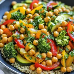- 1 Dose (425 g) Kichererbsen, abgetropft und abgespült - 2 Esslöffel Olivenöl - 1 rote Paprika, in Streifen geschnitten - 1 gelbe Paprika, in Streifen geschnitten - 1 Tasse Brokkoli-Röschen - 1 mittelgroße Zucchini, in Scheiben geschnitten - 3 Knoblauchzehen, fein gehackt - 1 Esslöffel frischer Ingwer, gerieben - 1 Teelöffel gemahlener Kreuzkümmel - 1 Teelöffel gemahlener Koriander - Saft von 1 Limette - 1/4 Tasse frische Petersilie, gehackt - 1/4 Tasse frisches Basilikum, gehackt - Salz und Pfeffer nach Geschmack Für vier Portionen brauchst du die obigen Zutaten. Die Kichererbsen geben dir eine gute Basis. Das Gemüse bringt Nährstoffe und Geschmack. Frische Kräuter fügen Aroma hinzu. Dies macht das Gericht bunt und einladend. Wähle frische Kräuter mit lebhaften Farben. Sie sollten fest und knackig sein. Vermeide Kräuter mit welken Blättern oder braunen Stellen. Schnupper an den Kräutern. Sie sollten einen starken, frischen Duft haben. Petersilie und Basilikum passen sehr gut zu diesem Gericht. Sie bringen Frische und Geschmack. Du kannst auch andere Kräuter ausprobieren, wie Koriander oder Minze. Um den Frischen Kräuter-Kichererbsen-Wok zu machen, beginne mit dem Olivenöl. Erhitze es in einer großen Pfanne oder einem Wok bei mittlerer Hitze. Wenn das Öl heiß ist, füge den gehackten Knoblauch und den Ingwer hinzu. Brate sie 30 Sekunden an, bis sie duften. Das gibt deinem Gericht viel Geschmack. Jetzt kommen die bunten Paprika. Gib die roten und gelben Streifen in die Pfanne. Koche sie für 3 bis 4 Minuten, bis sie leicht weich sind. Danach ist das Gemüse entscheidend. Füge die Brokkoli-Röschen und die Zucchini-Scheiben hinzu. Rühre regelmäßig um. Koche alles für 5 Minuten, bis die Gemüseteile bissfest sind. Nun kommen die Kichererbsen. Gib sie zusammen mit dem Kreuzkümmel und dem Koriander in die Mischung. Rühre alles gut um und koche es für 2 bis 3 Minuten, bis die Kichererbsen warm sind. Das macht das Gericht nahrhaft und lecker. Presse jetzt den Limettensaft darüber. Streue die gehackte Petersilie und das Basilikum darüber. Mische alles gut und würze nach Geschmack mit Salz und Pfeffer. Lass das Gericht für eine Minute ruhen, bevor du es servierst. Achte darauf, die Hitze nicht zu hoch zu stellen. Zu hohe Hitze kann das Gemüse verbrennen. Halte die Pfanne immer in Bewegung. So gart das Gemüse gleichmäßig und bleibt knackig. Frische Kräuter sind der Schlüssel. Sie bringen viel Aroma und Farbe ins Gericht. Nutze sie großzügig. Eine gute Zubereitung ist wichtig. Schneide das Gemüse in gleichmäßige Stücke. So garen sie gleichmäßig. Du kannst das Gericht nach Belieben anpassen. Füge mehr Gemüse hinzu oder ändere die Kräuter. Für dieses Rezept brauchst du einige einfache Werkzeuge. Ein Wok oder eine große Pfanne sind ideal, um alles zu braten. Ein scharfes Messer hilft dir beim Schneiden des Gemüses. Ein Schneidebrett ist wichtig, um die Arbeitsfläche sauber zu halten. Ein Messlöffel und eine Zitruspresse sind nützlich, um die Zutaten genau zu messen. Diese Geräte machen die Zubereitung schnell und einfach. Folge dem [Full Recipe], um alle Schritte zu sehen. Ein häufiger Fehler ist, das Gemüse zu lange zu garen. Überkoche das Gemüse nicht. Es sollte knackig bleiben. Achte darauf, die Hitze nicht zu hoch zu stellen. Das kann das Anbrennen der Zutaten verursachen. Außerdem, wenn du die Kichererbsen zu früh hinzufügst, werden sie matschig. Warte, bis das Gemüse fast gar ist, bevor du sie hinzufügst. Jedes Gemüse hat seine eigene Garzeit. Rote und gelbe Paprika brauchen etwa 3-4 Minuten. Brokkoli benötigt 5 Minuten, um bissfest zu werden. Zucchini kocht schnell, in 2-3 Minuten ist sie fertig. Halte immer ein Auge auf die Farben. Sie sollten leuchtend und frisch aussehen. Jeder hat einen anderen Geschmack. Füge mehr Gewürze wie Chili hinzu, wenn du es scharf magst. Für eine milde Note kannst du weniger Kreuzkümmel verwenden. Auch die Kräuter kannst du variieren. Probiere frischen Schnittlauch oder Minze, um neue Aromen zu entdecken. Du kannst das Rezept auch anpassen, indem du verschiedene Gemüsearten verwendest. So bleibt es spannend und lecker. {{image_4}} Wenn du dein Gericht mit mehr Protein anreichern möchtest, gibt es viele Optionen. Hühnchen ist eine beliebte Wahl. Du kannst es in kleine Stücke schneiden und vor dem Gemüse anbraten. So wird es saftig und lecker. Tofu ist eine tolle vegane Option. Schneide den Tofu in Würfel und brate ihn goldbraun an. Füge ihn am Ende zur Mischung hinzu. So bleibt er zart und nimmt die Aromen gut auf. Es gibt viele Möglichkeiten, das Gericht vegetarisch oder vegan zu machen. Du kannst die Kichererbsen durch andere Bohnen ersetzen. Schwarze Bohnen oder Kidneybohnen passen gut. Sie bieten eine ähnliche Textur und Nährstoffe. Wenn du Käse magst, kannst du etwas Feta oder Ziegenkäse hinzufügen. Das gibt eine cremige Note. Für Veganer ist das Weglassen von Käse die beste Wahl. Die frischen Kräuter machen den Wok besonders. Du kannst die Kräuter nach deinem Geschmack ändern. Versuche Minze oder Koriander für einen anderen Geschmack. Dill ist auch eine tolle Wahl. Es gibt deinem Gericht eine frische Note. Experimentiere mit verschiedenen Kombinationen. Das hält das Gericht spannend und neu. Du könntest sogar die Kräuter je nach Saison wechseln. So bleibst du kreativ beim Kochen. Das macht das Rezept immer wieder neu und aufregend. Für das vollständige Rezept schaue dir den [Full Recipe] an. Lagere deine Reste in einem luftdichten Behälter. So bleibt das Gericht frisch. Lass es zuerst auf Zimmertemperatur abkühlen. Danach verschließe den Behälter gut. Im Kühlschrank sind die Reste bis zu drei Tage haltbar. Du kannst die Reste auf viele Arten wiederverwenden. Erhitze sie in einer Pfanne mit etwas Öl. Füge frische Kräuter und Zitrussaft hinzu. So wird das Gericht lebendiger. Du kannst auch eine neue Beilage wie Reis oder Quinoa dazu geben. Das sorgt für Abwechslung. Im Kühlschrank hält sich das Gericht bis zu drei Tage. Im Gefrierfach kannst du es bis zu drei Monate lagern. Achte darauf, es gut zu verpacken. So vermeidest du Gefrierbrand. Wenn du es auftauen möchtest, lasse es über Nacht im Kühlschrank. Danach kannst du es einfach erneut erwärmen. Um den Wok gesünder zu machen, kannst du mehr Gemüse hinzufügen. Brokkoli, Paprika und Zucchini sind schon toll. Füge auch Karotten oder Spinat hinzu. Diese bringen mehr Vitamine und Mineralien. Reduziere das Öl, wenn du magst. So wird das Gericht leichter. Du kannst auch weniger Salz verwenden und mehr frische Kräuter. Diese geben viel Geschmack, ohne zusätzliche Kalorien. Ja, du kannst andere Gemüsesorten verwenden. Das ist der Spaß beim Wok! Kürbis, grüne Bohnen oder Auberginen passen gut. Achte darauf, das Gemüse in ähnliche Größen zu schneiden. So garen sie gleichmäßig. Du kannst auch gefrorenes Gemüse nehmen, wenn frisches nicht da ist. Es spart Zeit und ist oft sehr frisch. Die Zubereitung dauert insgesamt etwa 25 Minuten. Die Vorbereitungszeit ist 10 Minuten. Das Kochen selbst braucht etwa 15 Minuten. Du hast also schnell ein leckeres Gericht. Es ist perfekt für ein schnelles Abendessen nach einem langen Tag. Wenn du die Zutaten schon gewaschen und geschnitten hast, geht es noch schneller! Für die vollständige Anleitung, schau dir das Full Recipe an. Die Zutaten für den Kichererbsen-Wok sind wichtig für den Geschmack und die Nährstoffe. Achte auf frische Kräuter und die richtigen Mengen. Die Schritt-für-Schritt-Anleitung hilft dir, jeden Schritt klar zu verstehen. Vermeide häufige Fehler, um das beste Ergebnis zu erzielen. Variiere mit verschiedenen Proteinen und Kräutern, um neue Geschmäcker zu entdecken. Richtiges Lagern sorgt dafür, dass die Reste frisch bleiben. Mit diesen Tipps machst du dein Essen gesünder und schmackhafter. Probiere verschiedene Kombinationen aus und habe Spaß beim Kochen!